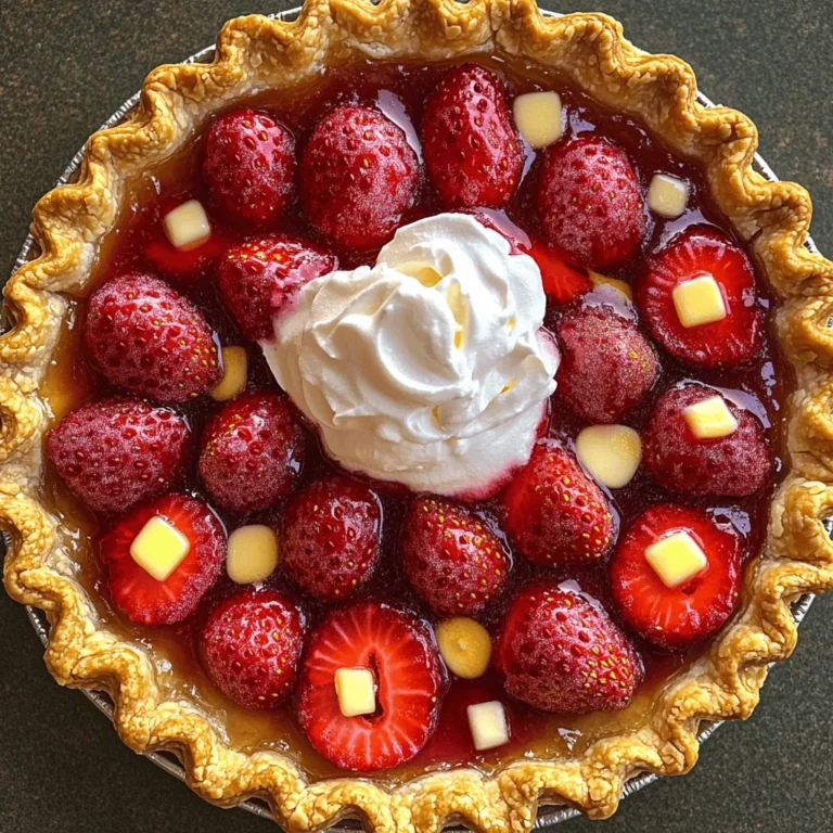 - Fresh strawberries: 2 cups, hulled and sliced - Granulated sugar: 1 cup, divided into two 1/2 cup portions - Cornstarch: 2 tablespoons - Fresh lemon juice: 1 tablespoon - Pure vanilla extract: 1 teaspoon - Unbaked pie crust: 1 (store-bought or homemade) - Unsalted butter: 1 tablespoon, cut into small cubes - Unflavored gelatin: 1 teaspoon (optional) - Whipped cream: for serving