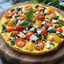 To make a savory vegetable frittata, you will need some fresh and simple items. Here's what you need: - 6 large eggs - 1 cup fresh spinach, chopped - 1/2 cup assorted bell peppers, diced - 1/2 cup cherry tomatoes, halved - 1/4 cup red onion, finely chopped - 1/4 cup feta cheese, crumbled - 1/4 cup milk or dairy-free alternative - 2 tablespoons extra-virgin olive oil - 1 teaspoon garlic powder - 1 teaspoon dried oregano - Salt and freshly ground black pepper to taste - Fresh herbs for garnish Each ingredient brings its own taste and color. The eggs form the base, while the vegetables add texture and nutrients. The feta cheese gives a creamy touch. Using fresh herbs as a garnish adds a pop of flavor and beauty to your dish. When you gather these ingredients, you set the stage for a delicious meal that is both satisfying and healthy. For the full recipe, check out the link above. First, set your oven to 350°F (175°C). This temperature helps cook the frittata evenly. A warm oven gives it a nice golden color. Next, take a large skillet and heat 2 tablespoons of extra-virgin olive oil over medium heat. When the oil shines, add 1/4 cup of finely chopped red onion and 1/2 cup of diced bell peppers. Sauté for about 3-4 minutes. You want the veggies to be soft and smell great. Now, stir in 1 cup of chopped fresh spinach and 1/2 cup of halved cherry tomatoes. Cook for an additional 2-3 minutes. The spinach should wilt and turn bright green. Remove the skillet from the heat. In a bowl, crack 6 large eggs and add 1/4 cup of milk, 1 teaspoon of garlic powder, 1 teaspoon of dried oregano, salt, and pepper. Whisk this mix until it's smooth and a bit frothy. Pour the egg mixture over your sautéed vegetables in the skillet. Stir gently to mix everything. Then sprinkle 1/4 cup of crumbled feta cheese on top. Put the skillet back on the stove over medium heat. Cook for about 3-5 minutes. The edges will start to firm up but the middle will still be soft. Carefully transfer the skillet to the preheated oven. Bake for 15-20 minutes or until the frittata is set and the top is golden. For the full recipe, refer to the recipe section above. Enjoy making this dish! To avoid a soggy bottom, cook your veggies well. Start with the onion and bell peppers. Sauté them until soft. If you add too much moisture, your frittata will not set right. Always drain excess liquid from tomatoes or other watery veggies. To check for doneness, look for a firm center. You can gently shake the skillet. If it wobbles a lot, it needs more time. A fully cooked frittata should bounce back when you touch it lightly. Choosing the right skillet is key. Use an oven-safe skillet for best results. Cast iron or non-stick pans work well. They help with even cooking and easy serving. Utilizing herbs and spices can elevate your frittata. Fresh herbs like basil and parsley add flavor. You can also use spices such as paprika or chili powder for a kick. Experiment with different combinations to find your favorite. Arranging the frittata on a platter makes it look inviting. Cut it into wedges for easy serving. A colorful platter adds to the visual appeal. Garnishing can enhance both look and taste. Sprinkle fresh herbs on top before serving. A side of mixed greens dressed in lemon vinaigrette brightens the plate. This adds color and freshness to your meal. For the full recipe, check out the details above. {{image_4}} You can mix in many vegetables for your frittata. Broccoli adds crunch and color. Zucchini brings a mild taste and great texture. Mushrooms give a savory depth. Feel free to get creative! The more veggies, the better the flavor and nutrition. Cheese can change the whole vibe of your frittata. Swiss cheese melts well and offers a nutty taste. Cheddar brings a sharp flavor that many love. Goat cheese adds creaminess and tang, making it special. Try different blends to find your favorite! Need some extra protein? Cooked bacon or sausage can make your frittata more filling. Just chop and add them when mixing in your vegetables. You could also use diced ham or even cooked chicken. This adds heartiness and keeps you satisfied longer. For a full recipe, check out the details above! To keep your savory vegetable frittata fresh, use airtight containers. Glass or plastic containers with tight lids work best. Store your frittata in the fridge for up to 3 days. After that, it may lose its taste and texture. When you want to enjoy leftovers, reheat your frittata gently. The best method is using the oven. Preheat your oven to 350°F (175°C). Place the frittata on a baking sheet and cover it with foil to prevent drying. Heat for about 10-15 minutes until warm. You can also use a microwave, but do so in short bursts to avoid drying it out. Yes, you can freeze frittata slices! To freeze, let the frittata cool completely. Slice it into wedges. Wrap each slice tightly in plastic wrap, then place them in a freezer-safe bag. Label the bag with the date. You can freeze slices for up to 2 months. When ready to eat, thaw in the fridge overnight and reheat as mentioned above. Don't forget to check the Full Recipe for more tips on making the perfect frittata! You can tell the frittata is done when the center is fully set. Look for a golden top. It should not jiggle when you shake the pan. You can also insert a knife into the center. If it comes out clean, your frittata is ready. Yes, you can make a frittata ahead of time. Cook it, then let it cool. Once cool, slice it and store it in an airtight container. You can keep it in the fridge for up to four days. For longer storage, freeze individual slices. Just wrap them well and store in a freezer-safe bag. Frittatas pair well with many sides. A light salad with mixed greens is great. You might also enjoy sliced avocado or fresh fruit on the side. Toast or crusty bread can add a nice crunch. A frittata and an omelet are not the same. An omelet is cooked quickly and folded. A frittata cooks slowly and is baked. Frittatas include more fillings and are thicker. Both are tasty, but they offer different textures and experiences. For the full recipe, check out the Flavor-Packed Vegetable Frittata. This blog post covers the simple and tasty recipe for a frittata. We explored key ingredients, easy steps, helpful tips, and delicious variations. If you follow these steps, your frittata will be flavorful and satisfying. You can customize it with your favorite veggies and cheeses. Lastly, remember to store it well for the best taste later. Enjoy your cooking journey and bring joy to your meals!