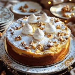 To make the delicious eggnog cake, gather these ingredients: - 2 cups all-purpose flour - 1 ½ teaspoons baking powder - ½ teaspoon baking soda - ½ teaspoon salt - 1 teaspoon ground nutmeg - 1 teaspoon ground cinnamon - 1 cup unsalted butter, softened - 1 cup granulated sugar - 1 cup packed brown sugar - 4 large eggs, at room temperature - 1 ½ cups eggnog, preferably homemade or store-bought - 1 teaspoon vanilla extract - ½ teaspoon almond extract - 1 cup chopped walnuts (optional) If you want to switch up the eggnog, here are some great options: - Use milk or cream mixed with a bit of nutmeg and cinnamon. - Try coconut milk for a dairy-free option. - Almond milk with spices can also work well. These alternatives still keep that festive feel. To bake this cake, you will need a few tools: - Mixing bowls (large and medium) - Electric mixer for creaming - Measuring cups and spoons - Spatula for mixing and spreading - 9x13 inch baking pan, greased or lined - Toothpick for checking doneness These tools make the process smooth and easy, allowing you to focus on the fun part—baking! For the full recipe, refer to the earlier sections. Start by preheating your oven to 350°F (175°C). This temperature is perfect for our eggnog cake. A hot oven helps the cake rise and bake evenly. Next, prepare your 9x13 inch baking pan. Lightly grease it with butter. Dust it with flour to help the cake release easily. If you prefer, use parchment paper instead. This makes cleanup a breeze. In a medium bowl, whisk together the dry ingredients. Combine 2 cups of flour, 1 ½ teaspoons of baking powder, ½ teaspoon of baking soda, and ½ teaspoon of salt. Add 1 teaspoon of ground nutmeg and 1 teaspoon of ground cinnamon. This mix adds warmth and spice to your cake. Set this bowl aside for later. In a larger bowl, cream together 1 cup of softened butter, 1 cup of granulated sugar, and 1 cup of brown sugar. Use an electric mixer for about 3-4 minutes. The mixture should become light and fluffy. This step adds air to your batter, making it nice and soft. Now, add 4 large eggs. Do this one at a time. Mix well after each egg to keep everything smooth. Then, pour in 1 ½ cups of eggnog, along with 1 teaspoon of vanilla extract and ½ teaspoon of almond extract. This brings rich flavors that make the cake special. Gradually mix the dry ingredients into the wet mix. Alternate adding the flour mix and the eggnog. Start with some flour, add half the eggnog, then more flour, and finish with the rest of the eggnog. Stir gently until just combined. Overmixing can make the cake dense. Finally, pour the batter into your prepared pan. Bake for 30-35 minutes. Use a toothpick to check for doneness; it should come out clean. Let it cool for about 10 minutes in the pan, then move it to a wire rack. Enjoy your festive creation! You can find the full recipe to guide you through this delightful dessert. To get a soft and moist cake, use room temperature eggs. Cold eggs can make the batter heavy. Cream the butter and sugars until fluffy. This adds air, making the cake light. Don't overmix the batter. Mix just until combined for the best texture. Even baking is key for cake success. Preheat your oven fully before putting in your cake. Place the pan in the center of the oven. This helps heat circulate. Avoid opening the oven door too soon. Opening it can drop the temperature. Check for doneness at 30 minutes with a toothpick. If you have allergies, there are easy swaps. For eggs, you can use flaxseed meal mixed with water. This works well in baking. Use almond milk or coconut milk in place of eggnog for a dairy-free option. For nuts, leave out the walnuts or use seeds instead. This makes the cake safe for everyone. Feel free to explore the Full Recipe for more details on making this delightful dessert! {{image_4}} To make your eggnog cake even more special, try adding extra flavors. You can mix in a splash of rum or bourbon for a warm kick. A bit of orange zest brings a fresh twist. You can also try adding peppermint extract for a minty touch. All these flavors blend well with the eggnog. You can customize your eggnog cake by adding mix-ins. Chopped cranberries or dried fruits add a nice tartness. For a crunch, consider adding chopped nuts like pecans or almonds. Chocolate chips also work great if you love chocolate. These mix-ins can make your cake unique and fun. If you need a gluten-free option, it's easy to adapt this recipe. Use gluten-free all-purpose flour instead of regular flour. Make sure to check the baking powder for gluten-free labeling. This way, everyone can enjoy your delightful holiday cake without worry. You can still enjoy the same great taste! To keep your eggnog cake fresh, store it in an airtight container. This helps prevent it from drying out. Place the cake at room temperature if you plan to eat it within a few days. If longer storage is needed, refrigerate it. Just make sure to wrap it well to avoid fridge odors. Freezing eggnog cake is easy and keeps it tasty. First, let the cake cool completely. Then, slice it into pieces. Wrap each slice in plastic wrap, then place them in a freezer bag. Label the bag with the date. Your cake can stay fresh in the freezer for up to three months. To reheat your eggnog cake, take a slice from the fridge or freezer. If it’s frozen, let it thaw in the fridge overnight. For reheating, place the slice on a microwave-safe plate. Heat it for 10-15 seconds. You can also warm it in the oven at 350°F for about 5-10 minutes. This will bring back its soft texture. Enjoy your cake warm for a cozy treat! Yes, you can make eggnog cake ahead of time. I often bake it a day or two in advance. Just let it cool completely, then wrap it in plastic wrap. This keeps it moist and fresh. You can store it at room temperature for a day. For longer storage, place it in the fridge. The best eggnog to use is the one you enjoy the most. You can use homemade or store-bought eggnog. If you make your own, you can control the flavors. I like using a rich, creamy eggnog for a fuller taste. Look for one with real dairy and spices for the best result. Absolutely! You can customize eggnog cake for any season. In spring, try adding lemon zest for a fresh twist. In summer, include berries for a fruity touch. For fall, you can boost the spices like cinnamon and nutmeg. In winter, add peppermint extract for a festive flavor. Eggnog cake pairs well with many things. Here are some great options: - Fresh whipped cream - A scoop of vanilla ice cream - Spiced coffee or hot chocolate - Chopped nuts for added crunch - A drizzle of caramel sauce Each of these enhances the cake's rich flavor. For the full recipe, check out the earlier section. This blog post covered everything you need to know about baking an eggnog cake. We discussed key ingredients, step-by-step instructions, and valuable tips to improve your baking. I shared variations for flavor and how to store your cake properly. You can customize the recipe for any season, making it a versatile treat. With the right tools and techniques, you'll create a delicious eggnog cake everyone will love. Now, you’re ready to bake a perfect cake, impressing your family and friends. Happy baking!