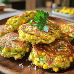 - 2 medium zucchinis, grated - 1 cup fresh or frozen corn kernels - 1/2 cup all-purpose flour - 1/2 cup cornmeal - 2 large eggs - 1/4 cup green onions, finely chopped - 1/4 cup fresh parsley, finely chopped - 1 teaspoon baking powder - 1 teaspoon garlic powder - Salt and pepper to taste - Olive oil for frying To make these fritters, gather your ingredients first. Fresh zucchinis are key for flavor. You can use either fresh or frozen corn. Both will work well. The flour and cornmeal provide the base and crunch. Eggs act as a binder, holding everything together. Green onions and parsley add fresh notes. Baking powder helps them rise. Garlic powder gives them a warm, savory taste. Finally, salt and pepper enhance all the flavors. Make sure to have olive oil ready for frying. It helps create that perfect crispy outside. When you have everything, you’ll be set to create delicious fritters. For the full recipe, check out the instructions that follow! To start, you need to grate the zucchinis. Use a box grater for this. After grating, take a clean dish towel. Place the grated zucchini inside, gather the corners, and twist. This action helps squeeze out extra moisture. Removing moisture is key. If you skip this step, your fritters will turn out soggy instead of crispy. Next, grab a large mixing bowl. Combine the well-drained zucchini, corn, flour, cornmeal, and eggs. Add the chopped green onions and parsley, too. Then, sprinkle in the baking powder and garlic powder. Don’t forget salt and pepper. Mix everything together until it forms a cohesive batter. This step ensures your fritters hold together while cooking. Now, heat a non-stick skillet over medium heat. Add a drizzle of olive oil to coat the bottom lightly. Wait until the oil shines but does not smoke. Use a tablespoon to drop spoonfuls of the fritter mixture into the skillet. Flatten each spoonful gently with the back of the spoon. Cook them in batches so they have space. Each fritter needs about 3-4 minutes on each side. Look for a golden brown color and a crispy crust. Adjust the heat if needed. After cooking, place the fritters on a paper towel-lined plate. This will soak up any extra oil, keeping them light and crisp. Serve them hot, and enjoy every bite! To make crispy fritters, you need to remove moisture from the zucchini. Grate the zucchini and then squeeze it dry in a clean towel. This step is key. If you skip it, your fritters will be soggy. When cooking, keep an eye on your skillet. Start on medium heat. If the fritters brown too fast, lower the heat. Flip them gently after about 3-4 minutes on each side. You want a nice golden brown color. Garnish your fritters with fresh herbs. Chopped parsley or cilantro adds a bright touch. You can also serve them with a dollop of sour cream or Greek yogurt. For dipping, try a tangy yogurt sauce or spicy salsa. These pair well with the flavors of the fritters. A simple side salad also works great to balance the dish. Spices can elevate your fritters. Consider adding smoked paprika or cumin for a flavor kick. Fresh herbs like dill or basil can also enhance the taste. Cheese is another way to change things up. Try adding crumbled feta or shredded cheddar to the batter. Different cheeses bring unique flavors and textures to your fritters. For the full recipe, check out the detailed instructions above. {{image_4}} You can make this recipe gluten-free. Swap the all-purpose flour for almond flour or gluten-free flour. If you want a healthier touch, use whole wheat flour. This keeps the fritters tasty while adding more fiber. You can also add other veggies. Try grated carrots, bell peppers, or chopped spinach. These will add color and nutrients. Each veggie brings its own flavor, making your fritters unique. Use what’s fresh and in season for your fritters. In summer, add fresh herbs like basil or cilantro. These bright flavors make the fritters lively. In fall, consider adding cooked pumpkin or sweet potato. These ingredients will give a warm, cozy taste. Adjusting your fritters based on the season keeps them exciting and fresh. You can cook your fritters in different ways. If you want a lighter option, try baking them. Preheat the oven to 400°F (200°C). Place the fritters on a parchment-lined baking sheet. Bake for about 20 minutes, flipping halfway through. This method makes them crispy without much oil. Another option is air frying. Set the air fryer to 375°F (190°C) and cook for about 10 minutes. Both methods will give you great results, but frying gives that classic crispy texture. To keep your leftover fritters fresh, let them cool first. Place them in an airtight container. This helps retain their flavor and texture. Store the fritters in the fridge for up to three days. They may lose some crispiness over time, but they will still taste great. If you want to save fritters for later, freezing is a smart choice. Follow these steps: 1. Let the cooked fritters cool completely. 2. Arrange them in a single layer on a baking sheet. 3. Freeze until solid, which usually takes about an hour. 4. Transfer the frozen fritters to a freezer bag or container. Label it with the date. Frozen fritters can last up to three months. When you're ready to eat them, reheat as directed below to keep the taste and texture. To reheat your fritters, use either the oven or skillet for the best results. Here’s how: Oven Method: - Preheat your oven to 375°F (190°C). - Arrange fritters on a baking sheet. - Bake for about 10-12 minutes, turning halfway through. Skillet Method: - Heat a non-stick skillet over medium heat. - Add a small amount of oil to the pan. - Cook fritters for about 3-4 minutes on each side until hot. To avoid sogginess, don’t overcrowd the pan and keep the heat moderate. Enjoy your delicious fritters with a crispy texture! To make your fritters crispy, start by removing moisture from the zucchini. Grate the zucchini and place it in a clean dish towel. Twist the towel tightly to squeeze out excess moisture. This step is key to achieving that perfect crunch. Next, heat your skillet to medium. If the pan is too cool, the fritters will absorb oil and become soggy. Adding just enough olive oil is crucial. You want a shimmering surface without smoking oil. Using frozen zucchini can alter the texture and flavor of your fritters. Frozen zucchini contains more water. When thawed, it can lead to a soggier fritter. If you use frozen zucchini, make sure to squeeze out as much water as possible. This will help improve the fritter's texture. Fresh zucchini offers a brighter taste and firmer bite, making it a better choice. Zucchini and corn fritters pair well with many sides. You can serve them with a simple salad for freshness. A yogurt-based dip or sour cream works great for added creaminess. Try a tangy salsa or a spicy aioli for some kick. These dips enhance the fritters' flavor and add fun to your meal. To make this recipe vegan, replace the eggs with flax eggs. Mix one tablespoon of ground flaxseed with three tablespoons of water. Let it sit for five minutes to thicken. You can also use a non-dairy milk in place of any dairy. This keeps the fritters moist without losing flavor. To keep leftovers tasty, store them in an airtight container in the fridge. When reheating, use an oven or skillet instead of a microwave. An oven at 350°F will crisp them up nicely. For added flavor, sprinkle on fresh herbs or a dash of salt before serving again. This keeps your fritters enjoyable even the next day. You can find the full recipe under the recipe section for more details. Zucchini and corn fritters are tasty and easy to make. You learned about key ingredients, step-by-step instructions, and tips for perfect texture. I shared variations to suit your taste and preferences. Proper storage keeps leftovers fresh, and reheating tips make them just as good. Try adding spices and herbs for extra flavor. Enjoy your fritters as a side or snack, knowing they’re versatile and healthy. Dive into this recipe and make it your own!