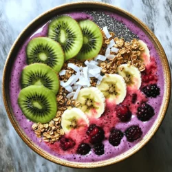 For a tasty berry smoothie bowl, gather these key ingredients: - 1 cup frozen mixed berries (strawberries, blueberries, raspberries) - 1 medium ripe banana, sliced - 1/2 cup Greek yogurt (or plant-based yogurt) - 1/2 cup almond milk (or any milk you prefer) - 1 tablespoon honey or maple syrup (optional) - 1 tablespoon chia seeds These ingredients create a creamy base full of flavor and nutrition. The frozen berries give a cool taste, while the banana adds natural sweetness. Greek yogurt brings protein, and almond milk keeps it smooth. You can adjust the sweetness of your berry smoothie bowl. If you like it sweeter, consider these options: - Honey - Maple syrup - Agave nectar Adding sweeteners is simple. Just mix in one tablespoon or less, depending on your taste. Remember, too much can hide the fruit's natural flavor. Toppings make your berry smoothie bowl fun and colorful. Here are some great choices: - Sliced fresh fruit (like kiwi and banana) - Your favorite granola - Coconut flakes - Assorted nuts (like almonds or walnuts) - Seeds (like pumpkin or sunflower) These toppings add crunch and extra nutrition. You can mix and match your favorites to make it unique. Feel free to get creative! For the complete recipe, check the Full Recipe. To make your berry smoothie bowl, start with the right ingredients. Gather these: - 1 cup frozen mixed berries (strawberries, blueberries, raspberries) - 1 medium ripe banana, sliced - 1/2 cup Greek yogurt (or plant-based yogurt) - 1/2 cup almond milk (or any milk you like) - 1 tablespoon honey or maple syrup (optional) - 1 tablespoon chia seeds - Toppings like fresh fruit, granola, coconut flakes, nuts, and seeds First, take your blender and add the frozen berries, banana, yogurt, almond milk, and sweetener if you want it sweeter. Make sure the fruits mix well for smooth blending. Blend the mix on high speed. You want it creamy and smooth. If the mix is too thick, add a little more almond milk. Blend again until it feels just right. The goal is a thick yet pourable mixture, perfect for your bowl. Now, it’s time to serve! Pour your smoothie into a wide bowl. This shape lets you add lots of toppings. Sprinkle chia seeds on top for a nice crunch and nutrition. Be creative! Arrange your fresh fruit, granola, and coconut flakes on top. A colorful design makes it look appetizing. Let your berry smoothie bowl shine! Enjoy every bite of this berrylicious treat. For the full recipe, check the earlier section. To get the right texture, use frozen berries. They help create a thick, creamy bowl. If your mix is too thick, add a little almond milk. Blend it until smooth. You want it thick enough to hold toppings but smooth enough to eat with a spoon. Always layer your ingredients in the blender. Start with the liquids at the bottom. Then, add the soft ingredients like yogurt and banana. Top with the frozen berries. This order helps blend well. Use a high-speed blender for a silkier result. If your blender struggles, stop it, and stir the mix. This helps everything combine nicely. To make your berry smoothie bowl pop, try adding a splash of vanilla extract. You can also mix in a pinch of cinnamon for warmth. Fresh lemon juice wakes up the flavors too. Experiment with different toppings to add texture and taste. Nuts, seeds, and fresh fruit can change each bite. You can find the full recipe to create your personalized berry bliss. {{image_4}} You can easily make this berry smoothie bowl dairy-free. Swap the Greek yogurt for a plant-based yogurt. Coconut yogurt or almond yogurt works well. Use almond milk, soy milk, or oat milk instead of cow's milk. These changes keep the bowl creamy and tasty without any dairy. While mixed berries are great, you can switch them up. Try using only strawberries or blueberries for a different taste. Blackberries or cranberries can also add a fun twist. Each berry brings its own flavor and health benefits. Experimenting with berries keeps your smoothie bowl fresh and exciting. To boost nutrition, add extras to your smoothie. A scoop of protein powder can increase protein. Ground flaxseed adds fiber and omega-3s. You can also add spinach for greens without changing the taste. These add-ins elevate your bowl, making it even healthier. For the full recipe, check out the Berry Bliss Smoothie Bowl. If you have leftover berry smoothie bowl, you can store it easily. Place it in an airtight container. It will stay fresh in the fridge for up to two days. Before eating, give it a good stir. The toppings may need adjusting, so keep that in mind. You can freeze the smoothie bowl for a longer shelf life. Pour the smoothie into a freezer-safe container, leaving some space at the top. The mixture will expand as it freezes. It can last up to a month in the freezer. When you want to enjoy it, let it thaw in the fridge overnight. If you freeze your berry smoothie bowl, you may want to warm it up slightly. Place the bowl in the microwave for about 30 seconds. Check it often to avoid overheating. You want it to be creamy, not hot. If it is too thick, add a splash of milk and stir well. Enjoy your berry bliss smoothie bowl even after storage! You can use fresh berries! They will give your smoothie bowl a bright taste. Just keep in mind that fresh berries may make your bowl thinner. If you want it thicker, add more banana or yogurt. Frozen berries help create a creamy texture. I love the way frozen berries chill the bowl, too! Berry smoothie bowls pack a punch of vitamins. They are high in fiber, which helps digestion. Berries also have antioxidants that fight free radicals in your body. Bananas provide potassium for heart health. Greek yogurt adds protein, helping you feel full. This bowl is a tasty and balanced meal! To make your smoothie bowl vegan, swap Greek yogurt for plant-based yogurt. Use almond milk, coconut milk, or oat milk. For sweetness, opt for maple syrup instead of honey. With these swaps, your bowl stays just as delicious and creamy as the original recipe. Get creative with your toppings! Here are some fun ideas: - Sliced fresh fruits like kiwi, strawberries, or peaches - Crunchy granola for texture - Coconut flakes for a tropical taste - Mixed nuts and seeds for added nutrients - Dark chocolate chips for a sweet treat Feel free to mix and match! Each topping adds a unique flavor and look to your bowl. Enjoy making it your own! For the full recipe, check out my Berry Bliss Smoothie Bowl. Berry smoothie bowls are easy to make and delicious. We covered main ingredients, optional sweeteners, and suggested toppings. I shared preparation steps, blending techniques, and presentation tips. You learned how to get the right consistency and enhance flavors. We also discussed dairy-free options and how to store leftovers. The world of berry smoothie bowls is wide and fun. Experiment and enjoy your creations. Make it your own!