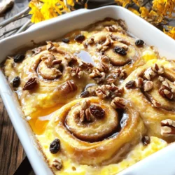 - 2 cans (12.4 oz each) refrigerated cinnamon rolls with icing - 4 large eggs - 1 cup whole milk - 1 teaspoon pure vanilla extract - 1 teaspoon ground cinnamon - 1/2 teaspoon ground nutmeg - 1/2 cup pure maple syrup - 1/2 cup chopped pecans or walnuts (optional) - 1/2 cup raisins (optional) To make cinnamon roll casserole, you need simple and tasty items. The star of this dish is the cinnamon rolls, which give it that classic flavor. Eggs and milk help bind everything together. Vanilla extract adds a warm note, while cinnamon and nutmeg enhance the spice. Maple syrup brings sweetness, and the nuts and raisins add fun textures. Feel free to mix and match the optional ingredients. Chopped pecans or walnuts add crunch, and raisins bring sweetness. If you prefer, you can leave them out. This dish is all about your taste! Check the Full Recipe for exact amounts and steps. Let’s get cooking! 1. Preheat your oven to 350°F (175°C). Grease a 9x13-inch baking dish well. 2. Open the cans of cinnamon rolls. Cut each roll into quarters. 3. In a bowl, whisk together eggs, milk, vanilla, cinnamon, and nutmeg until smooth. 1. Arrange the cinnamon roll pieces evenly in the greased baking dish. 2. Pour the egg mixture over the rolls, ensuring they are well soaked. 3. Drizzle maple syrup over the top. If you want, add chopped nuts and raisins. 1. Place the baking dish in the oven. Bake for 25-30 minutes until golden brown. 2. While it bakes, warm the icing from the rolls in the microwave or hot water. 3. Once baked, let the casserole cool for 5 minutes. Drizzle the icing generously on top. Enjoy the delightful flavors of this cinnamon roll casserole! For a detailed recipe, check the Full Recipe section. To make your cinnamon roll casserole perfect, soak the pieces well. Cut each cinnamon roll into quarters. Then, pour the egg mixture over them. Let it sit for a few minutes. This helps the rolls absorb the egg mixture fully. For baking, set your oven to 350°F (175°C). Bake for 25 to 30 minutes. Keep an eye on it. The top should be golden brown and puffed up. Add toppings to enhance your dish. Warm icing from the rolls is a must. You can also sprinkle nuts or powdered sugar on top. For drinks, serve with coffee or hot chocolate. Fresh fruit on the side adds color and flavor. Try serving it with a dollop of whipped cream for a treat. You can easily modify this recipe. For a dairy-free version, use almond milk and a dairy-free cream. If you need it gluten-free, use gluten-free cinnamon rolls. To make it vegan, replace the eggs with a flaxseed mixture. This is done by mixing 1 tablespoon of flaxseed meal with 2.5 tablespoons of water. Let it sit until it thickens. Reducing the maple syrup gives a lower sugar option. You can create a delicious dish that fits your needs! {{image_4}} If you want to mix things up, try these fun flavors. - Chocolate chip cinnamon roll casserole: Swap some of the cinnamon rolls for chocolate chip ones. The result is a sweet, gooey treat! - Apple pie cinnamon roll casserole: Add diced apples and a sprinkle of cinnamon sugar. This will give a cozy apple pie vibe to your dish. Toppings can take your casserole to the next level. - Alternative frostings and icing options: Instead of the given icing, you can use cream cheese frosting or a vanilla glaze. Both add a rich taste. - Seasonal fruits and nuts for added flavor: Top with fresh berries or sliced bananas. Adding chopped nuts like pecans or walnuts gives a nice crunch. How you serve the casserole can change the vibe. - Individual servings vs. family-style: You can cut it into squares for a family-style meal. Or, bake in muffin cups for individual servings. This makes it easy to grab and go! - Breakfast vs. dessert presentation: Serve it warm for breakfast with coffee. Or, add a scoop of ice cream for a delightful dessert. For more ideas, check out the Full Recipe. To keep your cinnamon roll casserole fresh, store it in the fridge. Use an airtight container to avoid drying out. It stays good for up to three days. If you want to keep it longer, freezing is a great option. First, let it cool completely. Then, wrap it tightly in plastic wrap and aluminum foil. This helps prevent freezer burn. You can freeze it for up to three months. When you want to enjoy your leftovers, reheating is easy. The best method is using the oven. Preheat your oven to 350°F (175°C). Place the casserole in a baking dish and cover it with foil. Heat for about 15-20 minutes until warm. This keeps the texture nice. If you’re in a hurry, the microwave works too. Heat individual portions for about 30 seconds to 1 minute. Just be sure to check that it's warm all the way through. Enjoy your delicious breakfast treat anytime! How long does it take to bake? It takes about 25 to 30 minutes to bake. You want the top to be golden brown and puffed up. Check for doneness by inserting a toothpick. If it comes out clean, your casserole is ready! Can I substitute ingredients? Yes, you can! If you want to use almond milk instead of whole milk, that works well. You can also swap out eggs for a flaxseed mixture if you're looking for a vegan option. What if my casserole is too soggy? If your casserole is soggy, it might need more baking time. Make sure the egg mixture soaks each roll well, but don’t overdo it. How to fix over-baking? If you over-baked your casserole, it might be dry. Serve it with extra icing or a scoop of ice cream to add moisture back in. How long does this dish stay fresh? This dish stays fresh in the fridge for about 3 to 4 days. Cover it well to keep it moist and tasty. Can I prepare it in advance? You can prepare it the night before! Just mix everything and keep it in the fridge. Bake it in the morning for a warm breakfast treat. Check the Full Recipe for more details! This blog post showed you how to make a delicious cinnamon roll casserole. We covered essential ingredients and step-by-step instructions to help you succeed. You learned tips for perfecting your dish and ideas for variations and dietary needs. Plus, we shared storage tips to keep leftovers fresh. Whether it’s for breakfast or dessert, this casserole is a treat. Enjoy making it for yourself or sharing it with loved ones. Your culinary skills will shine with this easy and tasty recipe.