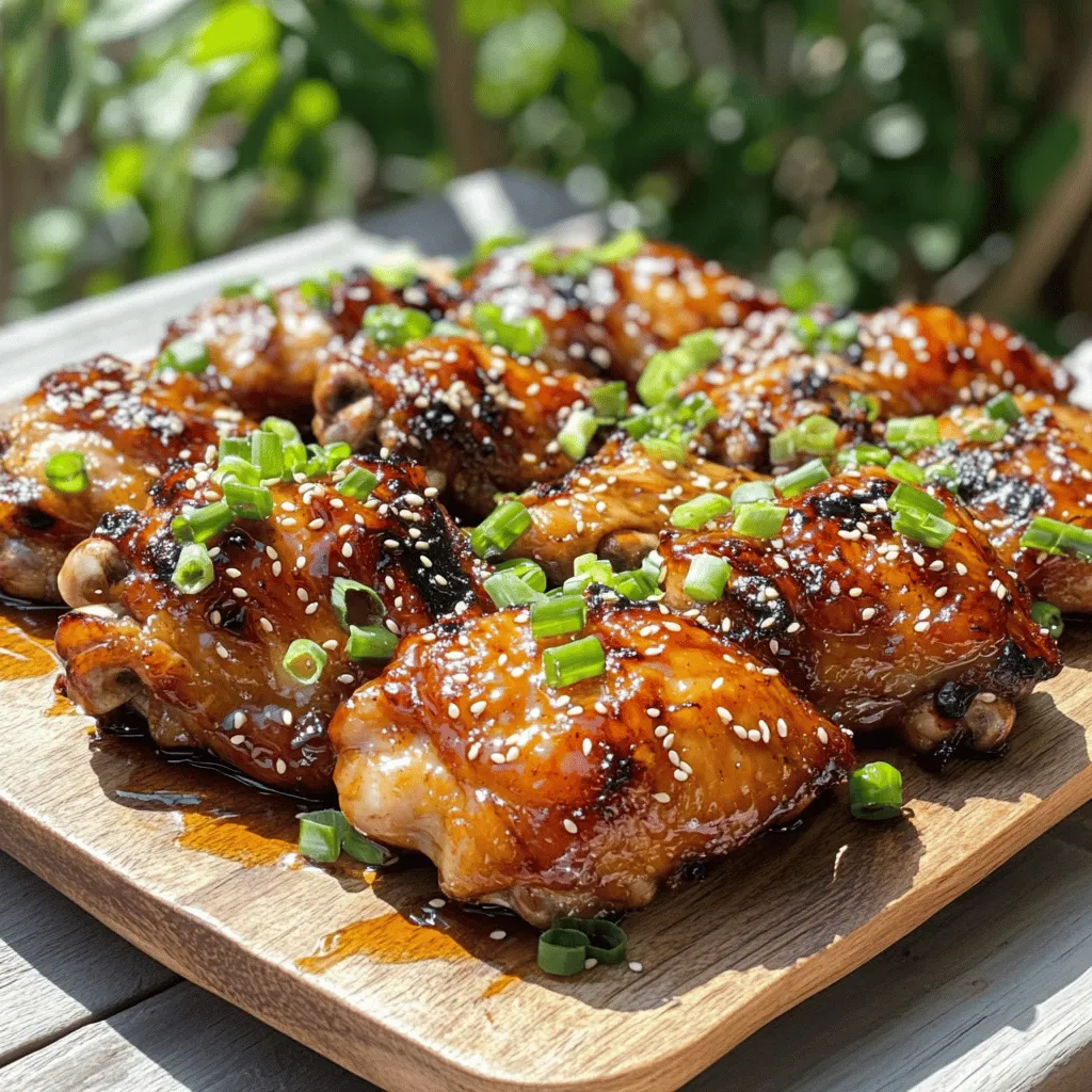 - 4 boneless, skinless chicken thighs - 1/4 cup honey - 3 tablespoons low-sodium soy sauce - 3 cloves garlic, finely minced - 1 tablespoon sriracha sauce - 1 tablespoon sesame oil - 1 teaspoon fresh ginger, finely grated - Salt and freshly ground black pepper to taste For this dish, I recommend using boneless skinless chicken thighs. They cook up juicy and tender. Honey and soy sauce create the perfect sweet and salty blend. Garlic adds depth, while fresh ginger brings a nice zing. Sriracha gives it heat, but you can adjust it to your taste. - 2 tablespoons green onions, thinly sliced - 1 tablespoon sesame seeds Garnishes like green onions and sesame seeds add color and texture. They make the dish pop when you serve it. - You can use different sauces for heat, like chili paste or hot sauce. - If you prefer, chicken breasts work well too. They are leaner but still tasty. Feel free to mix and match! Cooking should be fun and personal. Check the full recipe for more details. To start, grab a medium mixing bowl. Combine honey, soy sauce, minced garlic, sriracha, sesame oil, and grated ginger. Whisk these ingredients together until you have a smooth blend. This step is key! Whisking helps mix all flavors well, ensuring every bite is tasty. Next, take four boneless, skinless chicken thighs. Place them in a large resealable plastic bag or a shallow dish. Pour the marinade over the chicken. Make sure every piece is well coated. Seal the bag or cover the dish and refrigerate for at least 30 minutes, or up to 2 hours. This allows the chicken to soak up all those great flavors. Now, it’s time to cook! Preheat your oven to 400°F (200°C). While the oven warms, lightly grease a baking dish. Transfer the marinated chicken thighs into the dish. Drizzle any leftover marinade over the top. Sprinkle with salt and freshly cracked black pepper. After baking for about 25-30 minutes, the chicken should reach 165°F (75°C). For a nice caramelized finish, switch on the broiler for the last 2-3 minutes. Keep a close eye to avoid burning. This step adds a beautiful color and flavor to your chicken. Once cooked, remove the chicken from the oven. Let it rest for about 5 minutes. This step is important! Resting helps the juices redistribute, keeping the chicken moist. For a stunning presentation, sprinkle sliced green onions and sesame seeds on top. Serve the chicken on a large platter with rice and veggies for a complete meal. For the complete cooking process, check the Full Recipe. To adjust the spiciness of your spicy honey garlic chicken, you can use sriracha. Start with one tablespoon. If you like it hotter, add more sriracha. This gives you control over the heat. You can also add herbs and spices to customize your marinade. Try adding a pinch of paprika for color. Fresh herbs like cilantro or basil add great flavor too. You can cook this dish in different ways. Grilling adds a smoky flavor. Stovetop cooking is quick and easy. Use a cast-iron skillet for great heat distribution. Recommended tools include a good whisk and a meat thermometer. A meat thermometer helps ensure your chicken is perfectly cooked. Aim for an internal temperature of 165°F (75°C). Resting the chicken after cooking is very important. This step helps the juices stay in the meat. Let the chicken sit for about five minutes. Look for the juices running clear to know it’s done. If the juices are pink, it needs more cooking. Tender chicken is key for a delicious meal. Enjoy your flavorful dish! {{image_4}} You can easily modify this dish for a keto diet. First, reduce the sugar. Swap honey for a low-carb sweetener, like erythritol or monk fruit sweetener. Use a no-sugar soy sauce, like coconut aminos, for flavor. Serve this dish with cauliflower rice instead of regular rice. This change keeps the carb count low and adds a tasty twist. Adding veggies is a great way to boost nutrition. You can put them right in the baking dish. Try bell peppers, broccoli, or snap peas. These vegetables pair well with the sweet and spicy sauce. They add color, crunch, and flavor. Cook them alongside your chicken for a one-pan meal. You don’t have to stick to chicken. Tofu or shrimp can work beautifully too. If using tofu, choose firm or extra-firm. Cut it into cubes, then marinate just like the chicken. For shrimp, you need to adjust the cooking time. Shrimp cooks faster, so bake for just 10-15 minutes. Enjoy experimenting with different proteins to find your favorite! For the full recipe, check the recipe section above. To store leftovers safely, let the chicken cool first. Place it in an airtight container. This keeps the chicken fresh and prevents odors. You can store it in the fridge for up to three days. Glass or plastic containers work best for this purpose. Freezing cooked chicken is easy. First, let the chicken cool completely. Then, wrap it tightly in plastic wrap. After that, place it in a freezer-safe bag or container. This protects it from freezer burn. You can freeze it for up to three months. To thaw, move the chicken to the fridge overnight. This method helps keep the flavor intact. Reheating chicken without drying it out is key. The best method is to use the oven. Preheat it to 350°F (175°C). Place the chicken in a baking dish and cover it with foil. Heat for about 15-20 minutes until warmed through. You can also use the microwave. If you do, heat in short bursts of 30 seconds. Check often to avoid overcooking. Marinate your chicken for at least 30 minutes. For deeper flavor, aim for 2 hours. The marinade needs time to soak into the chicken. This helps the chicken absorb all those tasty spices. Yes, you can use maple syrup or agave syrup. Both can replace honey well. They add sweetness without altering the taste too much. Try to choose a sweetener that suits your diet. I recommend serving it with jasmine rice or basmati rice. Stir-fried veggies go great too. You can add a fresh salad for crunch. These sides balance the sweetness of the chicken. This dish can be part of a healthy diet. Chicken provides protein, while honey adds natural sweetness. Just watch your portion sizes. Pair it with veggies for added nutrients. You can find the complete recipe details [here](#). This will guide you step-by-step through the cooking process. This blog post covered making Spicy Honey Garlic Chicken from start to finish. We discussed main ingredients and optional garnishes. I gave tips on marinating, baking, and broiling the chicken. You can customize the dish with different proteins and vegetables. In conclusion, this meal is easy and fun to make. It’s tasty and can fit various diets. Enjoy experimenting with your own twists! Happy cooking!