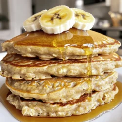 The ingredients for banana oatmeal pancakes are simple and healthy. You will need the following: - 1 cup rolled oats - 1 ripe banana, thoroughly mashed - 1 cup milk (your choice of dairy or plant-based) - 1/2 teaspoon baking powder - 1/2 teaspoon ground cinnamon - 1 tablespoon honey or maple syrup (optional, for added sweetness) - 1/4 teaspoon vanilla extract - A pinch of salt - Olive oil or butter, for greasing the skillet These ingredients make for a nutritious start to your day. The rolled oats serve as the base and provide fiber. A ripe banana adds natural sweetness and moisture. You can use any milk you prefer, whether it is dairy, almond, or oat milk. Baking powder and cinnamon give flavor and help the pancakes rise. Honey or maple syrup can sweeten them more, while vanilla adds a lovely aroma. A pinch of salt balances the flavors. Lastly, you will need olive oil or butter to grease the skillet. For the full recipe, check out the details to make these tasty pancakes. Start by placing the rolled oats in a blender. Blend them until they become a fine, flour-like consistency. This oat flour is the heart of your pancakes. It gives them a nice, hearty texture. Using rolled oats is key, as they hold their shape during cooking. Now, it’s time to mix all the ingredients. Add the mashed banana to the oat flour in the blender. Pour in the milk of your choice, along with baking powder, cinnamon, honey (if you want it sweeter), vanilla extract, and a pinch of salt. Blend everything together until it’s smooth and creamy. This batter should be thick, but pourable. Adjust the milk if needed. Next, preheat a non-stick skillet or griddle over medium heat. Once it’s warm, lightly grease it with olive oil or butter. This will help prevent the pancakes from sticking. Pour about 1/4 cup of the batter onto the skillet for each pancake. Cook for about 2-3 minutes, watching for small bubbles to form on the surface. This tells you they’re ready to flip. Gently turn each pancake with a spatula, cooking for another 2-3 minutes until golden brown. Repeat this until you finish all the batter. Adjust the heat if needed to avoid burning. Cooked pancakes should be fluffy and light, ready to enjoy! For more detailed instructions, check the Full Recipe. To get the best texture, focus on the batter thickness. A thicker batter makes denser pancakes, while a thinner one gives fluffier results. Try adding a bit more milk if your batter feels too thick. If it's too thin, just blend in a touch more oats. The right thickness can change your pancake game. Heat control is key to cooking perfect pancakes. Start with medium heat. If your pancakes burn, lower the heat. If they don't brown, raise it a little. Always grease the skillet lightly with olive oil or butter to keep the pancakes from sticking. This way, you will get a nice golden color without burning. How you serve your pancakes matters! Stack them high on a plate for a showstopper look. Top with fresh banana slices and a drizzle of honey or maple syrup. A sprinkle of cinnamon adds flavor and looks great too. This simple touch makes your meal feel special every time you serve it. Enjoy your delicious banana oatmeal pancakes! You can find the full recipe above. {{image_4}} You can make banana oatmeal pancakes even better by adding fun mix-ins. Try adding chocolate chips for a sweet treat. They melt and create gooey pockets of chocolate. Nuts add a nice crunch and healthy fats. Walnuts or pecans work great. Fresh or frozen berries also brighten the flavor. Blueberries or strawberries can add a pop of color and taste. These add-ins make each bite exciting. If you need gluten-free options, use certified gluten-free oats. They work just as well as regular oats. For milk, you can swap dairy for almond, soy, or oat milk. This keeps the pancakes tasty while fitting your diet. You can also try coconut milk for a creamy twist. These substitutions make this recipe easy for everyone to enjoy. Feeling adventurous? You can turn these pancakes savory. Add herbs like chives or parsley to the batter. This gives your pancakes a fresh taste. You can also mix in shredded cheese. Cheddar or feta adds a rich flavor. These savory pancakes can be a fun breakfast or a unique brunch item. Don't be afraid to try new flavors! For the full recipe, check the section above. To keep your banana oatmeal pancakes fresh, store them in an airtight container. You can place a piece of parchment paper between the pancakes. This prevents them from sticking together. If you plan to eat them within a few days, refrigerate them. They can last up to three days in the fridge. For longer storage, freeze the pancakes. Just stack them with parchment paper in between. Place the stack in a freezer-safe bag. They can last up to three months in the freezer. When you’re ready to enjoy your pancakes again, there are a few great ways to reheat them. The microwave is quick and easy. Place your pancakes on a microwave-safe plate. Heat them for about 20-30 seconds. Check to see if they are warm enough. If not, heat them in 10-second intervals. For a fluffy texture, try the skillet method. Preheat a non-stick skillet over low heat. Add a small amount of water to the pan. This creates steam that warms the pancakes. Cover the skillet with a lid. Heat for about 1-2 minutes. Flip the pancakes halfway through to warm both sides. Enjoy your fluffy pancakes just like the first time! You can easily skip eggs by using substitutes. Here are some great options: - Flaxseed meal: Mix 1 tablespoon of flaxseed meal with 2.5 tablespoons of water. Let it sit for 5 minutes to thicken. - Chia seeds: Combine 1 tablespoon of chia seeds with 2.5 tablespoons of water. Allow it to gel for 5 minutes. - Applesauce: Use 1/4 cup of unsweetened applesauce instead of one egg. - Mashed banana: You can add more mashed banana. Use 1/4 cup extra for moisture and sweetness. These substitutes work well and keep the pancakes moist. Yes, you can use quick oats. However, there are some differences: - Texture: Quick oats are smaller and cook faster, leading to a softer pancake. - Cooking time: Pancakes made with quick oats may cook faster. Watch them closely to avoid burning. If you prefer a heartier texture, rolled oats are a better choice. There are many tasty options to serve with your pancakes: - Fresh fruits: Sliced bananas, berries, or diced apples add sweetness and color. - Nut butter: Spread almond or peanut butter for a protein boost. - Yogurt: A dollop of Greek yogurt adds creaminess. - Syrups: Drizzle with honey or maple syrup for extra flavor. Mix and match toppings to create your perfect pancake stack! You now know how to make tasty banana oatmeal pancakes. We covered key ingredients, step-by-step cooking, and tips for the best texture. You learned fun variations, storage tips, and answers to common questions. Try these pancakes for a healthy breakfast that everyone will love. Enjoy your cooking adventure and share your delicious results!