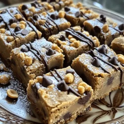 To make Peanut Butter Chocolate Chip Blondies, gather these key ingredients: - 1 cup creamy peanut butter - 1 cup packed brown sugar - 1/2 cup granulated sugar - 2 large eggs - 1 teaspoon vanilla extract - 1 cup all-purpose flour - 1/2 teaspoon baking powder - 1/4 teaspoon salt - 1 cup semi-sweet chocolate chips For fun twists, consider these optional ingredients: - 1/2 cup chopped peanuts (for added crunch) - A pinch of cinnamon (to enhance flavor) - 1/2 cup white chocolate chips (for a different taste) Here’s a quick guide for those using different units: - 1 cup = 240 ml - 1 teaspoon = 5 ml - 1/2 cup = 120 ml - 1/4 teaspoon = 1.25 ml - 1 cup of flour = 125 grams - 1 cup of sugar = 200 grams This recipe is simple and fun, making it easy to whip up a batch. Check out the Full Recipe for detailed steps and tips. First, you need to preheat your oven to 350°F (175°C). This step helps the blondies bake evenly. Next, take a 9x9 inch baking pan. Grease it well or line it with parchment paper. Using parchment makes it easy to lift the blondies out later. In a large mixing bowl, add 1 cup of creamy peanut butter. Then, mix in 1 cup of packed brown sugar and 1/2 cup of granulated sugar. Use a spatula or an electric mixer to blend these ingredients. You want a smooth and creamy mix. Next, add 2 large eggs, one at a time. Blend well after each addition. Finally, stir in 1 teaspoon of vanilla extract until mixed. In a separate bowl, whisk together 1 cup of all-purpose flour, 1/2 teaspoon of baking powder, and 1/4 teaspoon of salt. This ensures the dry ingredients mix evenly. Then, add this dry mixture to the peanut butter blend. Fold it in gently until just combined. Be careful not to overmix. Lastly, fold in 1 cup of semi-sweet chocolate chips and, if you like, 1/2 cup of chopped peanuts for crunch. Now you're ready to pour the batter into your prepared pan! For the full recipe, check out the detailed instructions provided. To get the best texture in your blondies, mix well but don’t overdo it. Blend your peanut butter and sugars until smooth. When adding flour, fold it in gently. This keeps your blondies soft and chewy. Bake until the edges turn golden brown. A toothpick should come out with a few moist crumbs. This means they are done but still moist inside. One common mistake is overmixing the batter. This can make the blondies tough. Always fold gently when adding flour and chocolate chips. Another mistake is not greasing the pan well. If you want easy removal, use parchment paper. Make sure to keep an eye on the baking time. Every oven is different, so check early to avoid overbaking. For a fun presentation, cut your blondies into neat squares. Serve them on a colorful plate to catch the eye. You can dust them with powdered sugar for a sweet touch. Drizzling melted chocolate on top adds flair and flavor. If you like crunch, sprinkle chopped peanuts over the top. These small details make your blondies look fancy and inviting. For the full recipe, check back at the start! {{image_4}} You can switch peanut butter for other nut butters. Almond butter gives a nice twist. Cashew butter adds a rich, creamy taste. Sunflower seed butter works well for nut-free options. Each nut butter changes the flavor and texture of your blondies. Feel free to get creative with add-ins. You can use butterscotch chips for a sweeter touch. Chopped chocolate or white chocolate chips create a different look and taste. Try adding dried fruits like cranberries or apricots for a fruity kick. Coconut flakes can also add a fun texture. If you're looking for gluten-free options, use almond flour instead of all-purpose flour. For a vegan version, substitute eggs with flaxseed meal or applesauce. Make sure to choose dairy-free chocolate chips if you're avoiding dairy. These tweaks help you enjoy blondies while meeting dietary needs. To keep your peanut butter chocolate chip blondies fresh, store them in an airtight container. Place parchment paper between layers to prevent sticking. Keep them at room temperature for up to three days. If you want to keep them longer, the fridge is a good option. Just remember, blondies can dry out in the fridge, so cover them well. Freezing blondies is easy and great for meal prep. Allow them to cool completely before freezing. Wrap each blondie in plastic wrap or foil. Then, place them in a freezer-safe bag or container. This way, you can enjoy a sweet treat any time. They can last up to three months in the freezer. When stored properly, blondies last about three days at room temperature. If refrigerated, they can stay fresh for a week. If you freeze them, they keep well for three months. Always check for any changes in texture or smell before eating. Enjoy your treats knowing they will stay fresh for a while! Yes, you can use crunchy peanut butter! It adds a fun texture and taste. The bits of peanuts will give your blondies a nice crunch. Just remember that it may change the smoothness a bit, but they will still be delicious. If you need a substitute, try using mashed banana or applesauce. Use 1/4 cup of either for each egg. This will keep your blondies moist and sweet. You can also use flaxseed meal mixed with water. Mix 1 tablespoon of flaxseed meal with 2.5 tablespoons of water and let it sit for a few minutes until it thickens. Check the edges of the blondies. They should look golden brown. Insert a toothpick into the center. If it comes out mostly clean with a few crumbs, they are done. If it’s wet, give them a few more minutes in the oven. Blondies are sweeter and chewier than brownies. They use brown sugar and no cocoa powder, giving them a rich, buttery flavor. Brownies, on the other hand, are chocolatey and often denser. Both are great treats, but they have distinct tastes and textures. We’ve covered all the key steps to make great blondies. Remember your ingredients, oven prep, and mixing method for the best results. Use our tips to avoid mistakes and improve presentation. Don't forget the fun variations to personalize your treats. Lastly, follow the storage advice to enjoy them later. With these insights, you can bake delicious blondies with confidence. Now, it’s time for you to get started and impress your family and friends!