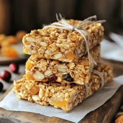 To make tasty and nutritious homemade granola bars, you need the right ingredients. Here’s what you will need: - 2 cups rolled oats - 1 cup mixed nuts (almonds, pecans, walnuts), coarsely chopped - 1/2 cup sunflower seeds - 1/2 cup honey or maple syrup - 1/4 cup almond butter or peanut butter - 1/2 teaspoon pure vanilla extract - 1/2 teaspoon ground cinnamon - 1/4 teaspoon sea salt - 1/2 cup dried fruits (such as cranberries, apricots, or raisins), chopped if large Each ingredient adds flavor and texture. Oats provide a hearty base. Nuts give crunch and healthy fats. Sunflower seeds add a nice bite. Honey or maple syrup brings sweetness. Almond butter or peanut butter adds richness. Vanilla and cinnamon enhance the taste. Sea salt balances all the flavors. Dried fruits add a chewy texture. Feel free to adjust these ingredients. You can swap nuts or fruits based on your taste. This recipe is flexible and fun! For the full recipe, check out the Crunchy Nutty Granola Bars section. - Preheat the oven to 350°F (175°C) - Line an 8x8 inch baking dish with parchment paper Start by preheating your oven. This helps the granola bars bake evenly. While the oven warms up, line your dish with parchment paper. This makes it easy to remove the bars later. - Combine rolled oats, chopped mixed nuts, and sunflower seeds Next, grab a large bowl. Add the rolled oats, chopped mixed nuts, and sunflower seeds. Stir these together well. This mix gives the bars a great texture and crunch. - Melt honey and almond butter over low heat - Stir in vanilla extract, ground cinnamon, and sea salt Now, take a small saucepan. Melt the honey and almond butter on low heat. Stir until it is smooth. Remove it from heat and add vanilla, cinnamon, and sea salt. Mix well. This sticky mixture binds everything together. - Pour the sticky mixture over the dry ingredients - Fold in dried fruits Pour your warm mixture over the dry ingredients in the bowl. Use a spatula to mix it all together. Make sure every piece gets coated. Then, gently fold in your dried fruits. This adds sweetness and flavor. - Press mixture into the prepared baking dish - Bake for 20-25 minutes until golden brown Transfer the mixture to your lined dish. Press it down firmly to create an even layer. Bake in your preheated oven for about 20 to 25 minutes. Keep an eye on it until the top turns golden brown. - Allow to cool completely before cutting into bars After baking, take the dish out of the oven. Let it cool completely. This is important! Once cool, lift the granola out using the parchment paper. Cut into bars or squares as you like. Enjoy your homemade granola bars! For the complete recipe, check out the Full Recipe. To get the best texture in your granola bars, you must press the mixture firmly into the dish. This step ensures your bars hold together well. Use a spatula or your hands to really pack it down. If you want chewier bars, bake them for about 20 minutes. For crunchier bars, let them bake for 25 minutes. Just keep an eye on the color; golden brown is the goal! You can make your granola bars even tastier by experimenting with flavors. Try adding spices like nutmeg or ginger for a warm kick. Swapping almond butter for peanut butter can change the taste, too. If you love chocolate, mix in some chocolate chips. Seeds like chia or flax can add a fun crunch and boost nutrition. There are endless ways to customize your bars! When serving, you can top your granola bars with yogurt or fresh fruit for extra flavor. They pair well with a glass of milk or a smoothie. Store them in an airtight container to keep them fresh. You can keep them on the counter or in the fridge. Wrapping each bar in parchment paper makes for easy grab-and-go snacks. Enjoy your tasty, healthy creation! {{image_4}} You can make your granola bars nut-free easily. Replace nuts with seeds like pumpkin or sesame. You can also use puffed rice for a light crunch. This change keeps the bars tasty and safe for those with nut allergies. Want to spice things up? Add coconut flakes for a tropical taste. You can also mix in chocolate chips for a sweet treat. Another fun idea is to use nut extracts. Almond or hazelnut extracts can give your bars a unique flavor that is truly delightful. If you're watching your sugar intake, you can still enjoy these bars. Substitute maple syrup with stevia or agave nectar. These alternatives can make your bars low in sugar while keeping them sweet and enjoyable. You won't miss the extra sugar at all. For the full recipe, check out the Crunchy Nutty Granola Bars. To keep your granola bars fresh, store them in an airtight container. This method prevents moisture from getting in and keeps the bars crunchy. You can store them at room temperature on your kitchen counter. However, if you live in a hot climate, consider placing them in the fridge. This will help maintain their texture and flavor. Homemade granola bars last about one week at room temperature. In the fridge, they can stay fresh for about two weeks. Watch for signs of spoilage. If you see any mold or if the bars smell off, it's best to toss them. You can prepare granola bars in bulk and freeze them. Wrap each bar in plastic wrap and place them in a freezer bag. They will keep well for up to three months. When you want to enjoy a bar, just take it out and let it thaw. This method keeps them tasting fresh, just like when you made them. For a quick snack, you can even eat them straight from the freezer! Yes, you can. If you want a different sweetener, try these options: - Maple syrup - Agave nectar - Brown rice syrup These alternatives work well in most recipes. They keep the bars sticky and sweet. Each has a unique flavor, so pick one you enjoy. To keep your bars together, follow these tips: - Press the mixture firmly into the dish. - Use enough sticky ingredients, like honey or nut butter. - Let the bars cool completely before cutting. These steps help bind the mixture. The more compact your mixture, the less likely it will crumble. Yes, they are! These granola bars offer several health benefits: - Rolled oats provide fiber, which aids digestion. - Nuts add healthy fats and protein. - Dried fruits bring vitamins and minerals. This recipe is nutrient-rich. It fuels your body and keeps you full longer. You can enjoy a tasty snack while keeping health in mind. For the detailed recipe, check out the [Full Recipe]. You've learned how to make delicious granola bars with simple, healthy ingredients. From mixing the oats and nuts to baking the bars just right, every step matters. Remember to experiment with flavors and storage to make them your own. These bars are great for snacks or breakfast. With a little care, you can enjoy them longer. Now, it’s time to get baking and enjoy your homemade treats!
