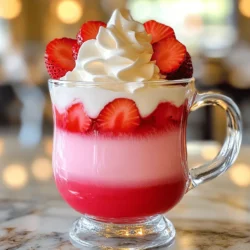 To make the Strawberry Vanilla Bean Latte, you need the following ingredients: - 1 cup fresh strawberries, hulled and sliced - 2 tablespoons vanilla bean paste (or 1 teaspoon of pure vanilla extract) - 2 cups milk (dairy or non-dairy) - 1-2 tablespoons honey or maple syrup - 1 shot of espresso or 1/2 cup of strong brewed coffee - Whipped cream (optional) - Additional fresh strawberry slices for garnish Each ingredient plays a key role. The strawberries add a fresh and fruity flavor. Vanilla bean paste brings out a rich aroma. Milk adds creaminess and balances the drink. Honey or maple syrup sweetens it just right. Espresso gives a strong coffee base that pairs well with the other flavors. Whipped cream adds a nice touch if you want to make it extra special. Finally, fresh strawberry slices make the drink look pretty and inviting. Using high-quality ingredients makes a big difference. Fresh strawberries will give you the best taste. Choose the milk you love best. You can even try different sugars based on your taste. For the full recipe, check out the Strawberry Vanilla Bean Latte section. - First, slice the fresh strawberries. - In a small saucepan, combine the sliced strawberries with honey or maple syrup. - Cook this mix over medium heat for 5-7 minutes. Stir often until the strawberries soften and release their juices. - Next, warm the milk in a separate saucepan over medium heat. - Make sure it gets hot but does not boil. - Add the vanilla bean paste or extract and whisk until it’s smooth and slightly frothy. - Brew your espresso or strong coffee in your favorite coffee maker. - Pour the brewed coffee into a large mug. - Strain the warm strawberry mixture into the coffee. You can keep some solids if you like texture. - Gradually pour in the vanilla-infused milk. Stir gently to mix everything well. - For a special touch, add whipped cream on top and garnish with fresh strawberry slices. You can find the full recipe [here]. Enjoy your drink! Serve your strawberry vanilla bean latte in clear glass mugs. This shows off the pretty layers of color. The vibrant red strawberries and the creamy milk look beautiful together. For a touch of class, add a sprig of fresh mint on top. This will make your drink look even more inviting. You can make your drink sweeter if you like. Adjust the honey or maple syrup to fit your taste. If you want to try something new, swap out the milk. You can use almond, oat, or coconut milk. Each choice adds its own flavor and richness. To get that café-style finish, use a milk frother. It makes the milk light and fluffy. You can also play with the temperature settings. Warmer milk gives a different foam than cooler milk. Experiment to find the froth that you love best. You can check out the Full Recipe for more details on making this delightful drink! {{image_4}} You can switch strawberries for other fruits. Raspberries or blueberries work great. Each fruit adds a unique flavor. You can also mix fruits for a berry latte. Try combining strawberries, raspberries, and blueberries. This mix gives a fun, colorful drink. If you want a dairy-free drink, use coconut or almond milk. Both options add a nice twist. You can also try different non-dairy creamers. These alternatives can make your latte just as creamy and rich. To make an iced version, simply brew your coffee and chill it. You can use cold milk instead of heating it. Pour the cold coffee over ice for a refreshing treat. For fun, make ice cubes from coffee or fruit juice. This adds extra flavor as they melt. To keep the strawberry base fresh, store it in an airtight container. Place it in the fridge right after it cools. This way, you keep the flavors intact. Consume it within three days for the best taste. After that, the strawberries may lose some of their flavor and freshness. If you have leftover milk, seal it tightly and store it in the fridge. Use it within five days for optimal taste. When reheating, heat the milk slowly over low heat. Stir it gently to prevent curdling. You can also use a microwave, but do it in short bursts and stir in between. If you have leftover latte, store it in the fridge in a covered container. Drink it within one day for the best flavor. To reheat, warm it gently on the stove or in the microwave. Stir well to mix the layers again. This will ensure it tastes just as good as when freshly made. For the full recipe, check out the Strawberry Vanilla Bean Latte section to enjoy a creamy delightful drink. Yes, you can easily make this latte vegan. For milk, try using almond, oat, or soy milk. These options give a rich flavor. For sweeteners, agave syrup or coconut sugar works well. Both options are plant-based and will still keep your drink sweet and tasty. To make this latte sugar-free, you can skip the honey or maple syrup. Instead, use stevia or monk fruit sweetener. These alternatives provide sweetness without added sugar. You can adjust the amount based on your taste. They blend well with the strawberry and vanilla flavors. For the best flavor, espresso is my top choice. It adds a strong, rich taste that pairs perfectly with strawberry. If you prefer brewed coffee, make it strong to balance the sweetness. I recommend using a dark roast for a deep flavor. Both options work, but espresso gives a more authentic café taste. This blog post has covered how to create a delicious strawberry latte. You need just a few key ingredients, including fresh strawberries, milk, and coffee. I shared step-by-step instructions to guide you in preparing this drink. You also learned helpful tips for presentation and variations you can try. Remember, this latte is fun to customize. Enjoy experimenting with flavors and ingredients! Making your own drinks at home can be simple and rewarding. Now, go ahead and make your perfect strawberry latte!