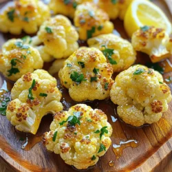 - 1 large head of cauliflower - 4 cloves of garlic - 3 tablespoons extra virgin olive oil - Zest and juice of 1 fresh lemon - 1 teaspoon smoked paprika - 1/2 teaspoon ground cumin - Sea salt and freshly cracked black pepper - Fresh parsley for garnish Garlic Lemon Roasted Cauliflower shines with simple yet powerful ingredients. The large head of cauliflower forms the base. You can cut it into bite-sized florets for even cooking. The garlic brings a punch of flavor, while the olive oil adds richness. Use extra virgin for the best taste. Next, the lemon zest and juice are essential. They brighten the dish and add a fresh taste. Smoked paprika gives a nice depth, while ground cumin adds warmth. Together, these flavors create a delightful mix. For seasoning, a sprinkle of sea salt and black pepper enhance every bite. Finally, fresh parsley adds a pop of color and freshness. This is more than just a side; it’s a dish full of flavor and joy. You can find the full recipe to guide you through the cooking process. First, set your oven to 425°F (220°C). This high heat helps the cauliflower roast nicely. Next, line a baking sheet with parchment paper. This makes cleanup easy and helps prevent sticking. In a mixing bowl, combine these ingredients: - 4 cloves of garlic, finely minced - 3 tablespoons extra virgin olive oil - Zest and juice of 1 fresh lemon - 1 teaspoon smoked paprika - 1/2 teaspoon ground cumin - Sea salt and freshly cracked black pepper, to taste Mix them well until everything is blended. This marinade brings out the best flavors in the cauliflower. Now, add the cauliflower florets to the bowl with the marinade. Toss them gently so every piece gets coated. Spread the florets evenly on the baking sheet. Make sure they are in a single layer. Roast the cauliflower for 25-30 minutes. Stir the florets halfway through to ensure they cook evenly. They are done when they are soft and golden brown. For the full recipe, check the details above. To make sure your garlic lemon roasted cauliflower shines, coat each floret well. This step is key for flavor. Mix the marinade well before adding the cauliflower. It helps the spices blend together. I suggest tasting the marinade. Adjust salt or lemon juice to your liking. A nice balance will enhance every bite. Roasting is where the magic happens. Always spread the cauliflower in a single layer on your baking sheet. This step ensures even cooking and browning. If the florets are too close, they will steam instead of roast. Use high heat, around 425°F, to get that lovely caramelization. This brings out the natural sweetness of the cauliflower. Don’t forget about how you serve it! After roasting, sprinkle fresh parsley on top. This adds a bright touch and a pop of color. A squeeze of fresh lemon juice right before serving brings out the flavors. You might enjoy pairing this dish with a creamy tahini sauce, creating a nice contrast with the roasted flavors. {{image_4}} You can easily add more veggies to this dish. Bell peppers and onions work great. Chop them into bite-sized pieces. Toss them in with the cauliflower. They will roast nicely and add color. You can also try zucchini or carrots for more variety. This adds texture and flavor to your meal. Don’t be afraid to experiment! Different herbs and spices can take your dish to the next level. Try adding thyme, rosemary, or oregano. Each herb brings its own unique taste. If you like a bit of heat, sprinkle in some red pepper flakes. Just a pinch can make a big difference. These small changes can really enhance the flavor profile. This dish is naturally vegan and gluten-free. You can enjoy it guilt-free. If you want to swap out the olive oil, use avocado oil or coconut oil instead. Both options work well and add their own flavor. If you have a taste for different seasonings, you can use lemon pepper or garlic powder. Adjusting these ingredients can make this dish fit your diet while keeping it tasty. To keep your garlic lemon roasted cauliflower fresh, follow these steps: - Refrigeration: Place the cooled cauliflower in an airtight container. This helps to lock in flavor and moisture. - Containers: Use glass or plastic containers that seal well. This prevents the cauliflower from drying out. Want to save some for later? Freezing is a great option. - Freezing Steps: First, let the cauliflower cool completely. Then, spread it out on a baking sheet and freeze for about an hour. Once frozen, transfer the florets to freezer bags. Label them with the date. - Reheating Methods: To enjoy later, bake the frozen cauliflower at 400°F (200°C) for about 20 minutes. This keeps the texture nice and crispy. For the best taste, store your roasted cauliflower properly. - Fridge Duration: It stays fresh in the fridge for about 3-5 days. - Signs of Spoilage: Watch for any off smells or discoloration. If it looks mushy or slimy, it's time to toss it. For the full recipe, check out the Garlic Lemon Roasted Cauliflower preparation details. To keep your roasted cauliflower crispy, follow these tips: - Use high heat: Roasting at 425°F (220°C) helps the cauliflower crisp up. - Don’t overcrowd the pan: Spread the florets in a single layer. This allows hot air to circulate. - Dry the florets: Make sure the cauliflower is dry before tossing it in oil. Moisture can lead to sogginess. - Stir halfway through: Toss the cauliflower about halfway through roasting. This ensures even browning and texture. Yes, you can use frozen cauliflower, but there are pros and cons. Pros: - Convenience: Frozen cauliflower is ready to use and saves prep time. - Longer shelf life: It can stay fresh longer than fresh cauliflower. Cons: - Texture change: Frozen cauliflower may become mushy when cooked. - Flavor: Fresh cauliflower has a better taste and texture. If you choose frozen, make sure to thaw and dry it well before roasting. Garlic lemon roasted cauliflower works well with many dishes. Here are some ideas: - Grilled chicken: The lemon flavor complements the savory taste of grilled chicken. - Quinoa salad: Pair it with a light quinoa salad for a healthy meal. - Pasta: Serve it alongside pasta tossed in olive oil and herbs. - Fish tacos: The brightness of the cauliflower adds a nice touch to fish tacos. These pairings enhance your meal and make it more satisfying. For the full recipe, check the earlier sections! This blog post showed you how to make Garlic Lemon Roasted Cauliflower step by step. We discussed key ingredients, cooking tips, and delicious variations. You can make this dish your own by trying different veggies or spices. Remember, using fresh ingredients will bring out the best flavors. Store leftovers properly to enjoy them later. This recipe is simple yet tasty, perfect for any meal. I hope you enjoy roasting this healthy veggie!