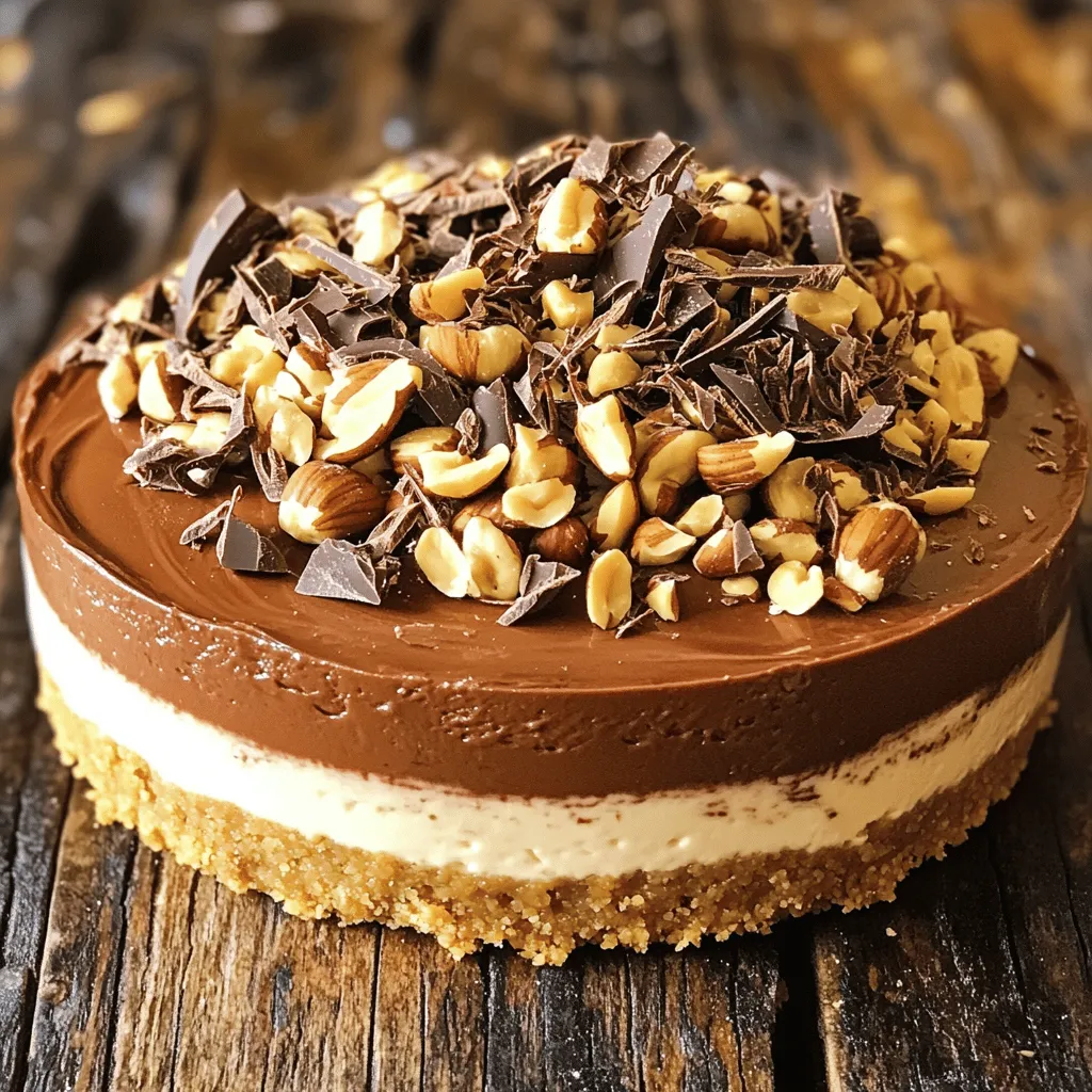 - 1 ½ cups graham cracker crumbs - 6 tablespoons unsalted butter, melted - 2 cups cream cheese, softened to room temperature - 1 cup Nutella, plus extra for drizzling - ½ cup powdered sugar - 1 teaspoon pure vanilla extract - 1 cup heavy whipping cream - Chocolate shavings for garnish - Chopped hazelnuts for garnish - Fresh mint for garnish - Extra Nutella for drizzling When I whip up a no-bake Nutella cheesecake, I keep it simple. Each ingredient adds magic to the dish. The graham cracker crumbs form a crunchy base. The melted butter binds them together. Cream cheese gives the cheesecake its creamy texture. Nutella? It’s the star of the show, bringing a rich chocolate hazelnut flavor that is hard to resist. To sweeten the cheesecake, I use powdered sugar. It blends well and adds a touch of sweetness. Pure vanilla extract enhances the flavor, making it even more delightful. Heavy whipping cream is crucial for that light and airy texture. It makes every bite feel like a cloud! For the finishing touch, I love adding chocolate shavings and chopped hazelnuts. They not only look great but also add extra texture. If you want to get creative, fresh mint leaves can add a fresh touch. A drizzle of extra Nutella makes it even more decadent. For the full recipe, check out the details. You won't want to miss out on this treat! 1. In a bowl, combine 1 ½ cups of graham cracker crumbs with 6 tablespoons of melted unsalted butter. 2. Stir the mixture until all crumbs get coated with butter. 3. Transfer this mixture into a 9-inch springform pan. 4. Use the back of a measuring cup to press the mixture firmly into the pan. 5. Ensure it's compact and flat for a stable crust. 1. In a clean bowl, beat 2 cups of softened cream cheese until smooth. 2. Add 1 cup of Nutella, ½ cup of powdered sugar, and 1 teaspoon of pure vanilla extract. 3. Mix these ingredients until the filling is smooth and luscious. 1. In another bowl, whip 1 cup of heavy whipping cream until soft peaks form. 2. Gently fold the whipped cream into the Nutella mixture. 3. Be careful here! You want to keep the lightness of the whipped cream. 4. Pour this filling into the prepared crust. 5. Use a spatula to smooth the top evenly. For the full recipe, be sure to check out the detailed instructions. To get that smooth and creamy texture in your cheesecake, start with room temperature cream cheese. Cold cream cheese can make your filling lumpy. Let it sit out for about 30 minutes before mixing. This small step makes a big difference in the final result. When folding in whipped cream, move slowly. Use a spatula to lift and turn the mixture gently. This keeps the air in the whipped cream, making your cheesecake light and fluffy. Remember, the goal is to mix well without losing that volume! When it’s time to slice your cheesecake, use a sharp knife. Dip the knife in hot water, then wipe it dry. This technique helps create clean slices. You can serve the cheesecake on individual plates for a nice touch. For a beautiful finish, drizzle some melted Nutella on each slice. Add chocolate shavings or chopped hazelnuts on top for extra flavor and crunch. A sprig of fresh mint can brighten the plate and add color. One big mistake is overmixing the filling. While you want everything blended, overmixing can lead to a dense texture. Mix just until smooth. Another common error is not chilling the cheesecake long enough. It needs at least four hours to set properly. For the best results, chill it overnight. This waiting makes the cheesecake firmer and much easier to slice. For the full recipe, check out the Nutella Dream No-Bake Cheesecake! {{image_4}} You can easily change the flavor of your no-bake Nutella cheesecake. Adding espresso can give it a rich mocha twist. Just mix in about 1-2 tablespoons of espresso powder with the Nutella. This small change can bring a bold flavor that coffee lovers will adore. If you want something even richer, try adding peanut butter. Mix in half a cup of creamy peanut butter with the Nutella. This makes the cheesecake taste even more indulgent and adds a nice nutty flavor. For those who need gluten-free desserts, this cheesecake can work too. Simply swap out regular graham crackers for gluten-free graham crackers. Many brands offer tasty options that will fit right into this recipe. Your guests won’t even notice the difference! If you want a dairy-free or vegan version, you have options. Use dairy-free cream cheese and coconut cream instead of heavy cream. Coconut cream gives a nice richness similar to heavy whipping cream. For the Nutella, look for a dairy-free chocolate spread. This way, everyone can enjoy a slice of cheesecake without worries. These variations make it easy to customize your cheesecake. The base recipe remains the same, but you can create new flavors and meet dietary needs. For the full recipe, check the earlier section. To store leftover cheesecake, cover it tightly with plastic wrap or use an airtight container. This keeps the cheesecake fresh and prevents it from absorbing other odors in the fridge. You can also place a piece of parchment paper on top before wrapping to add an extra layer of protection. In the refrigerator, your Nutella cheesecake will last for about 3 to 5 days. If you notice any changes in texture or smell, it’s best to discard it. This simple storage method helps maintain the cheesecake's creamy texture and rich flavor. To freeze your Nutella cheesecake, first, let it set in the fridge for at least 4 hours. Once set, remove it from the springform pan and wrap it tightly in plastic wrap. Then, place it in a freezer-safe bag or container. This prevents freezer burn and keeps the cheesecake fresh. When you want to serve it later, take the cheesecake out of the freezer. Place it in the fridge for about 6 to 8 hours to thaw gently. Avoid thawing at room temperature, as this can make it too soft. After thawing, enjoy your cheesecake just like the first day! For best taste, eat it within 1 to 2 months after freezing. Yes, you can switch Nutella with other chocolate spreads. Some good choices include: - Hershey's Chocolate Spread - Justin's Chocolate Hazelnut Butter - Biscoff Spread for a unique twist Each choice brings a new flavor. Just pick one you love! Chill the cheesecake for at least 4 hours. For the best taste and texture, leave it overnight. This helps it set and makes slicing easier. Absolutely! You can prepare this cheesecake a day or two ahead. Just store it in the fridge with plastic wrap. It keeps well and tastes great after resting. Yes, you can make some easy swaps: - Use light cream cheese instead of regular. - Swap powdered sugar for a sugar substitute. - Try Greek yogurt to replace some cream cheese. These changes help cut calories without losing flavor. Enjoy your guilt-free treat! For the full recipe, check out the guide above. This blog post walked you through making a delicious Nutella cheesecake. We covered key ingredients like graham cracker crumbs, cream cheese, and Nutella. I shared step-by-step instructions and helpful tips to avoid common mistakes. You can also try fun variations and learn the best ways to store your cheesecake. In conclusion, enjoy this sweet treat with friends and family. Customize it to your taste for a fun dessert. Happy baking!