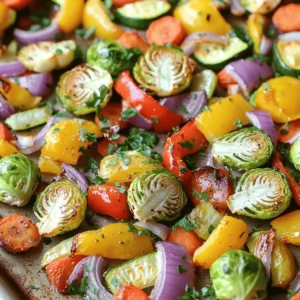 For this vibrant dish, you will need: - 2 cups Brussels sprouts, halved - 1 cup baby carrots, halved lengthwise - 1 red bell pepper, diced - 1 yellow bell pepper, diced - 1 medium zucchini, sliced into rounds - 1 red onion, cut into thick wedges These vegetables bring bright colors and textures to your meal. Each one adds unique flavors that blend well together. To enhance the taste, gather these: - 4 cloves garlic, minced - 3 tablespoons extra-virgin olive oil - 2 teaspoons Italian herb seasoning - Sea salt and freshly ground black pepper, to taste The olive oil helps the veggies roast nicely. The garlic and herbs add depth and aroma. For a finishing touch, consider: - Fresh parsley, chopped This simple garnish brightens the dish. It adds freshness and a pop of color, making your roasted vegetable medley even more appealing. Follow the Full Recipe to create this delicious and healthy dish! Start by washing all your vegetables. This step keeps them clean and fresh. Cut the Brussels sprouts in half. Slice the baby carrots lengthwise. Dice the red and yellow bell peppers into small pieces. For the zucchini, cut it into round slices. Finally, cut the red onion into thick wedges. In a large bowl, combine all the chopped veggies. Add the minced garlic on top. Then, drizzle the extra-virgin olive oil over the vegetables. Sprinkle the Italian herb seasoning, sea salt, and black pepper. Use your hands to gently toss everything. Make sure each piece gets coated with oil and seasoning. Preheat your oven to 425°F (220°C). This high heat makes the veggies crisp and caramelized. Spread the seasoned vegetables in a single layer on a baking sheet. Place the sheet in the oven. Roast for 25-30 minutes. Stir the vegetables halfway through. This helps them cook evenly. When they turn golden-brown and tender, they are ready. Remove the sheet from the oven. Let the veggies cool for a few minutes. Just before serving, add a sprinkle of fresh parsley for color and taste. For the full recipe, check out the earlier section. To make your roasted vegetable medley shine, choose fresh veggies. Cut them in even sizes. This helps them cook at the same speed. Use a high oven temperature of 425°F (220°C). This gives you that crispy and golden texture. Toss the veggies well with olive oil. This ensures every piece gets coated. Stir them halfway through roasting. This promotes even cooking and caramelization. One mistake is overcrowding the pan. Leave space between the vegetables. This allows hot air to circulate well. Another common error is not preheating the oven. A hot oven is key for good roasting. Don’t skip the seasoning either. Salt and pepper bring out natural flavors. Lastly, avoid using too much oil. Too much oil can lead to soggy vegetables. For a stunning presentation, serve the roasted medley on a large platter. Drizzle a little extra olive oil on top. Add some fresh parsley for a pop of color. You can pair this dish with grilled chicken or fish. It also goes well with quinoa or rice. Enjoy the vibrant flavors and colors of your roasted vegetable medley! For the full recipe, check out the details above. {{image_4}} You can mix and match veggies for your roasted medley. Try using root veggies like sweet potatoes or parsnips. Broccoli and cauliflower work well too. For a touch of sweetness, add butternut squash or beets. You can even toss in some green beans for color. Each veggie adds a unique taste and texture. Just remember to cut them into similar sizes. This helps them cook evenly. Want to boost the flavor? Add spices like paprika or cumin for warmth. A splash of balsamic vinegar can add depth and sweetness. For a spicy kick, sprinkle some red pepper flakes. If you love cheese, try mixing in Parmesan or feta before serving. Fresh herbs like thyme or rosemary can also brighten the dish. These simple changes keep the dish exciting every time you make it. Need to make changes for diet reasons? You can easily swap out any veggie. If you are avoiding oil, try vegetable broth instead. For a low-carb option, skip the carrots and use zucchini noodles. If you're vegan, all the ingredients are already plant-based. This dish fits many diets, making it a great choice for gatherings. Check out the Full Recipe for more tips and ideas! After you enjoy your roasted vegetable medley, store leftovers in an airtight container. This keeps them fresh. Place them in the fridge. They will last for about three to four days. You can also separate the veggies for better reheating. To reheat your roasted vegetables, use the oven for the best results. Preheat the oven to 350°F (175°C). Spread the vegetables on a baking sheet. Heat them for about 10 to 15 minutes. This helps them regain their crispness. You can also use a microwave, but they may not be as good. Heat them in short bursts, stirring in between. If you want to save some for later, freezing is a great option. First, let the vegetables cool completely. Then, pack them in freezer-safe bags. Remove as much air as possible. Label the bags with the date. You can freeze them for up to three months. When you are ready to eat, thaw them in the fridge overnight. Reheat them in the oven or microwave. For the full recipe, check the details above. Roast vegetables for 25 to 30 minutes. This time allows them to become tender and caramelized. Stir them halfway through to ensure even cooking. Each oven may differ, so check for doneness. The veggies should be golden brown and soft. Yes, you can use frozen vegetables, but fresh ones taste better. Frozen veggies may release more water during cooking. This can make them less crispy. If using frozen, roast for a few extra minutes. The best vegetables for roasting include: - Brussels sprouts - Carrots - Bell peppers - Zucchini - Red onions These veggies hold up well to heat and develop great flavors. You can mix and match for variety. Check out the Full Recipe for my favorite combinations! Roasting vegetables is simple and fun. We covered key ingredients, from main veggies to seasonings. I shared step-by-step instructions, plus tips for perfect results. Remember common mistakes to avoid for the best taste. You can try different combinations and flavors to keep it fresh. Storing leftovers is easy, and reheating is quick. Use this guide to make delicious roasted vegetables every time. Enjoy your cooking adventures and have fun with new flavors!