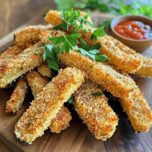 - 1 large eggplant - 1 cup panko breadcrumbs - 1/2 cup finely grated Parmesan cheese - 1 teaspoon garlic powder - 1 teaspoon onion powder - 1 teaspoon smoked paprika - 1/2 teaspoon salt - 1/4 teaspoon freshly ground black pepper - 2 large eggs - 1 tablespoon olive oil - Fresh parsley, chopped (for garnish) To make baked eggplant fries, you need a few key ingredients. The star of the show is the eggplant. I like to use a large one for this recipe. The panko breadcrumbs add a nice crunch. Mixing them with Parmesan cheese gives extra flavor. Garlic powder and onion powder enhance the taste. Smoked paprika adds a hint of smokiness. Salt and pepper bring all the flavors together. You will also need eggs and olive oil. The eggs help the breadcrumbs stick to the eggplant. Olive oil improves the texture and flavor. Finally, fresh parsley is for garnish. It adds color and freshness to the dish. Gather these ingredients before you start cooking. This will make the process easier and more fun. For the full recipe, please refer to the detailed steps provided. - Preheat your oven to 425°F (220°C). - Line a baking sheet with parchment paper. This helps fries not stick. - Rinse and dry the eggplant. Cut it into fry shapes, about 1/2 inch thick. - In a bowl, whisk together two eggs and one tablespoon of olive oil. - In another bowl, mix one cup of panko breadcrumbs, half a cup of Parmesan cheese, one teaspoon of garlic powder, one teaspoon of onion powder, one teaspoon of smoked paprika, half a teaspoon of salt, and a quarter teaspoon of black pepper. - Take each eggplant stick and dip it in the egg mixture. Let the extra drip off. - Roll the stick in the breadcrumb mix. Press down gently to coat well. - Place the coated eggplant fries on the baking sheet. Keep them in a single layer. - Bake the fries in the oven for 20-25 minutes. - Flip them halfway through to get a nice golden color. - Once done, let them cool for a few minutes. - Just before serving, sprinkle with fresh parsley for added flavor. For full details, check the Full Recipe. Enjoy your tasty snack! To get your eggplant fries super crispy, use panko breadcrumbs. They add a light, crunchy texture. Regular breadcrumbs can work, but panko is best for that extra crunch. Next, bake at 425°F (220°C). This high temp helps the fries crisp up quickly while keeping the inside soft. Spice things up! Try adding cayenne pepper for heat or Italian herbs for extra flavor. You can also use a mix of garlic powder and onion powder for a savory boost. For dipping sauces, marinara and garlic aioli are my favorites. They pair well with the eggplant fries and add a nice touch. Yes, you can prep these fries ahead of time! Cut the eggplant and coat it with the breadcrumbs. Then, store them in the fridge for a few hours or overnight. When ready to bake, just pop them in the oven. For reheating, place them back in a hot oven for about 10 minutes to regain that crispiness. Enjoy your snack! {{image_4}} For those who need gluten-free snacks, you can easily swap out regular breadcrumbs. Use gluten-free breadcrumbs instead of panko. They still provide that nice crunch. Look for brands that also add flavor, as this adds depth to your fries. You can change the taste of your eggplant fries by using different spices. Try adding cayenne pepper for heat, or Italian herbs for a classic twist. You can also mix in some dried oregano or basil for a fresh flavor. Adding cheese varieties can also enhance the taste. Use mozzarella for a gooey texture or cheddar for a sharp bite. Cheese options bring a fun twist to the fries. Baked eggplant fries pair well with many dips. Try marinara sauce for a classic Italian vibe. Garlic aioli adds a creamy and rich touch. You can also serve them with tzatziki for a refreshing bite. They work great as a side dish too! Serve them alongside grilled meats or as part of a veggie platter. They add color and crunch to any meal. For the full recipe, check out the method above! To keep your baked eggplant fries fresh, use airtight containers. Glass containers or BPA-free plastic containers work well. Place a paper towel inside to absorb excess moisture. This helps keep the fries crispy longer. You can freeze baked eggplant fries for later. First, let them cool completely. Then, place them in a single layer on a baking sheet. Freeze for about an hour. Once frozen, transfer them to a freezer bag. This prevents them from sticking together. To thaw, place the fries in the fridge overnight. For reheating, preheat your oven to 400°F (200°C). Bake for 10-15 minutes until they are hot and crispy again. Baked eggplant fries last in the fridge for about 3-4 days. If frozen, they will stay good for up to 3 months. Always check for any off smells or changes in texture before eating. Enjoy your tasty snack anytime! Yes, you can use regular breadcrumbs. However, panko gives a better crunch. Panko is lighter and flakier, which helps create that crispy texture. If you do use regular breadcrumbs, your fries may be less crispy but still tasty. To avoid soggy fries, you need to salt the eggplant first. Slice the eggplant and sprinkle salt over the pieces. Let them sit for about 30 minutes. This will draw out excess moisture. After that, rinse and dry the slices well before breading. Baked eggplant fries pair well with many dips. Here are some tasty options: - Marinara sauce - Garlic aioli - Ranch dressing - Tzatziki sauce - Spicy sriracha mayo Each dip brings a unique flavor that enhances the fries. Yes, you can bake frozen eggplant fries. Just keep in mind to adjust the cooking time. Bake them directly from the freezer. Check the fries after about 25 minutes to see if they are golden and crispy. This method is great for quick snacks. We explored the steps to make delicious baked eggplant fries. You learned about the key ingredients, preparation, and cooking process. We also shared tips to make them crispy, flavor suggestions, and storage info. Remember, you can customize these fries to fit your taste and needs. Whether you go gluten-free or try new spices, the options are endless. Enjoy your cooking adventure and share these tasty treats with friends!