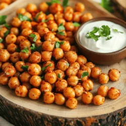 The spicy roasted chickpeas recipe is simple and fun. You can make it fast, and it’s packed with flavor. The chickpeas turn crispy and tasty, perfect for snacking. To make this snack, you need: - 1 can (15 oz) chickpeas, thoroughly rinsed and drained - 2 tablespoons extra virgin olive oil - 1 teaspoon smoked paprika - 1 teaspoon ground cumin - 1/2 teaspoon cayenne pepper - 1/2 teaspoon garlic powder - 1/2 teaspoon onion powder - Sea salt, to taste - Fresh parsley, finely chopped (for garnish) These ingredients create the perfect balance of spicy and savory. Feel free to mix it up! Here are some ideas to change flavors: - Add chili powder for more heat. - Use lemon zest for a citrus twist. - Try nutritional yeast for a cheesy taste. - Add herbs like rosemary or thyme for a fresh touch. Experimenting with flavors keeps your snacks exciting! To start, gather your chickpeas. I like to use one can of chickpeas, about 15 ounces. Rinse them under cold water to wash away the canning liquid. Drain them well. Next, spread the chickpeas on a clean kitchen towel. Pat them dry gently. This step is key for the crunch. Moisture will make them soft, not crispy. In a large mixing bowl, place the dry chickpeas. Drizzle in 2 tablespoons of extra virgin olive oil. This oil helps the spices stick. Next, add your spices: 1 teaspoon of smoked paprika for depth, 1 teaspoon of ground cumin for warmth, 1/2 teaspoon of cayenne for heat, 1/2 teaspoon of garlic powder for flavor, and 1/2 teaspoon of onion powder for sweetness. Sprinkle in sea salt to taste. Mix everything until each chickpea gets coated well. You want every bite to be full of flavor. Line a baking sheet with parchment paper for easy cleanup. Spread the seasoned chickpeas on the sheet in a single layer. This is important for even cooking. Place the baking sheet in a preheated oven set to 400°F (200°C). Roast the chickpeas for 25 to 30 minutes. Stir them halfway through to ensure they brown evenly. When they turn golden brown and crunchy, remove them from the oven. Let them cool slightly; they will crisp up even more. Taste and adjust seasoning if needed. Garnish with finely chopped parsley for a fresh touch. For the full recipe, check out the instructions above. To get your chickpeas super crunchy, start by drying them well. After rinsing, use a clean kitchen towel. Pat them dry gently to remove extra moisture. Moisture can make them soft instead of crunchy. Spread them out in a single layer on your baking sheet. This helps them roast evenly. Stir them halfway through cooking. This step ensures that every side gets that perfect golden crunch. Love heat? Add more cayenne pepper for a kick. Want it milder? Use less cayenne. You can even swap in sweet paprika if you prefer a lighter taste. Taste your spice mix before adding it to the chickpeas. This lets you adjust the flavors to match your mood. The goal is to find that perfect balance that suits your taste. Serve your spicy roasted chickpeas in a fun bowl or on a platter. Pair them with a creamy dip like yogurt or hummus. This makes for a perfect snack or appetizer. You can also toss them on a salad for extra crunch. These chickpeas add a great texture and flavor to many dishes. Enjoy your crunchy snack anytime! {{image_4}} You can change the flavor of your chickpeas easily. Try different spices based on your taste. For a zesty kick, use chili powder or lemon zest. If you love herbs, add dried oregano or thyme. For a sweet touch, mix in cinnamon or a bit of brown sugar. These options let you create a snack that suits your mood. While chickpeas are great, you can use other beans too. Try black beans or kidney beans for a new twist. Each type brings its own flavor and texture. Just remember to rinse and dry them well. Adjust the roasting time if needed, as different beans may cook faster or slower. Spicy roasted chickpeas are versatile and fun to serve. For game night, put them in a bowl for easy snacking. They also make a great topping for salads or soups. If you're hosting a party, serve them with dips like guacamole or salsa. This adds a crunch that everyone will love. You can find the full recipe to explore more ways to enjoy this delightful snack. To store leftover chickpeas, let them cool completely. Place them in an airtight container. You can keep them at room temperature for short periods. For longer storage, put them in the fridge. They will stay fresh for up to a week. If you notice any moisture, dry them again before storing. When reheating, I recommend using the oven. Preheat it to 350°F (175°C). Spread the chickpeas on a baking sheet. Heat them for about 10-15 minutes until warm and crispy. You can add a little olive oil for extra flavor. Avoid the microwave, as it can make them soggy. Roasted chickpeas have a shelf life of about one week in the fridge. If you want them to last longer, consider freezing them. Place cooled chickpeas in a freezer-safe bag. They can last for up to three months in the freezer. When ready to eat, you can roast them straight from frozen. They will be just as crunchy and flavorful. Remember, you can find the full recipe for spicy roasted chickpeas above. Roasted chickpeas can last up to one week when stored in an airtight container. Keep them in a cool, dry place to maintain their crunch. If they become stale, you can pop them back in the oven for a few minutes to revive that crispy texture. Yes, you can use an air fryer to make spicy roasted chickpeas. Preheat the air fryer to 400°F (200°C). Prepare your chickpeas as you would for the oven, then place them in the air fryer basket. Cook for about 15-20 minutes, shaking the basket halfway through for even cooking. This method gives you a quick and crunchy snack. Roasted chickpeas are a healthy snack option. They are high in protein and fiber, making them filling. They are also low in calories compared to many other snacks. When you use healthy oils and spices, you keep them nutritious. Enjoy them as a guilt-free snack that satisfies your crunch cravings. For more details, check the Full Recipe. In this blog post, I shared a detailed guide on making spicy roasted chickpeas. You learned about essential and optional ingredients to customize your flavor. The step-by-step instructions help you prepare, roast, and enjoy these crunchy snacks. Tips and variations offer ways to enhance your dish, while storage info ensures you can keep leftovers fresh. As you try these recipes, remember that adapting flavors and textures makes cooking fun. Explore your own taste and enjoy every bite!