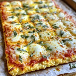 - 1 medium head of cauliflower - 1 cup shredded mozzarella cheese - 1/4 cup grated Parmesan cheese - 1 large egg - 1 teaspoon dried oregano - 1 teaspoon garlic powder - Salt and pepper, to taste - Olive oil, for drizzling The main ingredient for this pizza crust is cauliflower. It gives the crust a fresh taste and is low in carbs. You'll need mozzarella and Parmesan for the cheesy goodness. The egg helps bind everything together. For flavor, we add dried oregano and garlic powder. Salt and pepper balance the taste. Lastly, a drizzle of olive oil gives it a nice finish. This list of ingredients makes the perfect base for a delicious and healthy pizza. You can find the full recipe at Cauliflower Dream Pizza Crust. 1. Preheat the oven and prepare the baking sheet: Start by preheating your oven to 425°F (220°C). Line a baking sheet with parchment paper to stop sticking. 2. Rice the cauliflower using a food processor: Cut the cauliflower into florets. Place them in a food processor. Pulse until you get a rice-like texture. This should take around 10-15 seconds. 3. Steam the cauliflower for optimal tenderness: Put the riced cauliflower in a microwave-safe bowl. Cover it with a lid or plate. Microwave on high for 4-5 minutes until tender. Let it cool for a few minutes after cooking. 4. Squeeze out moisture for a crispy crust: Once cooled, take the cauliflower in a clean kitchen towel. Gather the edges and twist it. Squeeze out as much moisture as possible. This step is key for a crispy crust. 1. Combine ingredients in a mixing bowl: In a large mixing bowl, mix the drained cauliflower with shredded mozzarella, grated Parmesan, beaten egg, dried oregano, garlic powder, and a dash of salt and pepper. Stir until a dough forms. 2. Shape the cauliflower dough into a pizza crust: Transfer this dough to your baking sheet. With your hands, shape it into a round crust, about 1/4-inch thick. Make the edges slightly raised to hold toppings. 1. Bake the crust until golden brown: Place the crust in the oven. Bake for 15-20 minutes, or until it turns golden brown and feels firm. 2. Add toppings and bake again: Take the crust out of the oven. Load it with your favorite toppings and a sprinkle of cheese. Put it back in the oven for another 10 minutes, until the cheese is bubbly. 3. Slice, serve, and present the cauliflower pizza: Allow the pizza to cool for a few minutes. Slice it up and drizzle with olive oil for extra flavor. Enjoy your homemade cauliflower pizza crust! For the complete recipe, check out Cauliflower Dream Pizza Crust. To get the best texture for your crust, you need to rice the cauliflower well. Aim for a fine, grainy texture. This helps the crust hold together. After ricing, steaming is key. It makes the cauliflower soft and easy to work with. One crucial step is squeezing out the moisture. Take the steamed cauliflower and place it in a clean kitchen towel. Twist and squeeze until no water remains. This helps the crust bake up crispy. If you skip this step, your crust will be soggy. For a crispier crust, pre-bake it. Bake it for about 15-20 minutes until golden brown. This gives it a solid base. When you add your toppings, bake it again to melt the cheese. This two-step baking method works wonders. A common mistake is overloading on toppings. While it’s tempting, too many toppings weigh down the crust. Stick to a few favorites. Another mistake is not pre-baking the crust. If you skip this step, the crust won’t firm up properly. Always bake it before adding toppings. Using too much moisture-rich cheese can cause problems too. Cheeses like ricotta or cottage cheese add moisture. Stick to drier cheeses like mozzarella and Parmesan. This keeps your crust from becoming too wet. By following these tips, you'll make a delicious cauliflower pizza crust every time. For the full recipe, check out the detailed steps! {{image_4}} Want to add more flavor? You can infuse your crust with herbs. Try mixing in chopped basil or thyme. These herbs can give your pizza a fresh taste. You can also add spices for a kick. Red pepper flakes or Italian seasoning work great here. A simple change can make your pizza exciting! Love cheese but want something different? Use dairy-free cheese alternatives made from nuts or soy. These can melt well and taste amazing. If you want a stronger flavor, try using aged cheese. It brings depth to your crust and pairs well with many toppings. Get creative with your toppings! For a healthy twist, choose low-carb options like grilled chicken or spinach. You can also mix veggies like bell peppers and mushrooms for extra flavor. If you crave something classic, pepperoni or sausage are popular choices. With so many options, you can customize your pizza for any mood. Want to explore more? Check out the Full Recipe for the Cauliflower Dream Pizza Crust! To keep your cauliflower pizza fresh, store it in the fridge. Place leftover slices in an airtight container. Make sure to separate layers with parchment paper to avoid sticking. This method keeps the crust crisp and tasty for up to three days. If you want to save it for longer, freezing is a great option. Allow the pizza to cool completely before wrapping it in plastic wrap. Then, place it in a freezer-safe bag. You can freeze it for up to three months. Just remember to label the bag with the date. For reheating, the oven is the best choice. Preheat it to 375°F (190°C). Place the pizza on a baking sheet and heat for about 10-15 minutes. This keeps the crust crispy and the toppings warm. If you're in a hurry, the microwave works too. Just pop a slice on a plate and heat for about 30-60 seconds. However, this method may make the crust a bit soft. To help it stay crispy, place a paper towel under the slice while heating. Following these tips helps you enjoy your cauliflower pizza crust even after the first serving. Is cauliflower pizza crust gluten-free? Yes, cauliflower pizza crust is gluten-free. It contains no wheat or gluten grains. You can enjoy this crust if you have gluten sensitivities. Can I prepare the crust in advance? Yes, you can prepare the crust ahead of time. Make the crust, bake it, and let it cool. Then, store it in the fridge or freezer. When ready, just add your toppings and bake again. What are the nutritional benefits of using cauliflower as a pizza crust? Cauliflower is low in carbs and calories. It is also high in vitamins C and K. This makes it a healthy choice for those watching their diet. Why is my crust falling apart? If your crust falls apart, it may have too much moisture. Ensure you squeeze out as much water as possible after steaming the cauliflower. Also, check if you used enough cheese and egg to bind it. How do I make my crust crispy? To make your crust crispy, pre-bake it well. Bake it until it is golden brown. Avoid overloading it with toppings, as this can add moisture. Can I use frozen cauliflower instead of fresh? Yes, you can use frozen cauliflower. Just make sure to thaw and drain it well before using. Squeeze out the moisture like you would with fresh cauliflower. This will help keep the crust firm. Cauliflower pizza crust is a tasty and healthy choice. We covered the ingredients needed, from cauliflower to cheese. The step-by-step instructions help you create the perfect crust. You learned tips to avoid common mistakes and variations to suit your taste. Store any leftovers wisely to keep them fresh. Remember, preparation is key to a great cauliflower pizza. Enjoy experimenting with flavors and toppings. Making this recipe can change how you enjoy pizza!