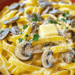 - 8 oz fettuccine or spaghetti - 2 cups sliced mushrooms (cremini or button) - 4 tablespoons unsalted butter - 4 cloves minced garlic - 1/4 teaspoon red pepper flakes - 1/2 cup vegetable broth - 1/2 cup heavy cream - 1/4 cup grated Parmesan cheese (optional) - Fresh parsley for garnish - Salt and black pepper to taste For this garlic butter mushroom pasta, the main ingredients are simple. You can use either fettuccine or spaghetti. Both work well. The key is to pick fresh mushrooms. Cremini or button mushrooms are great options. They add depth and flavor. Next, let's talk about flavor enhancers. The butter makes the dish rich and creamy. Garlic adds a savory kick. If you like spice, the red pepper flakes will do the trick. Adjust the amount based on your heat preference. Finally, we have the additional ingredients. Vegetable broth helps create a tasty sauce. Heavy cream gives it that creamy texture. If you want, sprinkle in Parmesan cheese for extra flavor. Fresh parsley is perfect as a garnish. It brightens the dish and adds color. You can find the full recipe online, which provides all the steps to create this dish. Remember, cooking is about having fun and enjoying the process! Start by bringing a large pot of salted water to a rolling boil. This step is key for flavor. Once boiling, add 8 oz of fettuccine or spaghetti. Cook the pasta until it reaches al dente, usually 8 to 10 minutes. When it's done, drain the pasta but save 1 cup of the cooking water for later. This water helps adjust the sauce’s texture. In a large skillet over medium heat, melt 4 tablespoons of unsalted butter. Wait until it bubbles and smells great. Next, add 2 cups of sliced mushrooms, like cremini or button. Cook them for about 5 to 7 minutes. Stir them often until they turn brown and tender. This brings out their rich flavor. Now it's time to amp up the taste. Introduce 4 cloves of minced garlic and 1/4 teaspoon of red pepper flakes to the skillet. Stir and sauté for 1 to 2 minutes. The garlic should smell amazing, but be careful—it can burn quickly. A burnt garlic taste is not what you want! This step adds depth and warmth to the dish. To make your pasta perfect, remember to reserve some cooking water. This water has starch, which helps thicken your sauce. It also adds flavor without extra calories. Choose high-quality mushrooms, like cremini or button. Fresh mushrooms make a big difference in taste. Simmer the sauce for a deeper taste. This helps the flavors mix well. To make the sauce just right, use the reserved pasta water. If it’s too thick, add a little at a time until you get the right texture. Garnish your dish with freshly chopped parsley. It adds color and freshness. For extra richness, serve with grated Parmesan cheese. This makes the dish look great and taste even better. Don't forget to enjoy your beautiful meal! For more details, check out the Full Recipe. {{image_4}} You can tweak this recipe to fit your needs. One easy change is to swap heavy cream for plant-based options. Use cashew cream or coconut milk for a vegan version. Both provide a creamy texture without dairy. If you need a gluten-free dish, use gluten-free pasta instead. Many brands make great options that taste good. Want to add more flavor? Toss in some fresh spinach or cherry tomatoes. They add color and nutrients. You can also include protein like chicken or shrimp. Cook the protein in the skillet before adding the mushrooms. This way, it absorbs all the great garlic butter flavor. Spice lovers can play with the heat. Increase or decrease the red pepper flakes based on your taste. For a milder dish, skip the flakes or use just a pinch. If you enjoy herbs, try adding basil or oregano. They bring a fresh taste that complements the garlic and mushrooms well. For the full recipe, check out the full recipe link. Let the pasta cool before storing. Place it in an airtight container. You can keep it in the fridge for up to 3 days. This way, you can enjoy your Garlic Butter Mushroom Pasta later! To reheat, use a skillet. Add a little water or broth for moisture. Heat on low to avoid burning. You can also use a microwave. Heat in intervals, stirring each time to stop it from drying out. Want to save some for later? Freeze the pasta after cooking. This option helps keep your dish fresh for longer. When ready to eat, thaw it in the fridge overnight. Reheat it properly before serving to enjoy the best flavor. If you don't like mushrooms, you have choices. Try using zucchini or eggplant. They can give a nice texture and flavor. You might also consider using spinach or sun-dried tomatoes for a different taste. For a heartier option, roasted cauliflower works well too. Yes, you can easily make this recipe vegan. Use olive oil instead of butter. For the cream, coconut cream or cashew cream works great. You can skip the cheese or use a vegan cheese alternative. This way, you keep the dish creamy and tasty. To check if your pasta is done, taste a piece. It should feel firm but not hard. Look for a slight bite, known as al dente. If it feels soft and mushy, it has cooked too long. Remember, you can always cook it a bit longer if needed. Garlic Butter Mushroom Pasta is great for meal prep. You can cook it ahead and store it in an airtight container. It keeps well in the fridge for about three days. To reheat, use a skillet with a splash of water or broth. This helps keep it creamy and fresh. For longer storage, you can freeze it. Just thaw before reheating. For the full recipe, check out the earlier sections. In this post, we explored a delightful Garlic Butter Mushroom Pasta. We covered the key ingredients like fettuccine, mushrooms, and flavorful add-ins such as garlic and butter. You learned how to cook the pasta and sauté the mushrooms for the best taste. We also shared tips for perfecting the sauce and keeping it fresh. Remember, you can customize this dish to suit your needs or preferences. Enjoy this simple yet tasty recipe, and don’t hesitate to make it your own!