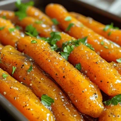 - 1 pound baby carrots (or 2-3 medium carrots, peeled and cut into 1-inch sticks) - 1/4 cup pure maple syrup - 2 tablespoons unsalted butter The main ingredients create a sweet and rich flavor. Baby carrots are tender and sweet. If you use medium carrots, cut them into sticks for even cooking. Pure maple syrup brings a deep sweetness. It makes every bite a delight. Unsalted butter adds creaminess and flavor depth. - 1 teaspoon ground cinnamon - 1/2 teaspoon sea salt - 1/4 teaspoon freshly ground black pepper Seasoning is key to enhancing the dish. Ground cinnamon gives warmth and a hint of spice. Sea salt balances the sweetness and brings out the flavors. Freshly ground black pepper adds a subtle kick. - 1 tablespoon freshly chopped parsley Garnishing with parsley adds a pop of color. It also brings a fresh taste that contrasts the sweet glaze. This small touch makes the dish visually appealing and vibrant. For the full recipe, check out the detailed instructions on how to prepare these delicious maple glazed carrots. To start, you want to boil the carrots for perfect tenderness. I recommend using baby carrots for ease. If you use medium carrots, peel and cut them into 1-inch sticks. Bring 1 cup of water to a rolling boil in a medium saucepan over medium-high heat. Once the water is boiling, add the carrots. Cook them for about 4-5 minutes. You want them tender but still a bit crunchy. After boiling, drain the carrots and set them aside. Next, let’s make the maple glaze. In the same saucepan, reduce the heat to medium. Add 2 tablespoons of unsalted butter and let it melt. Swirl the pan to keep the butter from burning. Once the butter is melted, pour in 1/4 cup of pure maple syrup. Sprinkle in 1 teaspoon of ground cinnamon, 1/2 teaspoon of sea salt, and 1/4 teaspoon of freshly ground black pepper. Stir the mixture well. The spices really enhance the flavor. Now we will glaze the carrots. Carefully add the drained carrots into the syrup mixture. Use a spatula to toss the carrots gently in the glaze. Let the carrots simmer in the syrup for about 5-7 minutes. Stir occasionally until the glaze thickens to your liking. This gives the carrots a beautiful, shiny coating. Once done, transfer the glazed carrots to a serving dish. Garnish with 1 tablespoon of freshly chopped parsley for color. Enjoy this simple yet flavorful side dish! For a complete guide, check the Full Recipe. To get the best glaze on your carrots, timing is key. Boil the carrots for just 4 to 5 minutes. This makes them tender but still slightly crunchy. When you drain them, let them sit for a moment. This keeps them from getting too wet. Gently toss them in the glaze. This helps them coat evenly without breaking apart. Want to make your glazed carrots even better? You can add spices like nutmeg or ginger. These spices give a warm kick that pairs well with the maple. You can also try flavored maple syrup. Maple with vanilla or even pecan adds a special twist. For serving, choose a shallow dish. This lets the carrots spread out nicely. Drizzle any leftover glaze on top for shine. Add a sprinkle of cinnamon for extra flair. You can also use fresh parsley for a pop of color. This makes your dish look even more inviting. {{image_4}} You can use honey instead of maple syrup. Honey adds a nice floral note. It can change the flavor slightly, but it’s just as tasty. Brown sugar is another option. It brings a caramel flavor that pairs well with carrots. You can mix brown sugar with a bit of water to make a sauce. This sauce can be drizzled over the cooked carrots for a sweet touch. Try mixing carrots with other root vegetables. Parsnips or sweet potatoes can add depth and variety. They cook similarly, so they blend well. You can also add herbs for a fresh twist. Thyme or dill can brighten the dish and add new flavors. Just sprinkle them in while cooking. Use seasonal produce to switch up your dish. In the fall, try adding butternut squash. In spring, green peas add a pop of color and sweetness. Adjust your recipe for different holidays, too. For Thanksgiving, add a pinch of nutmeg. For Easter, a sprinkle of lemon zest can add brightness. These small changes can make your dish feel fresh and festive. To keep your maple glazed carrots fresh, store them in the fridge. Use an airtight container. This helps keep moisture in and prevents odors from other foods. They will stay good for about three to five days. If you want to store them longer, you can freeze them. When freezing, place the cooled carrots in a freezer-safe bag. Remove as much air as possible before sealing. This will help prevent freezer burn. They can stay frozen for up to three months. To reheat, I suggest using the stove. This method keeps the carrots tender and prevents drying. Heat a small pan over low heat. Add a splash of water or a bit of butter to help steam them. Stir often to ensure even heating. You can also use a microwave, but be careful. Use a microwave-safe dish and cover it to trap steam. Heat in short bursts, checking often to avoid overcooking. Overcooked carrots can become mushy and lose their flavor. How long do maple glazed carrots last? In the fridge, they last three to five days. If you freeze them, they can keep for about three months. Signs of spoilage include off smells, changes in color, or a slimy texture. If you see any of these signs, it’s best to throw them away. Always trust your senses when it comes to food safety. Yes, you can prep Maple Glazed Carrots ahead of time. Cook the carrots and glaze them. Store them in an airtight container in the fridge. Reheat them gently before serving. This saves time for busy days. Maple Glazed Carrots pair well with many dishes. They go great with roasted chicken or pork. Try them with a hearty grain like quinoa or couscous. They also complement a fresh salad nicely. For a complete meal, add a starch like mashed potatoes or rice. Yes, Maple Glazed Carrots are healthy. Carrots are rich in vitamins A and C. They are good for your eyes and skin. Maple syrup adds a natural sweetness without refined sugar. The butter provides some fat, which helps absorb nutrients. Eat them in moderation as part of a balanced diet. Maple glazed carrots are a sweet and savory side dish made with simple ingredients. You learned about the main components like carrots, maple syrup, and butter, as well as seasonings that enhance flavor. The step-by-step guide shows how to prepare and glaze your carrots perfectly. I shared tips for storage and reheating too. Experiment with variations to find your favorite twist. Enjoy this tasty dish at any meal!