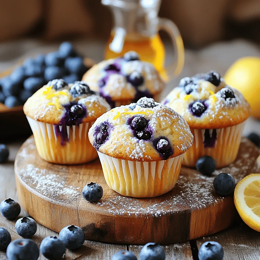 To make Lemon Ricotta Blueberry Muffins, you need a few key items. Here’s what you should gather: - 1 cup ricotta cheese - 1/2 cup unsalted butter, softened - 3/4 cup granulated sugar - 2 large eggs, at room temperature - Zest of 1 medium lemon - 2 tablespoons freshly squeezed lemon juice - 1 teaspoon pure vanilla extract - 1 1/2 cups all-purpose flour - 2 teaspoons baking powder - 1/2 teaspoon baking soda - 1/4 teaspoon salt - 1 cup fresh blueberries (or frozen if fresh are not available) - Optional: Powdered sugar for dusting Using fresh blueberries is best for flavor. They burst in your mouth and add a lovely color. If you can't get fresh ones, frozen blueberries work well, too. Just keep in mind that frozen berries may release some juice. This can make your muffins a bit more moist. I also suggest keeping powdered sugar on hand. A light dusting adds a sweet touch and looks great on the muffins. It’s perfect for serving at brunch or a special gathering. For the complete cooking steps, check out the Full Recipe. 1. Start by preheating your oven to 375°F (190°C). 2. Prepare a muffin tin by placing paper liners or greasing it with non-stick spray. This helps your muffins come out easily. 3. In a large bowl, cream together softened butter and granulated sugar. Use an electric mixer for about 3-4 minutes. The mix should look light and fluffy. 4. Next, add ricotta cheese, eggs, lemon zest, lemon juice, and vanilla extract to the bowl. Mix until everything is fully combined. Scrape down the bowl's sides to catch any bits. 5. In another bowl, whisk together flour, baking powder, baking soda, and salt. 6. Gradually fold the dry mixture into the wet ingredients. Stir gently just until combined. Overmixing can make the muffins dense. 1. Gently fold in the blueberries. This keeps them intact, making your muffins look great. 2. Use a spoon or ice cream scoop to fill each muffin cup about two-thirds full. 3. Place the muffin tin in the oven and bake for 18-22 minutes. 4. To check if your muffins are done, insert a toothpick into the center of a muffin. If it comes out clean or with a few moist crumbs, they are ready. 1. Once baked, remove the muffins from the oven. Cool them in the tin for about 5 minutes. 2. After that, transfer the muffins to a wire rack to cool completely. 3. For a lovely presentation, dust the cooled muffins with powdered sugar. Arrange them on a beautiful platter. You can even add fresh berries and a little jug of honey for a nice touch. For complete guidance on making these delightful treats, refer to the Full Recipe. To get the best texture in your Lemon Ricotta Blueberry Muffins, follow these tips: - Use room temperature ingredients. This helps the batter mix smoothly. Cold eggs and butter can cause clumping. - Don’t overmix the batter. Stir just until combined. Overmixing can lead to tough muffins. - Add blueberries gently. Fold them in carefully to keep their shape and flavor. If you have dietary restrictions, try these substitutions: - Gluten-free flour: Use a 1:1 gluten-free baking blend. This will work well. - Dairy-free option: Substitute ricotta with a dairy-free yogurt. Almond or coconut yogurt works best. To keep your muffins fresh, store them properly: - At room temperature: Place them in an airtight container. They stay fresh for up to 3 days. - In the fridge: For longer storage, keep them in the fridge for up to a week. If you want to freeze your muffins: - Wrap each muffin tightly. Use plastic wrap or foil to avoid freezer burn. - Use freezer bags. Place wrapped muffins in a freezer bag for extra protection. They last up to three months. For a quick snack later, just thaw them at room temperature or pop them in the microwave for a few seconds. Enjoy these delightful muffins anytime! For the complete guidance on making Lemon Ricotta Blueberry Muffins, check the Full Recipe. {{image_4}} You can easily change up the flavor of your Lemon Ricotta Blueberry Muffins. Here are some fun ideas: - Nuts: Add chopped walnuts or almonds for a crunchy texture. - Spices: A sprinkle of cinnamon or nutmeg can enhance the flavor. - Other Fruits: Swap blueberries for raspberries or chopped strawberries. Each will give a unique twist. These simple changes keep your muffins fresh and exciting. You can make these muffins fit different diets. Here are some options: - Vegan Version: Use plant-based ricotta and replace eggs with flaxseed meal or applesauce. - Dairy-Free: Substitute ricotta with a non-dairy yogurt or cashew cream. - Low-Sugar Alternatives: Try using honey or maple syrup instead of granulated sugar. You can also use a sugar substitute like stevia. These swaps let everyone enjoy the muffins without worry. For the complete guidance on making these delightful treats, check the Full Recipe. To keep your Lemon Ricotta Blueberry Muffins fresh, use an airtight container. This helps lock in moisture. You can also use freezer bags for longer storage. Just make sure to squeeze out the air. - Room Temperature: Store muffins at room temperature for up to 2 days. - Refrigerated: If you refrigerate them, they will last about a week. When it's time to enjoy your muffins again, reheating is key. The best way is to use an oven. Preheat your oven to 350°F (175°C). Place muffins on a baking sheet for about 5 to 10 minutes. This keeps them soft and warm. You can also use a microwave. Heat muffins for 15 to 20 seconds. This is great if you want a quick snack. Serve them warm for the best taste! For an extra treat, add a light dusting of powdered sugar on top. For the complete guidance on making these muffins, check out the Full Recipe. What makes these muffins light and fluffy? These muffins use ricotta cheese, which adds moisture. The key is to cream the butter and sugar well. This process incorporates air, making them light and fluffy. Can I use different fruits besides blueberries? Yes! You can swap blueberries for raspberries, blackberries, or chopped strawberries. Use what you love most. Just keep the same amount, so the texture stays right. How do I tell if the muffins are done without a toothpick? Look for a golden-brown top. Gently press the center; it should spring back. If it sinks, they need more time. The sides will also pull away from the pan slightly. Can this recipe be doubled or halved? Absolutely! Doubling works great for gatherings. Halving is perfect for a smaller batch. Just keep the same method for mixing and baking. Solutions for common baking problems such as dense muffins or burnt tops If muffins are dense, try not to overmix. Overmixing can make them tough. If the tops burn, lower the oven temperature. This helps them bake more evenly without burning. Tips for adjusting baking times based on oven variations Every oven heats differently. Check muffins a few minutes early if your oven runs hot. If they need more time, add in small increments. This ensures you get perfectly baked muffins every time. For the complete guidance on making these delicious treats, please refer to the Full Recipe. Lemon Ricotta Blueberry Muffins are delightful and easy to make. The key ingredients bring flavor and texture to these muffins. Here’s what you need: - 1 cup ricotta cheese - 1/2 cup unsalted butter, softened - 3/4 cup granulated sugar - 2 large eggs, at room temperature - Zest of 1 medium lemon - 2 tablespoons freshly squeezed lemon juice - 1 teaspoon pure vanilla extract - 1 1/2 cups all-purpose flour - 2 teaspoons baking powder - 1/2 teaspoon baking soda - 1/4 teaspoon salt - 1 cup fresh blueberries (or frozen) - Optional: Powdered sugar for dusting Each ingredient plays a part in making these muffins soft and moist. Ricotta cheese adds creaminess, while lemon zest and juice give a fresh zing. When choosing blueberries, fresh is best. However, frozen blueberries work well too and can be just as tasty. For complete guidance on making Lemon Ricotta Blueberry Muffins, check the Full Recipe. You now have all the tools to make amazing Lemon Ricotta Blueberry Muffins. We covered the key ingredients, such as fresh blueberries and optional powdered sugar. I shared step-by-step instructions, tips for perfect texture, and ways to store leftovers. You can even explore fun variations to make the recipe your own. For full guidance, check the complete recipe. Now, get baking and enjoy your delicious muffins!