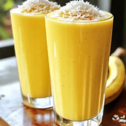 - 2 ripe bananas, sliced and frozen - 1 cup full-fat canned coconut milk - 1/2 cup Greek yogurt (or your preferred dairy-free yogurt alternative) - 1/4 teaspoon pure vanilla extract - A pinch of fine sea salt These main ingredients create a smooth and creamy base. The frozen bananas add natural sweetness and thickness. The coconut milk brings a tropical flavor, while the yogurt adds protein and creaminess. - 1 tablespoon honey or maple syrup (optional, adjust according to your sweetness preference) If you like your smoothie sweeter, honey or maple syrup can help. Start with one tablespoon. You can always add more if you want. - 1 tablespoon unsweetened shredded coconut (for garnish) A sprinkle of shredded coconut on top makes the smoothie look great. It also adds a nice texture. You can get creative and add other toppings like sliced bananas or nuts too! Start by gathering all your ingredients. You need: - 2 ripe bananas, sliced and frozen - 1 cup full-fat canned coconut milk - 1/2 cup Greek yogurt (or a dairy-free yogurt) - 1 tablespoon honey or maple syrup (optional) - 1/4 teaspoon pure vanilla extract - A pinch of fine sea salt - 1/2 cup ice cubes (optional) - 1 tablespoon unsweetened shredded coconut (for garnish) Make sure your bananas are ripe. They should be yellow with a few brown spots. This gives the smoothie natural sweetness. Begin by placing the frozen banana slices into your blender. Next, pour in the coconut milk and add the Greek yogurt. If you like a sweeter taste, now is the time to add honey or maple syrup. Add the vanilla extract and a pinch of sea salt to bring out the flavors. Blend all the ingredients on high speed. You want a smooth, creamy texture. If you want it thicker, add the ice cubes and blend again. After blending, taste your smoothie. If it’s not sweet enough, mix in more honey or maple syrup. You can also add more yogurt for creaminess. Once you are satisfied with the flavor and texture, pour the smoothie into tall glasses or bowls. Don’t forget to sprinkle shredded coconut on top for a nice touch. Enjoy your delicious, creamy coconut banana smoothie! When making a creamy coconut banana smoothie, choose ripe bananas. Look for bananas with a few brown spots. They have the best flavor and sweetness. If bananas are green, they won't taste as good. Ripe bananas blend easily and make the smoothie creamy. You can freeze them after slicing. This adds coldness and thickens the drink. Not all coconut milk is the same. I recommend using full-fat canned coconut milk. This gives a rich and creamy texture. Look for brands without added preservatives. Check the ingredient list. You want coconut and water only. Some brands are thicker than others. Experiment to find your favorite! To make your smoothie even creamier, use Greek yogurt. It adds protein and thickness. You can also add ice cubes for a chill. If you want a thicker texture, add more yogurt. Blend until smooth. Stop once it's velvety. The right balance makes your smoothie enjoyable and satisfying. {{image_4}} If you want a nut-free and dairy-free smoothie, you’re in luck! This recipe is already dairy-free if you use a dairy-free yogurt. You can choose coconut-based yogurt for extra creaminess. This smoothie is rich in flavor and texture without nuts. Just make sure to check labels for any cross-contamination if allergies are a concern. To make your smoothie a protein powerhouse, you can add a scoop of protein powder. Whey, pea, or hemp protein works well. If you prefer whole foods, toss in a tablespoon of chia seeds or flaxseeds. These seeds not only add protein but also provide omega-3 fatty acids. Blend them in with the other ingredients for a smooth finish. Want to mix things up? You can add a handful of fresh spinach for a green twist. It blends well and packs in nutrients without changing the taste much. If you love chocolate, try adding a tablespoon of cocoa powder. It will give your smoothie a rich flavor. You can also add a few berries for extra sweetness and color. Each of these options keeps the smoothie tasty while adding new flavors. You can store your creamy coconut banana smoothie in the fridge. Use an airtight container. It stays fresh for up to 24 hours. After that, it may lose some flavor and texture. Before drinking, give it a good shake. This helps mix any settled ingredients. If you have leftover smoothie, freezing is a great option. Pour the smoothie into ice cube trays or freezer-safe bags. This method helps with easy portioning later. You can freeze it for up to three months. To enjoy, just blend the frozen cubes with a splash of milk or water. When reheating the smoothie, do it gently. Use a low setting on your microwave, or heat it on the stove over low heat. This helps keep the texture smooth. If it feels too thick, add a bit of coconut milk or water to loosen it up. Always stir well before drinking. Yes, you can use fresh bananas. However, frozen bananas give the smoothie a creamy texture. Fresh bananas will make it less thick. If you choose fresh, add some ice cubes to chill the drink. You can use any dairy-free yogurt. Almond, coconut, or soy yogurt works well. These options keep the smoothie creamy without dairy. You can also skip yogurt for a lighter drink. To make this smoothie vegan, simply use a dairy-free yogurt. Replace honey with maple syrup for sweetness. All other ingredients are already plant-based, so you’re good to go! In this blog post, we explored the best ingredients to make a great smoothie. We covered how to prepare, blend, and adjust your drink’s taste and texture. You learned tips for picking ripe bananas and choosing the right coconut milk brands. We also shared fun variations to suit your taste and how to store your smoothie properly. Smoothies can be simple and delicious with these steps. Enjoy your next blend!