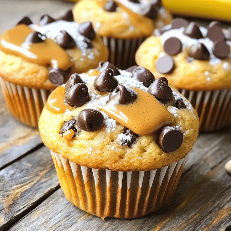 - 2 ripe bananas, thoroughly mashed - 1 cup oats, blended into a fine flour - 1/2 cup protein powder (choose between vanilla or chocolate flavors) - 1/4 cup honey or pure maple syrup - 1/4 cup thick Greek yogurt - 1/4 cup unsweetened almond milk - 1 teaspoon baking soda - 1 teaspoon baking powder - 1/2 teaspoon ground cinnamon - 1/4 teaspoon sea salt - 1/2 cup dark chocolate chips Ripe bananas add natural sweetness and potassium. Oats provide fiber and help keep you full. Protein powder boosts protein intake, supporting muscle health. Greek yogurt adds creaminess and probiotics, promoting gut health. Almond milk is low in calories and dairy-free. Dark chocolate chips offer antioxidants, making every bite even better. If you are allergic to dairy, you can use coconut yogurt instead of Greek yogurt. For a nut-free option, use oat milk instead of almond milk. You can swap honey for agave syrup if you prefer a vegan-friendly sweetener. If you have gluten issues, ensure your oats are certified gluten-free. 1. Preheat your oven to 350°F (175°C). This helps the muffins bake evenly. 2. Prepare your muffin tin. You can line it with paper liners or grease each cup. This stops the muffins from sticking. 3. In a big bowl, mash the ripe bananas with a fork. Aim for a smooth mix with some lumps. 4. Add honey or maple syrup to the mashed bananas. Then, mix in Greek yogurt and almond milk. Stir until smooth. 5. In another bowl, mix oat flour, protein powder, baking soda, baking powder, cinnamon, and salt. Whisk until well blended. 6. Slowly add the dry mix to the wet banana mix. Stir gently until just combined. Don't worry about lumps. 7. Fold in dark chocolate chips. Make sure they are spread throughout the batter. 8. Use a spoon or cookie scoop to fill each muffin cup two-thirds full. This allows space for rising. 9. Place the muffin tin in the oven. Bake for 18-20 minutes. 10. To check doneness, insert a toothpick into the center of a muffin. If it comes out clean, they are done. - Look for a golden-brown top. - The muffins should spring back when lightly pressed. - If the toothpick has batter on it, bake for a few more minutes. - Allow muffins to cool in the tin for about 5 minutes before moving them to a wire rack. To keep your muffins moist, use ripe bananas. They add natural sweetness and moisture. Also, don’t overbake them. Check for doneness a bit early. If they look golden and a toothpick comes out clean, remove them. Adding Greek yogurt also helps keep muffins soft and fluffy. When mixing, combine wet and dry ingredients gently. Stir until just mixed; lumps are okay. Over-mixing can make your muffins tough. After mixing, fold in chocolate chips with care. This keeps them from breaking apart while ensuring even distribution in the batter. Store your muffins in an airtight container at room temperature for up to three days. For longer storage, freeze them. Place muffins in a freezer bag, removing as much air as possible. To reheat, microwave for about 15-20 seconds. Enjoy them warm for the best taste! {{image_4}} You can boost the nutrition of your muffins by adding nuts or seeds. Try chopped walnuts, pecans, or almonds for extra crunch. Sunflower seeds or chia seeds also work well. They add protein and healthy fats. Just fold them into your batter with the chocolate chips. This gives your muffins more texture and flavor. Switching up the protein powder can change the taste of your muffins. If you want vanilla, use vanilla protein powder. Chocolate protein powder brings a richer flavor. You can even try other flavors like peanut butter or cookies and cream. Each type gives a unique twist. Just remember to keep the same amount as the recipe suggests. If you want a healthier muffin, consider different sweeteners. Instead of honey or maple syrup, you can use stevia or monk fruit sweetener. These options cut down on sugar. You can also use applesauce or mashed dates for natural sweetness. Always adjust the amount to fit your taste. These changes can make your muffins lighter but still tasty. To store leftover muffins, let them cool completely first. Place them in an airtight container. This helps keep them moist. You can also wrap them in plastic wrap. Store them at room temperature for up to three days. If you want them to last longer, consider freezing them. If you want to freeze your muffins, first cool them completely. Wrap each muffin in plastic wrap. Then, place them in a freezer bag or container. Make sure to squeeze out as much air as possible. This prevents freezer burn. These muffins can stay fresh for up to three months in the freezer. When you want to eat one, just thaw it overnight in the fridge. You can also heat it in the microwave for a quick snack. Protein chocolate chip banana muffins can last up to three days at room temperature. If kept in the fridge, they can last up to a week. Be sure to check for any signs of spoilage, like mold or an off smell. If you freeze them, they stay good for about three months. Proper storage helps maintain their taste and texture. Enjoy these tasty muffins any time! Yes, you can use ripe plantains. They add a slight sweetness and a unique flavor. Make sure the plantains are soft and sweet. Peel and mash them just like bananas. This swap will change the taste but still yield delicious muffins. To make these muffins vegan, replace the Greek yogurt with a dairy-free yogurt. You can use almond or coconut yogurt. Substitute honey with maple syrup for sweetness. Use plant-based protein powder to keep everything vegan. These changes ensure your muffins stay tasty and plant-based. Yes, you can replace protein powder. Use more oat flour as a substitute. You can also try ground nuts or seeds for protein. Just remember, this will change the texture. Ensure your batter stays moist if you make this swap. You learned about making protein chocolate chip banana muffins using simple ingredients. We covered their health benefits, steps for baking, and ways to keep them moist. You also found tips for variations and storing leftovers safely. In conclusion, trying out these muffins is a great way to enjoy a tasty treat. They fit into various diets and still taste great. Enjoy baking and sharing these muffins with friends!