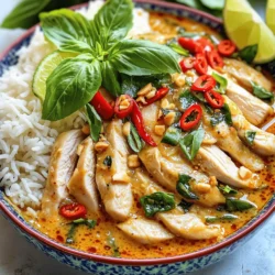 - 1 lb chicken breast, thinly sliced into 1/4-inch pieces - 2 tablespoons vegetable oil - 4 cloves garlic, minced - 2-3 Thai bird's eye chilies, finely sliced (adjust based on your desired heat level) - 1 red bell pepper, sliced into strips - 1 cup fresh Thai basil leaves, loosely packed - 2 tablespoons soy sauce - 1 tablespoon oyster sauce (optional, can substitute with more soy sauce) - 1 tablespoon fish sauce - 1 teaspoon sugar - 1 teaspoon ground white pepper - Cooked jasmine rice, for serving - Oyster sauce adds depth but is not a must. - Additional chilies can boost the heat for spice lovers. - Extra vegetables like carrots or broccoli can add color and crunch. - Serve with jasmine rice for a classic pairing. - A simple cucumber salad balances the heat and adds freshness. - Steamed broccoli or green beans also work well on the side. Start by slicing the chicken breast. Cut it into thin 1/4-inch pieces. This helps the chicken cook fast and evenly. Make sure each piece is uniform in size for the best results. Heat the vegetable oil in a large skillet or wok. Use medium-high heat until the oil shimmers. Add the minced garlic and sliced bird's eye chilies. Sauté them for about 30 seconds, stirring all the time. You want the garlic to be golden and fragrant, but not burnt. Next, raise the heat to high and add the sliced chicken. Stir-fry for 3-4 minutes. The chicken should turn fully cooked and slightly brown. Then, toss in the sliced red bell pepper. Continue to stir-fry for 1-2 minutes. You want the peppers to soften a bit but still be crunchy. Now, it's time to add the sauces. Drizzle in the soy sauce, fish sauce, and oyster sauce if you’re using it. Add sugar and ground white pepper, too. Stir everything well to coat the chicken and veggies. Let it cook for another 1-2 minutes to blend the flavors. Remove the skillet from heat. Gently fold in the fresh Thai basil leaves. Stir just enough to wilt them. You want to keep their vibrant color. Serve the spicy Thai basil chicken over a bed of jasmine rice. If you'd like, garnish with extra basil or chili slices for a spicy kick. To get the right heat, use Thai bird's eye chilies. Start with just one or two. Slice them thinly and add them to the pan. If you want more heat, add extra chilies. Always taste your dish as you cook. This helps you find the right balance. Keep in mind that the heat may grow as the dish sits. Use high heat for stir-frying. This method seals in flavors and keeps the chicken tender. Slice chicken into thin pieces for even cooking. Prepare all your ingredients before you start. This way, you can add them quickly. Cook the garlic and chilies first to release their aroma. Stir constantly to avoid burning. Serve your spicy Thai basil chicken over jasmine rice. This rice soaks up the sauce well. For a pop of color, add sliced red bell peppers on top. Fresh Thai basil leaves make great garnishes too. A lime wedge on the side adds a zesty touch. You can also serve it with a simple cucumber salad for crunch. {{image_4}} You can swap the chicken for tofu. Use firm tofu for the best texture. Cut it into small cubes. Sauté it just like the chicken. This gives you a tasty vegetarian dish. The flavors from the garlic and chilies still shine through. You can also add extra veggies like mushrooms or broccoli for more color and nutrients. Besides chicken, you can use shrimp or beef. If using shrimp, cook it for just 2-3 minutes. Beef should be thinly sliced against the grain. Cook it until it’s browned and tender. Each protein brings a unique taste, making the dish versatile. Want to kick up the flavor? Add a splash of lime juice right before serving. Fresh lime brightens the dish. You can also sprinkle some crushed peanuts on top for crunch. If you enjoy more heat, try adding more bird's eye chilies. Adjust these flavors to fit your taste buds! You can store leftover spicy Thai basil chicken in the fridge. Place it in an airtight container. It will stay fresh for about 3 to 4 days. Make sure to cool it down before sealing. This helps keep the chicken tasty and safe to eat later. If you want to keep it longer, freeze the chicken. Use freezer-safe bags or containers. Remove as much air as you can to prevent freezer burn. It will last up to 3 months in the freezer. When you're ready to eat, thaw it in the fridge overnight. To reheat, you can use the microwave or stovetop. If using the microwave, heat it in short bursts. Stir in between to ensure even heating. On the stovetop, use low heat and add a splash of water to keep it moist. Enjoy it warm with fresh jasmine rice again! If you need a fish sauce substitute, try soy sauce. Use a mix of soy sauce and a bit of lime juice for a similar taste. Another option is to use coconut aminos. This gives a slight sweetness without fish. You can also skip it entirely and just add extra soy sauce. Yes, you can make Spicy Thai Basil Chicken in advance. Cook it fully and let it cool. Store it in an airtight container in the fridge. It lasts up to three days. When ready to serve, just reheat it in a pan. Add a splash of water if it seems dry. To adjust the heat, modify the number of Thai bird's eye chilies. For less heat, use one or two chilies, or remove seeds. If you want more spice, add extra chilies or a dash of chili sauce. Remember, you can always add heat later, but you can't take it away! This article covered the main ingredients needed for Spicy Thai Basil Chicken and optional ones. I detailed step-by-step instructions on how to prepare, cook, and add final touches. You learned tips for spice levels, essential cooking techniques, and serving ideas. Consider alternative ingredients and storage tips for better meal prep. Dive into this dish, explore variations, and enjoy every bite. Cooking can be fun and tasty. Make this dish your own!