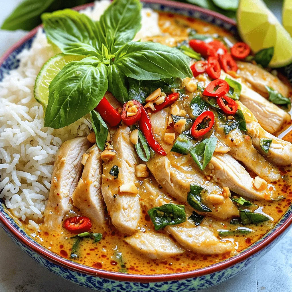 - 1 lb chicken breast, thinly sliced into 1/4-inch pieces - 2 tablespoons vegetable oil - 4 cloves garlic, minced - 2-3 Thai bird's eye chilies, finely sliced (adjust based on your desired heat level) - 1 red bell pepper, sliced into strips - 1 cup fresh Thai basil leaves, loosely packed - 2 tablespoons soy sauce - 1 tablespoon oyster sauce (optional, can substitute with more soy sauce) - 1 tablespoon fish sauce - 1 teaspoon sugar - 1 teaspoon ground white pepper - Cooked jasmine rice, for serving - Oyster sauce adds depth but is not a must. - Additional chilies can boost the heat for spice lovers. - Extra vegetables like carrots or broccoli can add color and crunch. - Serve with jasmine rice for a classic pairing. - A simple cucumber salad balances the heat and adds freshness. - Steamed broccoli or green beans also work well on the side. Start by slicing the chicken breast. Cut it into thin 1/4-inch pieces. This helps the chicken cook fast and evenly. Make sure each piece is uniform in size for the best results. Heat the vegetable oil in a large skillet or wok. Use medium-high heat until the oil shimmers. Add the minced garlic and sliced bird's eye chilies. Sauté them for about 30 seconds, stirring all the time. You want the garlic to be golden and fragrant, but not burnt. Next, raise the heat to high and add the sliced chicken. Stir-fry for 3-4 minutes. The chicken should turn fully cooked and slightly brown. Then, toss in the sliced red bell pepper. Continue to stir-fry for 1-2 minutes. You want the peppers to soften a bit but still be crunchy. Now, it's time to add the sauces. Drizzle in the soy sauce, fish sauce, and oyster sauce if you’re using it. Add sugar and ground white pepper, too. Stir everything well to coat the chicken and veggies. Let it cook for another 1-2 minutes to blend the flavors. Remove the skillet from heat. Gently fold in the fresh Thai basil leaves. Stir just enough to wilt them. You want to keep their vibrant color. Serve the spicy Thai basil chicken over a bed of jasmine rice. If you'd like, garnish with extra basil or chili slices for a spicy kick. To get the right heat, use Thai bird's eye chilies. Start with just one or two. Slice them thinly and add them to the pan. If you want more heat, add extra chilies. Always taste your dish as you cook. This helps you find the right balance. Keep in mind that the heat may grow as the dish sits. Use high heat for stir-frying. This method seals in flavors and keeps the chicken tender. Slice chicken into thin pieces for even cooking. Prepare all your ingredients before you start. This way, you can add them quickly. Cook the garlic and chilies first to release their aroma. Stir constantly to avoid burning. Serve your spicy Thai basil chicken over jasmine rice. This rice soaks up the sauce well. For a pop of color, add sliced red bell peppers on top. Fresh Thai basil leaves make great garnishes too. A lime wedge on the side adds a zesty touch. You can also serve it with a simple cucumber salad for crunch. {{image_4}} You can swap the chicken for tofu. Use firm tofu for the best texture. Cut it into small cubes. Sauté it just like the chicken. This gives you a tasty vegetarian dish. The flavors from the garlic and chilies still shine through. You can also add extra veggies like mushrooms or broccoli for more color and nutrients. Besides chicken, you can use shrimp or beef. If using shrimp, cook it for just 2-3 minutes. Beef should be thinly sliced against the grain. Cook it until it’s browned and tender. Each protein brings a unique taste, making the dish versatile. Want to kick up the flavor? Add a splash of lime juice right before serving. Fresh lime brightens the dish. You can also sprinkle some crushed peanuts on top for crunch. If you enjoy more heat, try adding more bird's eye chilies. Adjust these flavors to fit your taste buds! You can store leftover spicy Thai basil chicken in the fridge. Place it in an airtight container. It will stay fresh for about 3 to 4 days. Make sure to cool it down before sealing. This helps keep the chicken tasty and safe to eat later. If you want to keep it longer, freeze the chicken. Use freezer-safe bags or containers. Remove as much air as you can to prevent freezer burn. It will last up to 3 months in the freezer. When you're ready to eat, thaw it in the fridge overnight. To reheat, you can use the microwave or stovetop. If using the microwave, heat it in short bursts. Stir in between to ensure even heating. On the stovetop, use low heat and add a splash of water to keep it moist. Enjoy it warm with fresh jasmine rice again! If you need a fish sauce substitute, try soy sauce. Use a mix of soy sauce and a bit of lime juice for a similar taste. Another option is to use coconut aminos. This gives a slight sweetness without fish. You can also skip it entirely and just add extra soy sauce. Yes, you can make Spicy Thai Basil Chicken in advance. Cook it fully and let it cool. Store it in an airtight container in the fridge. It lasts up to three days. When ready to serve, just reheat it in a pan. Add a splash of water if it seems dry. To adjust the heat, modify the number of Thai bird's eye chilies. For less heat, use one or two chilies, or remove seeds. If you want more spice, add extra chilies or a dash of chili sauce. Remember, you can always add heat later, but you can't take it away! This article covered the main ingredients needed for Spicy Thai Basil Chicken and optional ones. I detailed step-by-step instructions on how to prepare, cook, and add final touches. You learned tips for spice levels, essential cooking techniques, and serving ideas. Consider alternative ingredients and storage tips for better meal prep. Dive into this dish, explore variations, and enjoy every bite. Cooking can be fun and tasty. Make this dish your own!