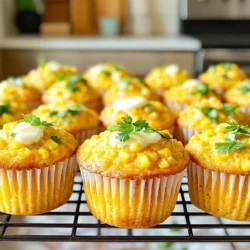 - 1 cup cornmeal - 1 cup all-purpose flour - 2 tablespoons granulated sugar - 1 tablespoon baking powder - 1/2 teaspoon salt - 1 cup buttermilk (room temperature) - 2 large eggs (lightly beaten) - 1/4 cup unsalted butter (melted and slightly cooled) - 1 cup sharp cheddar cheese (shredded) - 2 fresh jalapeños (finely chopped, seeds removed for milder flavor) - 1/2 cup corn kernels (fresh, frozen, or from a can, drained) When making jalapeño cheddar cornbread muffins, choose quality ingredients. Cornmeal gives a sweet and nutty flavor. All-purpose flour adds structure to the muffins. A bit of granulated sugar balances the taste and enhances browning. Baking powder is key for rise, while salt boosts all the flavors. Buttermilk adds moisture and tang. It also makes the muffins fluffy. The eggs bind the ingredients and provide richness. Unsalted butter adds flavor and moisture, but let it cool slightly before adding. Sharp cheddar cheese brings a bold taste that complements the spicy jalapeños. For heat, use fresh jalapeños. Remove the seeds for a milder kick. Finally, corn kernels add sweetness and texture. You can use fresh, frozen, or canned corn. Each ingredient plays an important role in making these muffins both tasty and satisfying. - Preheat oven to 400°F (200°C). - Prepare muffin tin with liners or non-stick spray. Start by setting your oven to 400°F. This is important for even baking. While the oven heats up, take your muffin tin and line it with paper liners. If you don’t have liners, grease the tin with non-stick spray. This step helps the muffins release easily after baking. - Combine dry ingredients using a whisk. - Whisk together wet ingredients until smooth. In a large bowl, mix the cornmeal, flour, sugar, baking powder, and salt. Use a whisk to blend them well. This helps avoid lumps. In another bowl, whisk the buttermilk, eggs, and melted butter. Make sure this mixture is smooth and well blended. This is your wet mixture. - Mix wet and dry ingredients carefully. - Fold in cheese, jalapeños, and corn. - Fill muffin cups two-thirds full. Now, pour the wet mixture into the dry ingredients. Stir gently with a spatula. Be careful not to overmix; some lumps are okay. Next, fold in the cheddar cheese, jalapeños, and corn until evenly mixed. Then, fill each muffin cup about two-thirds full. This allows space for the muffins to rise while baking. - Bake for 15-18 minutes until golden. - Cool muffins on a wire rack. Place the muffin tin in the preheated oven. Bake for 15 to 18 minutes. The muffins are done when they turn golden brown. You can check if they are ready by inserting a toothpick in the center. If it comes out clean, they are done. Once baked, let the muffins cool for a few minutes in the tin. After that, transfer them to a wire rack to cool completely. Enjoy the sweet and spicy aroma filling your kitchen! - Avoid overmixing batter. This keeps the muffins light and fluffy. - Check doneness with a toothpick. Insert it into the center; it should come out clean. - Serve warm with butter. This adds richness and flavor. - Pair with chili or soup. The muffins complement these dishes perfectly. - Store in an airtight container. This keeps them fresh for days. - Reheat in the oven or microwave for the best flavor. Enjoy the warmth! {{image_4}} You can switch up the cheese for your muffins. Use pepper jack for extra heat. It adds a spicy kick that many enjoy. If you prefer a milder taste, try different cheese blends. A mix of mozzarella and cheddar can offer a creamy texture. Adjust the spice to fit your taste. If you want milder muffins, reduce the jalapeño amount. You can also remove the seeds for less heat. For a fun twist, add chopped green chiles. They bring a different flavor and some heat. If you need gluten-free muffins, you can make easy swaps. Substitute all-purpose flour with a gluten-free blend. Make sure your cornmeal is certified gluten-free to avoid any issues. These simple changes keep the flavor while making it safe for all. Each Jalapeño Cheddar Cornbread Muffin has about 180 calories. The muffins contain 7 grams of fat and 25 grams of carbs. These muffins offer a tasty way to include healthy ingredients. Cornmeal is high in fiber and helps with digestion. Cheddar cheese adds protein and calcium for strong bones. Jalapeños can boost your metabolism and add a kick of flavor. Buttermilk adds moisture and a tangy taste, making these muffins extra special. These muffins are suitable for vegetarian diets since they contain no meat. If you want to cut calories, you can use low-fat buttermilk. You can also replace the butter with applesauce for a lighter option. Another choice is to use a gluten-free flour blend to make them gluten-free. Enjoy these muffins with confidence knowing they fit many diets. Yes, you can make these muffins ahead of time. Prepare the batter and store it in the fridge for up to 24 hours. This way, you can bake fresh muffins whenever you want. Just remember to let the batter sit at room temperature for about 30 minutes before baking. This helps with even rising. You can tell the muffins are done when they turn golden brown on top. A toothpick inserted into the center should come out clean. If you see any batter on the toothpick, bake them for a few more minutes. Keep an eye on them, as ovens may vary. Absolutely! These muffins freeze well. Let them cool completely, then wrap each muffin in plastic wrap. Place them in a freezer bag or container. They can last for up to three months in the freezer. Thaw them in the fridge overnight before enjoying. These muffins are great with many dishes. They pair well with chili or soup, adding a spicy twist. You can also serve them with a dollop of sour cream or a drizzle of honey. For breakfast, try them with butter or jam. Cornbread muffins can be a healthy choice. They use cornmeal, which adds fiber. You can also control the amount of sugar and fat. For a healthier option, consider using whole grain flour or reducing the cheese. Enjoy them as part of a balanced meal! These Jalapeño Cheddar Cornbread Muffins are easy and fun to make. We covered essential ingredients, step-by-step instructions, and baking tips. Remember, the key is to mix wet and dry ingredients gently. You can customize the spice level and even make them gluten-free. Serve them warm with butter or alongside chili. Store any leftovers in an airtight container to maintain freshness. With these tips, you'll enjoy great-tasting muffins that suit various diets. Enjoy your baking adventure!
