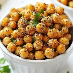 - 1 can (15 oz) chickpeas, drained and rinsed Chickpeas are the star of this dish. They hold flavor well and become crunchy in the air fryer. Always rinse them to remove any canning liquid. This step ensures they crisp up nicely. - 1 tablespoon olive oil - 2 tablespoons everything bagel seasoning - 1 teaspoon garlic powder - 1 teaspoon onion powder - Salt, to taste The magic happens with the seasonings. Olive oil helps the spices stick and adds richness. Everything bagel seasoning gives a savory kick. The garlic and onion powders add depth. Don’t forget the salt! It enhances all the flavors. - Fresh parsley or chives, finely chopped, for garnish Garnishes can elevate your dish. Fresh herbs add color and freshness. They also brighten the flavor of the chickpeas. You can skip this step, but it makes a fun difference. Start by preheating your air fryer to 400°F (200°C). This takes about 5 minutes. Preheating is key for crispy chickpeas. A hot air fryer cooks them evenly and helps them brown nicely. Next, grab a can of chickpeas. Drain and rinse them under cold water. This removes any canning liquid. After rinsing, spread them on a paper towel. Pat them dry gently. Dry chickpeas get crunchier when cooked. In a large bowl, add the dried chickpeas. Then, pour in 1 tablespoon of olive oil. Sprinkle 2 tablespoons of everything bagel seasoning, 1 teaspoon of garlic powder, 1 teaspoon of onion powder, and salt to taste. Mix well using a spatula or your hands. Make sure each chickpea is coated in the tasty mix. Carefully place the seasoned chickpeas in the air fryer basket. Spread them out in a single layer. This helps them cook evenly. Air fry for 12-15 minutes. Shake the basket halfway through to ensure they crisp up all over. Keep an eye on them to reach a golden brown color. Once done, take the chickpeas out of the air fryer. Let them cool for a few minutes to enhance their crunch. For a pop of color, you can garnish them with chopped parsley or chives. This adds a fresh touch to your crispy delight. Enjoy your tasty snack! To get the best crunch from your chickpeas, start with dry ones. After rinsing, spread them on a paper towel. Pat them dry to remove extra moisture. This key step makes a big difference. Preheat your air fryer to 400°F (200°C) for 5 minutes. This heat is perfect for crisping. When you air fry, arrange the chickpeas in a single layer. This helps them cook evenly. Shake the basket halfway through cooking to ensure all sides get crispy. If you see them turning golden, you’re on the right path! Feel free to play with flavors! You can swap everything bagel seasoning for taco seasoning for a spicy twist. Adding smoked paprika gives a nice, smoky taste. If you want something sweet, try cinnamon and sugar. You can also mix in some cayenne pepper for heat. Experiment with herbs like rosemary or thyme to find your favorite flavor. The best part is that you can go wild and create a blend that suits your taste! These chickpeas are great on their own, but you can make them even better. Serve them warm in a bowl. Pair them with a dip like hummus or yogurt sauce for a tasty snack. You can also sprinkle fresh parsley or chives on top for a pop of color. They make a perfect topping for salads or grain bowls. Feel free to get creative! {{image_4}} To make spicy everything bagel chickpeas, add heat to your mix. Start with the base recipe. Then, toss in some cayenne pepper or crushed red pepper flakes. Use about half a teaspoon or more if you love spice. This adds a nice kick. You can also add a splash of hot sauce for extra flavor. The heat works well with the savory bagel seasoning. Enjoy the crispiness with a spicy twist! For a fresh herb twist, focus on the herbs. Replace the everything bagel seasoning with a mix of dried herbs. Try oregano, thyme, or dill. You can use about one tablespoon of your chosen herbs. This gives a bright flavor that pairs well with the chickpeas. Feel free to add lemon zest for citrus notes. The herbed chickpeas are perfect as a snack or salad topper. For a sweet treat, switch things up with sweetness. Use the base recipe but swap the everything bagel seasoning for cinnamon sugar. Mix two tablespoons of sugar with one teaspoon of cinnamon. Toss the chickpeas in this mix after air frying. You can even drizzle a bit of honey or maple syrup for extra sweetness. This variation is great for a fun dessert snack. It’s a unique way to enjoy chickpeas! To store leftover chickpeas, let them cool completely. Place them in an airtight container. You can keep them in the fridge for up to four days. Make sure they are not too hot when you store them. Hot chickpeas can create steam and make them soft. When you want to reheat your chickpeas, use the air fryer again for best results. Preheat your air fryer to 350°F (175°C). Spread the chickpeas in a single layer in the basket. Heat them for about 5-7 minutes. This will help them regain their crunch. You can also use the oven. Spread the chickpeas on a baking sheet and bake at 350°F for a similar time. You can freeze these chickpeas if you have extras. First, let them cool down. Then, place them in a freezer-safe bag or container. Seal tightly to prevent freezer burn. They can last in the freezer for up to three months. When you're ready to eat them, thaw in the fridge overnight before reheating. Yes, you can use dried chickpeas. First, soak them overnight in water. Then, cook them until tender. This step takes longer but adds a great texture. Everything bagel seasoning is a mix of seeds and spices. It usually includes sesame seeds, poppy seeds, garlic, onion, and salt. This blend gives your chickpeas a unique flavor. These chickpeas can last up to five days in an airtight container at room temperature. If you want them fresh, eat them soon after cooking. Yes, you can bake these in the oven. Spread the seasoned chickpeas on a baking sheet. Bake at 400°F (200°C) for about 20-25 minutes. Shake the pan halfway through cooking for even crispiness. This blog post covered how to make delicious air-fried chickpeas. We discussed essential ingredients, like chickpeas and exciting seasonings. You learned step-by-step instructions to prep and fry your snacks. We explored tips to boost crispiness and detailed different flavor variations. Finally, I shared storage info and answered common questions. Enjoy making these tasty snacks that can please anyone's palate. Whether spicy or herbed, you have the tools you need to create great chickpeas at home. Dive in and have fun experimenting!