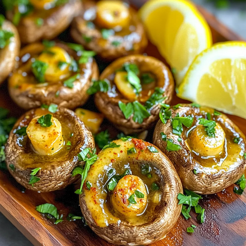To make Air Fryer Garlic Butter Mushrooms, you will need: - 500g mushrooms (button or cremini), cleaned and halved - 4 tablespoons unsalted butter, melted - 4 cloves garlic, minced - 1 tablespoon fresh parsley, finely chopped - 1 teaspoon dried thyme - ½ teaspoon smoked paprika - Salt and fresh ground black pepper to taste These ingredients create a rich and tasty flavor. The mushrooms soak up the garlic butter, making each bite delicious. You can elevate your dish with these optional ingredients: - A squeeze of lemon juice - Red pepper flakes for heat - Fresh herbs like basil or thyme Adding a squeeze of lemon juice brightens the dish. Red pepper flakes give it a spicy kick. Fresh herbs add a nice touch too. Here are the tools you need for this recipe: - A mixing bowl - An air fryer - A spatula or spoon for mixing - A serving dish Having these tools ready makes cooking easy and fun. The air fryer ensures your mushrooms cook evenly and quickly. First, get a mixing bowl. Pour in 4 tablespoons of melted butter. Add 4 cloves of minced garlic. Next, toss in 1 tablespoon of finely chopped parsley. Then, add 1 teaspoon of dried thyme. Now, sprinkle in ½ teaspoon of smoked paprika. Finally, add salt and pepper to taste. Stir everything well. This will create a flavorful garlic butter marinade. Take 500 grams of cleaned and halved mushrooms. Add them to the bowl with the garlic butter. Gently toss the mushrooms in the marinade. Make sure each piece is coated well. Let them sit for a few minutes. This allows the mushrooms to soak up all the tasty flavors. Preheat your air fryer to 180°C (350°F) for about 5 minutes. This step is key for even cooking. Place the marinated mushrooms in the air fryer basket. Make sure they are in a single layer. Avoid overcrowding the basket for best results. If needed, cook in batches. Air fry the mushrooms for 10 to 12 minutes. Shake the basket halfway through. This helps them cook evenly. When done, the mushrooms should be golden and tender. Carefully take them out and drizzle any leftover garlic butter on top. Garnish with more parsley and serve with lemon wedges if you like. Enjoy your dish! To get the best flavor from your mushrooms, use fresh ingredients. Start with unsalted butter and real garlic. Mix these well with parsley, thyme, and smoked paprika. Let the mushrooms soak for a few minutes in the marinade. This helps them absorb all those tasty flavors. A longer soak makes each bite more delicious. When you cook mushrooms in an air fryer, less is more. Always place mushrooms in a single layer. If you pile them up, they won’t cook evenly. Instead, work in batches if needed. This way, every mushroom gets the right amount of heat. You will achieve a better texture and taste. To get that lovely golden color, preheat your air fryer first. Set it to 180°C (350°F) for about five minutes. When cooking, shake the basket halfway through. This helps the mushrooms brown evenly. Keep an eye on them, as cooking times can vary. Aim for 10-12 minutes for the best results. {{image_4}} You can use many types of mushrooms for this dish. Button and cremini mushrooms are great choices. They have a mild flavor and cook well in the air fryer. Other tasty options include shiitake, portobello, and oyster mushrooms. Each kind adds its unique taste. Shiitake mushrooms bring a rich, earthy flavor. Portobello mushrooms are meaty and filling. Oyster mushrooms have a soft texture and are sweet. Feel free to mix different types for more depth and fun! Spices can take your mushrooms to the next level. Adding a pinch of red pepper flakes gives a nice kick. You can also try Italian herbs like oregano or basil for a fresh taste. If you like smokiness, use smoked paprika. A dash of cumin can add warmth. Experimenting with spices is a fun way to make this dish your own. Just remember to start small and taste as you go. This way, you can find the perfect balance. Serving your garlic butter mushrooms can be fun and creative. You can place them on a bed of rice or pasta for a hearty meal. They also pair well with grilled chicken or steak. For a light option, serve them over a fresh salad. Adding a sprinkle of grated Parmesan cheese makes it extra special. You could also top with crispy fried onions for a crunch. Don’t forget the lemon wedges! They add a bright zing that enhances the dish's flavors. To keep your garlic butter mushrooms fresh, let them cool first. Place them in a clean, airtight container. Store them in the fridge for up to three days. This method helps maintain their taste and texture. To reheat the mushrooms, use your air fryer. Set it to 160°C (320°F). Heat for about 5 minutes. This will warm them up without making them soggy. You can also use a microwave, but they may lose some crispness. If you want to freeze the mushrooms, first cool them completely. Place them in a freezer-safe bag. Remove as much air as possible before sealing. They can last up to two months in the freezer. When ready to eat, thaw them in the fridge overnight and reheat. Yes, you can use other fats. Olive oil works well and adds a nice flavor. Coconut oil is another option. It gives a slight sweetness. Just keep the same amount as the butter. You may also consider using vegan butter for a dairy-free option. Cook the mushrooms for 10 to 12 minutes. This timing works best at 180°C (350°F). Shake the basket halfway through for even cooking. The mushrooms will turn golden and tender. If you have larger mushrooms, you might need a minute or two more. Yes, there are several adjustments. For a vegan version, swap the butter for olive oil or vegan butter. If you're low in carbs, this recipe is already friendly. Just avoid adding bread or high-carb toppings. For gluten-free needs, ensure all ingredients meet that standard. In this post, I covered how to make Air Fryer Garlic Butter Mushrooms. First, I shared the key ingredients and tools you need. Then, I broke down the steps for marinating and air frying the mushrooms. I also offered tips to ensure perfect results and discussed variations and storage options. These mushrooms make a tasty side dish or snack. I hope you enjoy making them as much as I do!