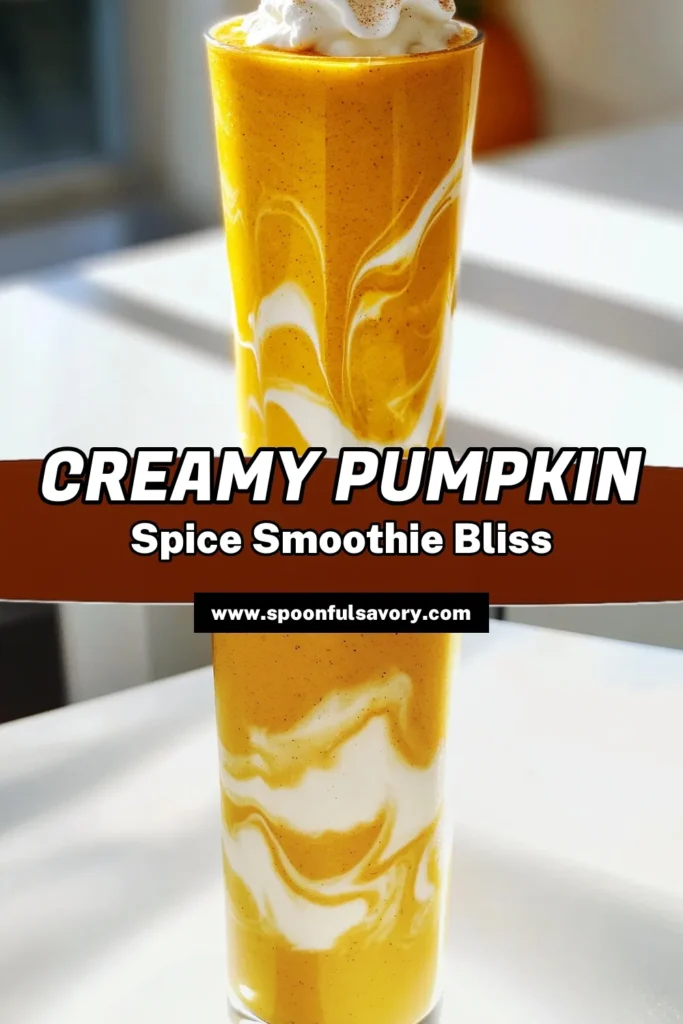 Get ready to enjoy fall flavors with this delicious Pumpkin Spice Latte Smoothie! Packed with creamy pumpkin puree, banana, nut butter, and warm spices, this smoothie is quick to make and perfect for breakfast or a snack. In just 10 minutes, you can create a cozy drink topped with whipped coconut cream and cinnamon. Click to explore the full recipe and treat yourself to this seasonal delight! #PumpkinSpiceLatte #SmoothieRecipes #HealthyDrinks #FallFlavors