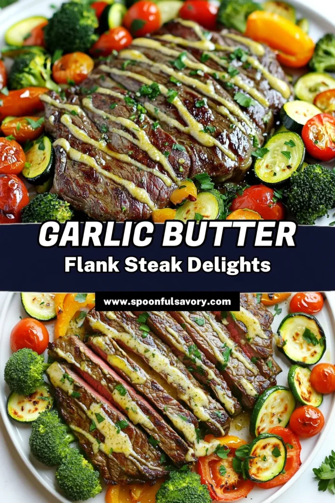 Discover the mouthwatering flavors of Garlic Butter Flank Steak with Roasted Veggies! This easy recipe combines juicy flank steak and vibrant seasonal veggies, all coated in a rich garlic butter blend. Perfect for a quick weeknight dinner, this dish is not only delicious but also visually stunning. Click through for step-by-step instructions and elevate your dinner game tonight! #FlankSteak #GarlicButter #RoastedVeggies #EasyRecipes