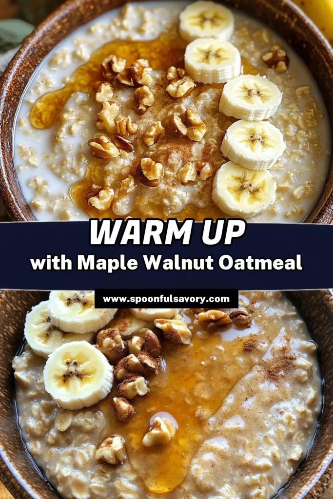 Start your mornings right with this cozy maple walnut banana bread oatmeal! Made with wholesome rolled oats, creamy almond milk, and sweet maple syrup, this delicious recipe is packed with flavor and nutrition. It's quick to prepare and is perfect for a comforting breakfast. Discover how to create this delightful dish in just 15 minutes. Click through for the full recipe and elevate your morning routine with this tasty bowl of goodness!