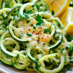 - 4 medium zucchini - 3 tablespoons high-quality olive oil - 4 cloves fresh garlic - 1/2 teaspoon red pepper flakes - 1/2 cup freshly grated Parmesan cheese - Sea salt and black pepper - Fresh parsley for garnish - Lemon wedges for serving For Minute Garlic Parmesan Zucchini Noodles, fresh ingredients shine. Use medium zucchini for the best texture. Spiralizing gives you those fun, noodle-like strands. If you don’t have a spiralizer, a vegetable peeler or knife does the trick, too. High-quality olive oil is key. It brings rich flavor and helps cook the garlic perfectly. Speaking of garlic, fresh cloves are a must. They add an amazing aroma and taste. Red pepper flakes add a nice kick. They are optional, so you can leave them out if you prefer less heat. Freshly grated Parmesan cheese gives a cheesy, creamy finish. Make sure it's fresh for the best melt. Sea salt and black pepper enhance every bite. They bring out the flavors of the zucchini and garlic. Fresh parsley adds color and a pop of freshness. Finally, lemon wedges are great for squeezing on top just before eating. They brighten the dish and balance the richness of the cheese. To start, spiralize the zucchini using a spiralizer. It’s simple and fun! Just place the zucchini in the spiralizer and turn the handle. You’ll get long, noodle-like strands, known as zoodles. If you don’t have a spiralizer, no worries. Use a vegetable peeler to make thin ribbons. You can also slice the zucchini into thin strips with a knife. Set the zoodles aside for now. Next, heat the olive oil in a large skillet. Set the heat to medium. Wait until the oil shimmers but does not smoke. This means it’s hot enough. Now, add the minced garlic. If you like a little heat, toss in the red pepper flakes too. Sauté this mixture for about one minute. Stir often to keep the garlic from burning. You want it fragrant and golden, not browned. Once the garlic is ready, add the spiralized zucchini to the skillet. Toss it gently in the garlic oil. Cook for about two to three minutes. You want the zoodles tender but still a little crunchy. This gives them great texture. After that, season with sea salt and freshly cracked black pepper. Remove the skillet from heat. Gradually stir in the freshly grated Parmesan cheese. Mix until it melts slightly from the warmth of the zoodles. Finally, transfer your zoodles to plates. Garnish with chopped fresh parsley for color. Serve with lemon wedges for a zesty kick. Squeeze the lemon over your dish right before eating for a burst of flavor! To get great zoodles, cook them just right. Aim for a tender yet crunchy bite. Overcooking makes them soggy. Stir them gently in the hot oil. You only need about 2-3 minutes of cooking. If they start to release too much water, remove them from heat quickly. This keeps your zoodles crisp. Adding more spices can make your dish pop. Try a pinch of Italian seasoning or a dash of onion powder. Fresh herbs like basil or thyme also work well. The type of Parmesan you choose matters too. Aged Parmesan gives a stronger flavor. Use freshly grated cheese for the best melt and taste. Garnishing with fresh parsley adds a nice touch. The green color brightens up your dish. Serve with lemon wedges on the side for a zesty kick. When serving, squeeze lemon juice over the zoodles. This brightens the flavors and balances the richness of the cheese. {{image_4}} You can easily change up the flavor of your zoodles. Adding vegetables like cherry tomatoes brings sweetness. Spinach adds a nice green touch and a bit of iron. You can also add protein. Grilled chicken gives a hearty bite. Shrimp adds a light, tasty option. These add-ins make your dish more fun and filling. Want to mix it up? Try using different cheeses. Feta or goat cheese can give a tangy kick. You can also experiment with oils. Instead of olive oil, try avocado oil for a different taste. Each oil brings its own unique flavor. This keeps your dish exciting and fresh. If you're looking for a vegan or dairy-free meal, you're in luck! Use nutritional yeast instead of Parmesan cheese. It gives a cheesy flavor without dairy. For oil, swap out olive oil with coconut oil. This adds a hint of sweetness. These swaps keep your zoodles tasty and accessible for everyone. To keep your zoodles fresh, place them in an airtight container. Make sure they are cool before sealing. Store in the fridge for up to three days. After that, they may lose flavor and texture. Freezing can help if you have extra zoodles. Start by blanching them in boiling water for one minute. This step keeps their color and crunch. After blanching, cool them in ice water. Drain well and pack them in freezer bags. Try to remove as much air as possible. They can last up to three months in the freezer. To use frozen zoodles, thaw them in the fridge overnight. You can also microwave them on low for a few minutes. Avoid refreezing once they have thawed. When you want to enjoy your zoodles again, heat them gently. Use a skillet over medium heat. Add a splash of olive oil to prevent sticking. Stir them for about two to three minutes. This method helps keep their texture. You can also microwave them for 30 seconds to a minute. If you use the microwave, check often to avoid overcooking. Enjoy your meal hot and fresh! If you do not have a spiralizer, don’t worry! You can still make zoodles. Use a vegetable peeler to create thin, flat ribbons of zucchini. You can also use a sharp knife to cut the zucchini into thin strips. Both methods work well and give you a fun noodle shape. Yes, you can eat raw zucchini noodles! They are low in calories and full of vitamins. Raw zoodles keep their crunch and fresh taste. You can serve them with dips or salads. A squeeze of lemon juice can add nice flavor too! Garlic Parmesan zucchini noodles pair well with many dishes. Here are some ideas: - Grilled chicken for protein. - Shrimp sautéed in garlic for a seafood twist. - A light salad for added crunch. - Crusty bread to soak up extra sauce. These pairings make your meal balanced and tasty! You’ve learned how to make delicious garlic Parmesan zucchini noodles using fresh ingredients. From spiralizing the zucchini to cooking zoodles just right, each step is key. I shared tips to enhance flavor and variations to keep it exciting. Don’t forget how to store your leftovers or reheat them for next time. Keep exploring and enjoying this healthy dish. It’s simple, tasty, and full of fresh flavors. Try making it your way, and share your favorite tips!