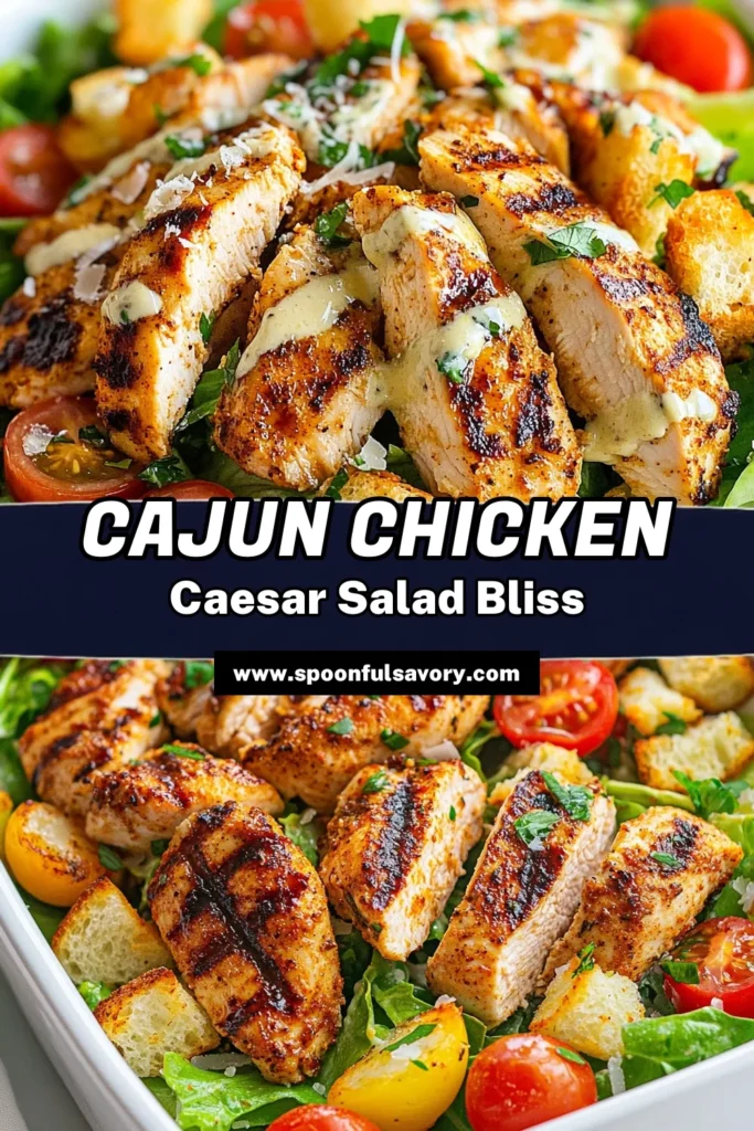 Looking for a delicious twist on a classic? Try this Cajun Chicken Caesar Salad! This zesty Cajun chicken salad combines grilled chicken, fresh romaine, and crunchy croutons with a creamy Caesar dressing. Perfect as a healthy meal option, this Caesar salad recipe is loaded with flavor and sure to please. Save this recipe for your next healthy Cajun recipe craving and enjoy a filling grilled chicken salad! #CajunChickenSalad #HealthyRecipes #CaesarSalad #SaladRecipes