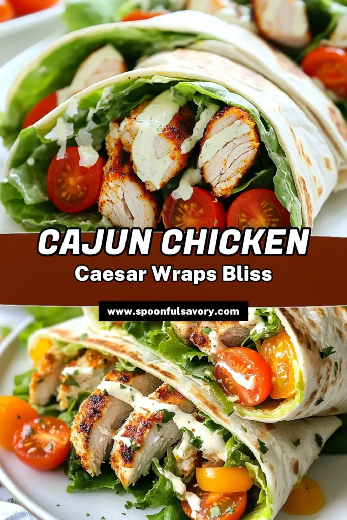 Looking for a quick and delicious meal? Try these Cajun Chicken Caesar Wraps! This chicken Caesar wrap recipe is packed with flavor, combining juicy Cajun chicken with fresh veggies and creamy Caesar dressing. Perfect for a healthy tortilla wrap that's both easy and satisfying. Enjoy spicy Caesar wraps in just 30 minutes! Save this easy Cajun chicken recipe for your next meal prep. #CajunChickenWraps #SpicyCaesarWraps #HealthyTortillaWraps #ChickenCaesarWrapRecipe
