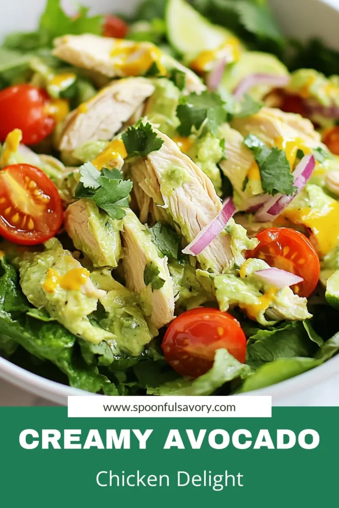 Discover the ultimate creamy avocado chicken salad recipe that combines health and flavor in every bite! This delicious salad with avocado and chicken is made with tender shredded chicken, creamy avocado, and tangy Greek yogurt, making it a perfect choice for a nutritious meal. Try this healthy avocado recipe for lunch or a light dinner and watch it become your go-to salad. Save this creamy chicken salad recipe for your next meal! #AvocadoChickenSalad #HealthyRecipes #GreekYogurtChickenSalad #SaladsWithAvocado
