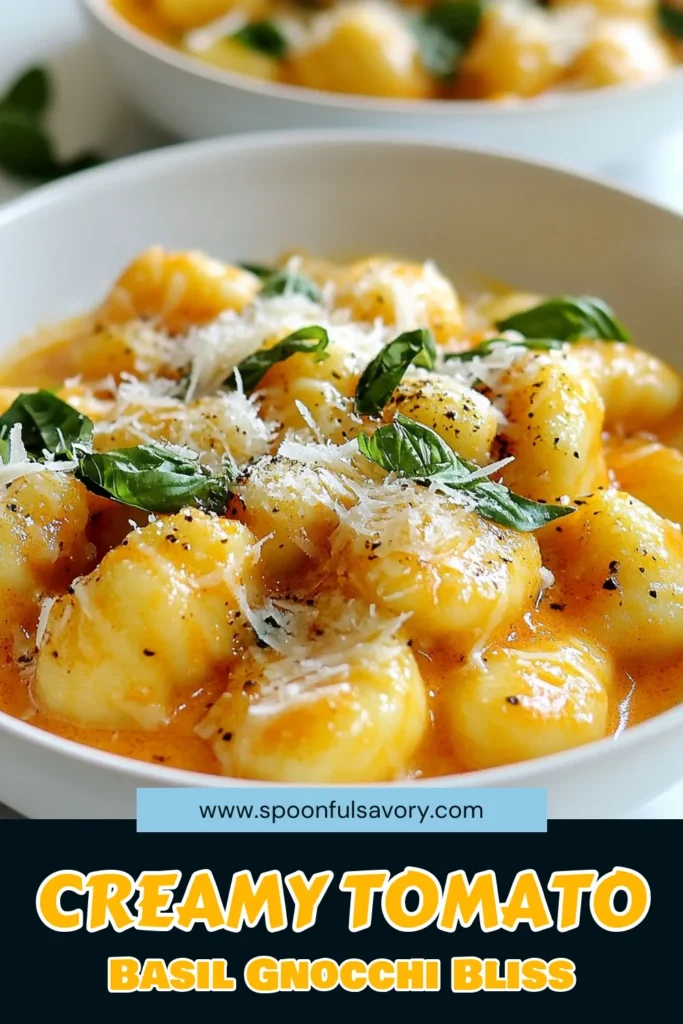 Indulge in this delicious Creamy Tomato Basil Gnocchi, the perfect Easy Gnocchi Recipe for any night of the week! With a homemade gnocchi sauce made from crushed tomatoes and heavy cream, this Tomato Basil Pasta is creamy, flavorful, and satisfying. Ready in just 30 minutes, it's a dish everyone will love. Try this Creamy Tomato Sauce Recipe tonight and elevate your dinner game! Don't forget to save this recipe! #Gnocchi #PastaRecipe #HomemadeSauce #EasyRecipes