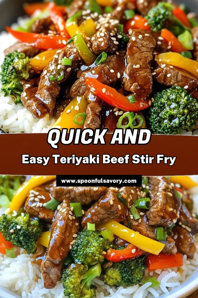 Discover the ultimate Teriyaki Beef Stir Fry, a quick and easy beef stir fry recipe that's perfect for busy weeknights! Made with fresh veggies, this healthy beef stir fry combines tender beef with vibrant broccoli, bell peppers, and carrots in a flavorful homemade teriyaki sauce. Ready in just 25 minutes, this quick teriyaki recipe will delight your taste buds. Save this delicious recipe today! #TeriyakiBeefStirFry #BeefStirFry #HealthyRecipes #QuickMeals