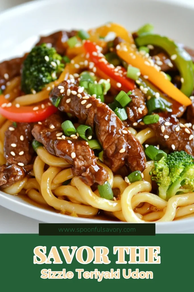 Discover the delicious flavors of Sizzling Teriyaki Beef Udon with this quick beef udon recipe! This Teriyaki beef noodles recipe combines tender beef, fresh vegetables, and savory udon noodles in a rich teriyaki sauce. Perfect for a weeknight meal, this udon stir-fry with beef takes just 30 minutes. Click to save this easy Asian noodle dish and elevate your dinner game! #TeriyakiBeefUdon #UdonNoodles #BeefRecipes #AsianCuisine