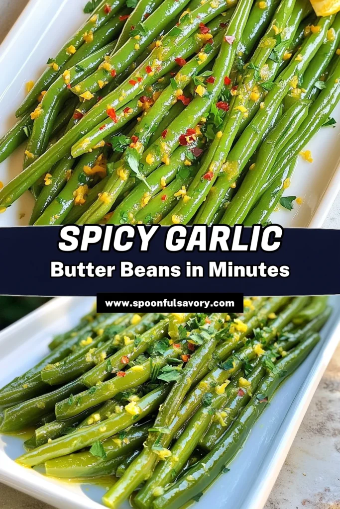 Discover the perfect spicy vegetable side dish with this easy green beans recipe for Spicy Garlic Butter Green Beans. This garlic butter green beans recipe features tender-crisp green beans sautéed with flavorful garlic, red pepper flakes, and a hint of lemon. It's a delicious addition to any meal! Try this mouthwatering dish tonight and impress your guests. Save for later! #SpicyGarlicButterGreenBeans #EasyGreenBeansRecipe #GarlicButterGreenBeansRecipe #SautéedGreenBeansWithGarlic