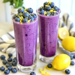 To make a Blueberry Lemon Yogurt Smoothie, gather these items: - 1 cup fresh or frozen blueberries - 1 ripe banana - 1 cup plain Greek yogurt - 1 tablespoon honey (or adjust to taste) - 1 tablespoon freshly squeezed lemon juice - ½ cup almond milk (or your preferred milk) - Zest of 1 lemon - A handful of ice cubes (optional) These ingredients work together to create a tasty and healthy drink. The blueberries add sweetness and color. The banana gives a creamy texture. Greek yogurt adds protein and richness. Lemon juice and zest provide a bright, zesty flavor. You can make your smoothie look fancy with these garnishes: - Whole blueberries - A light sprinkle of lemon zest - Lemon slices on the rim of the glass These simple touches not only add beauty but also enhance the flavor. They make your drink more fun to enjoy. If you don't have some ingredients, here are good substitutes: - Use regular yogurt instead of Greek yogurt. - Swap almond milk for any milk you like. - Try maple syrup or agave instead of honey. - Use other fruits, like strawberries or peaches, for a twist. These substitutes can change the taste but still keep the smoothie delicious. Feel free to mix and match based on what you have at home! {{ingredient_image_2}} Start by preparing your ingredients. If you use fresh blueberries, rinse them well under cold water. This step keeps your smoothie clean and fresh. If you choose frozen blueberries, skip the washing. They are ready to blend straight from the freezer. Next, grab a ripe banana. This adds natural sweetness and creaminess to your smoothie. Now it’s time to blend! In your blender, combine the blueberries, banana, Greek yogurt, honey, lemon juice, almond milk, and lemon zest. Ensure all ingredients are in the blender to create a smooth mix. Blend on high speed. Watch as the colors mix and transform into a creamy delight. If you want a thicker smoothie, toss in a handful of ice cubes and blend again. After blending, taste your smoothie. If it needs more sweetness, add a bit more honey and blend once more. You want the perfect balance of flavors. Pour your smoothie into tall glasses. For a pretty touch, garnish with whole blueberries and a sprinkle of lemon zest. This not only looks great but adds extra flavor. Enjoy your delicious blueberry lemon yogurt smoothie! To make the best smoothie, start with ripe, fresh ingredients. Use ripe bananas for natural sweetness. Always wash fresh blueberries well. If using frozen blueberries, no washing is needed. This keeps the flavor intact. Use plain Greek yogurt for creaminess and protein. Measure your liquids and solids for a balanced mix. Blend at high speed for a smooth texture. Add a bit more lemon juice for a zesty kick. You can also try vanilla extract for extra flavor depth. If you like a sweeter taste, mix in more honey. A pinch of salt can elevate the overall flavor too. Consider adding fresh mint leaves for a refreshing twist. You can even toss in a handful of spinach for extra nutrients without changing the taste. Don’t skip the banana; it gives the smoothie body. Avoid over-blending, as it can make the smoothie too thin. If your smoothie is too thick, add more milk gradually. Be careful not to add too much honey; sweetness can quickly overpower. Lastly, remember to taste it before serving. You might want to adjust sweetness or tartness then! Pro Tips Use Frozen Blueberries: They not only chill the smoothie but also enhance the creaminess without the need for ice. Adjust Sweetness to Taste: Depending on the ripeness of your banana and your personal preference, feel free to add more or less honey. Try Different Yogurts: For a lighter option, you can substitute Greek yogurt with a dairy-free yogurt or a low-fat alternative. Add Protein: Boost the nutritional value by incorporating a scoop of your favorite protein powder into the blend. {{image_4}} You can swap or add fruits to your blueberry lemon yogurt smoothie. Here are some tasty options: - Strawberries - Raspberries - Mangoes - Pineapple - Peaches These fruits can give your smoothie a new flavor. Each fruit adds its unique charm. For example, mango adds a creamy texture, while raspberries bring a nice tartness. If you want a dairy-free smoothie, use non-dairy yogurt. Options include: - Almond yogurt - Coconut yogurt - Soy yogurt You can also switch Greek yogurt for a nut milk, like almond or oat milk. Just make sure to keep the same liquid amount to maintain the smoothie’s texture. Want to make your smoothie more filling? Add protein! Here are some easy ideas: - A scoop of protein powder - Chia seeds - Flaxseeds - Nut butter Nut butter adds a creamy richness. Chia seeds boost fiber and protein. Just one tablespoon of these ingredients can greatly enhance the smoothie without changing its great taste. You can store any leftover smoothie in the fridge. Use an airtight container. It will stay fresh for up to 24 hours. When you are ready to drink it, give it a good shake. The ingredients may separate, but that’s normal. If you want to prepare ahead, freeze the ingredients. Portion the blueberries, banana, and lemon zest into freezer bags. Store them flat for easy stacking. When you’re ready, just blend them straight from the freezer. This keeps your smoothie ready without waste. Smoothies are best enjoyed cold, so reheating isn’t needed. If you froze your smoothie, thaw it overnight in the fridge. You can also leave it out for a couple of hours. After thawing, blend it again for a smooth texture. Enjoy! Yes, you can use frozen blueberries. They make the smoothie cold and thick. Just toss them in the blender without thawing. It is an easy swap and saves time. To sweeten your smoothie, add more honey. Start with one tablespoon. Then blend and taste. If you want it sweeter, keep adding a little at a time. This smoothie is packed with nutrients. Blueberries are full of antioxidants. They help fight free radicals. Greek yogurt gives you protein and probiotics for gut health. Lemon juice adds vitamin C, which boosts your immune system. Yes, you can prepare the smoothie in advance. Blend all the ingredients, then store it in the fridge. However, for the best taste and texture, drink it within 24 hours. If you freeze it, it can last for a week. Just blend it again when you’re ready to enjoy! In this post, we covered the key ingredients, step-by-step instructions, and helpful tips for making a perfect blueberry lemon yogurt smoothie. We explored different variations, proper storage methods, and answered common questions. You now have all the tools to create a tasty and healthy drink. Experiment with flavors and find what you love. Smoothies can be fun and good for you, so enjoy every blend!