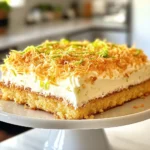 - Dry ingredients: - 2 cups all-purpose flour - 1 ½ cups granulated sugar - 1 cup shredded coconut (sweetened or unsweetened) - 1 teaspoon baking powder - ½ teaspoon baking soda - ½ teaspoon salt - Wet ingredients: - 1 cup unsweetened coconut milk - ½ cup vegetable oil - 3 large eggs - Zest of 2 limes - ½ cup freshly squeezed lime juice - 1 teaspoon vanilla extract - Frosting ingredients: - 1 cup unsalted butter, softened - 4 cups powdered sugar - ¼ cup coconut milk - Zest of 1 lime - 1 tablespoon freshly squeezed lime juice - 1 cup toasted coconut flakes This cake uses simple yet vibrant ingredients. The dry ingredients create a rich base. Flour, sugar, and coconut add both sweetness and texture. Baking powder and soda help the cake rise. The wet ingredients bring moisture and flavor. Coconut milk gives a creamy taste. Lime zest and juice add a bright burst. This perfect blend creates a wonderful cake. The frosting is just as exciting. Butter makes it creamy. Powdered sugar adds sweetness. Coconut milk keeps it smooth. Lime zest and juice give a fresh kick. Toasted coconut flakes on top add a crunchy finish. Each ingredient plays a part in making this cake a delight. You’ll love how all the flavors come together! {{ingredient_image_2}} Start by heating your oven to 350°F (175°C). This step is key to getting a nice rise on the cake. Next, grab a 9x13 inch baking pan. Grease it well and line the bottom with parchment paper. This paper stops the cake from sticking. Trust me, it makes removing the cake much easier. In a large mixing bowl, combine the following dry items: - 2 cups all-purpose flour - 1 ½ cups granulated sugar - 1 cup shredded coconut - 1 teaspoon baking powder - ½ teaspoon baking soda - ½ teaspoon salt Use a whisk to blend these together. Make sure there are no lumps. This mix gives your cake its base. In another bowl, mix the wet ingredients. You will need: - 1 cup unsweetened coconut milk - ½ cup vegetable oil - 3 large eggs - Zest of 2 limes - ½ cup freshly squeezed lime juice - 1 teaspoon vanilla extract Whisk these until smooth. This mix adds flavor and moisture to your cake. Now, pour the wet mix into the bowl with the dry ingredients. Stir gently with a spatula. Mix until just combined. You might see a few lumps, and that's okay. Overmixing can make your cake tough. Pour the batter into your prepared pan. Spread it out evenly with a spatula. Bake for 30-35 minutes. To check if it’s done, insert a toothpick into the center. It should come out clean. Let it cool for 10 minutes. Then, move the cake to a wire rack to cool completely. In a large bowl, beat 1 cup of softened unsalted butter on medium speed. Keep mixing until it’s creamy. Gradually add 4 cups of powdered sugar, mixing on low speed. After that, add: - ¼ cup coconut milk - Zest of 1 lime - 1 tablespoon freshly squeezed lime juice Now, increase the speed to high. Beat until the frosting is fluffy and holds peaks. Once the cake is cool, it’s time to frost. Use a spatula to spread the lime coconut frosting evenly over the cake. Aim for a smooth, even layer. To make your cake look great, sprinkle 1 cup of toasted coconut flakes on top. This adds a nice crunch and extra flavor. When serving, slice the cake into generous pieces. It’s delicious chilled or at room temperature. Enjoy it with fresh lime wedges on the side for a pop of color. To keep your cake moist, use unsweetened coconut milk. It adds rich flavor and moisture. Make sure you do not overbake the cake. Check it around 30 minutes with a toothpick. If it comes out clean, it is ready. Let it cool in the pan for a bit, then move it to a wire rack. This helps prevent soggy bottoms. If you want to make this cake dairy-free, swap coconut milk with almond or oat milk. You can also use flax eggs instead of regular eggs. Mix one tablespoon of ground flaxseed with three tablespoons of water to replace one egg. For a gluten-free option, use a gluten-free flour blend. Just make sure it has a good binding agent. To make your frosting creamy, start with softened butter. If it feels too thick, add more coconut milk one tablespoon at a time. Mix well after each addition. If it is too runny, add more powdered sugar. This way, you can find the right balance for smooth, spreadable frosting that looks great on your cake! Pro Tips Use Fresh Ingredients: For the best flavor, use fresh limes for zest and juice. This will enhance the cake's citrus notes significantly. Don't Overmix: When combining wet and dry ingredients, mix just until combined. Overmixing can lead to a dense cake, so a few lumps are okay! Cool Completely: Ensure the cake is completely cooled before frosting. This will prevent the frosting from melting and give you a beautiful, smooth finish. Toast the Coconut Flakes: For added flavor and crunch, toast your coconut flakes in a dry skillet over medium heat until golden brown before garnishing. {{image_4}} You can choose between sweetened or unsweetened coconut for this cake. Sweetened coconut adds a nice sweetness. It works well if you like a sweeter cake. Unsweetened coconut offers a more natural flavor. It lets the lime shine through. I prefer unsweetened for a fresh taste, but the choice is yours. Want to mix up the flavor? You can add lemon or orange zest to the cake. These fruits pair well with coconut and lime. Lemon brings a bright, tangy taste. Orange adds a sweet, citrus twist. You can also use a splash of coconut extract for a deeper flavor. Be creative and find what you like best! If you need a gluten-free version, swap the all-purpose flour for a gluten-free blend. Many blends work well, so check the package for advice. For a vegan cake, replace the eggs with flax eggs or applesauce. Use plant-based butter for the frosting and choose coconut milk with no added ingredients. These swaps keep the cake tasty and enjoyable for everyone. To keep your Coconut Lime Sheet Cake fresh, store it in an airtight container. Place a layer of plastic wrap over the top before sealing. This helps prevent the cake from drying out. If you have leftover frosting, store it in a separate container. It can last for a few days when sealed well. To freeze the cake, first let it cool completely. Cut it into squares or keep it whole. Wrap each piece in plastic wrap, then place them in a freezer-safe bag. Make sure to remove as much air as possible. For thawing, simply leave the cake in the fridge overnight or at room temp for a few hours. Avoid microwaving, as it can make the cake dry. When stored properly, the Coconut Lime Sheet Cake lasts about 3 to 4 days at room temperature. If kept in the fridge, it can last up to a week. The frosting also lasts about the same time in the fridge. If you freeze the cake, it can stay fresh for up to three months. Enjoy the flavors even after a while! Yes, you can make this cake ahead of time. Bake the cake and let it cool completely. Wrap it tightly in plastic wrap and store it in the fridge for up to three days. You can also freeze the cake for longer storage. Just make sure to wrap it well to avoid freezer burn. Frost it just before serving for the best taste. If you need a substitute for coconut milk, there are great options. Almond milk or soy milk work well for a lighter choice. If you want a richer taste, use whole milk or cream. You can also mix water with some coconut cream for a similar flavor. Always choose what fits your diet best. To check if the cake is done, use a toothpick. Insert it into the center of the cake. If it comes out clean or with a few crumbs, the cake is ready. If the toothpick has wet batter on it, give it a few more minutes in the oven. Keep an eye on it to avoid overbaking. Yes, you can use a different frosting if you like. Cream cheese frosting adds a tangy twist. Whipped cream can make it light and fluffy. You can even use chocolate frosting for a fun change. Just make sure the frosting complements the coconut and lime flavors. In this post, we explored how to make a delicious lime coconut cake, focusing on ingredients, step-by-step instructions, and tips for success. We covered everything from mixing dry and wet ingredients to creating a creamy frosting. Remember, you can customize your cake with different flavors or dietary needs. By following these guidelines, you'll bake a moist cake that impresses everyone. Enjoy sharing your tasty creation, and don’t forget to savor each bite!