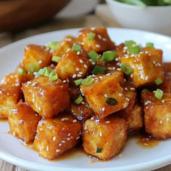 - 1 block (14 oz) firm tofu, well-drained and pressed - &frac14; cup cornstarch - 2 tablespoons vegetable oil - 4 cloves garlic, finely minced - &frac12; cup sweet chili sauce - 2 tablespoons soy sauce - 1 tablespoon rice vinegar - 1 teaspoon fresh ginger, grated - 2 green onions, finely chopped - Sesame seeds for garnish - Fresh cilantro, chopped (optional, for garnish) To make Sweet Chili Garlic Tofu, you need these simple ingredients. Firm tofu gives the dish a nice texture. Cornstarch helps make the tofu crispy. Vegetable oil is key for frying. Garlic and fresh ginger add a warm, tasty kick. Sweet chili sauce brings in the sweetness, while soy sauce and rice vinegar balance the flavors. - Alternative tofu options: You can use soft tofu for a creamier texture. Silken tofu works too, but it&rsquo;s more delicate. - Gluten-free soy sauce options: If you need gluten-free, try tamari or coconut aminos. They work well and taste great. - Other sauces for flavor enhancement: Add sriracha for heat or hoisin for sweetness. Each sauce will change the flavor in fun ways. - Non-stick skillet: This helps prevent the tofu from sticking while frying. - Mixing bowl: You need this to coat the tofu in cornstarch. - Utensils for slicing and tossing: A good knife and spatula will make cooking easier. These tools help you prepare and cook the dish with ease. With the right ingredients and equipment, you can make a delicious meal in no time! {{ingredient_image_2}} - Slicing the tofu: Start by slicing the pressed tofu into even 1-inch cubes. This size helps with cooking. It ensures all pieces cook evenly and become crispy. - Coating in cornstarch: Next, place the cubes in a bowl with cornstarch. Gently toss them until each piece gets a full coat. This coating makes the tofu crispier when fried. - Frying the tofu until golden brown: Heat a large non-stick skillet on medium-high heat. Add vegetable oil until it shimmers. Carefully place the tofu cubes in a single layer. Fry each side for about 3 to 4 minutes until they become golden brown. It's best to fry in batches to keep them from crowding. Once ready, transfer them to a plate lined with paper towels. This step soaks up extra oil. - Saut&eacute;ing garlic and ginger: Lower the heat to medium. In the same skillet, add minced garlic and grated ginger. Saut&eacute; them for about a minute. Keep stirring to avoid burning the garlic. Burnt garlic can taste bitter. - Making the sauce: Pour in the sweet chili sauce, soy sauce, and rice vinegar. Stir well and let it simmer for about 2 to 3 minutes. This simmering thickens the sauce and brings out its aromas. - Tossing the tofu in the sauce: Gently add the crispy tofu back into the skillet. Use a spatula to toss it in the sauce. Make sure each piece is coated well. Cook everything together for another 2 to 3 minutes. This allows the tofu to soak up the sweet and savory flavors. To achieve the best tofu, avoid overcrowding the pan. When the pan is crowded, the tofu steams instead of frying. This keeps it from getting crispy. Fry in small batches for the best results. Next, watch the oil temperature closely. Use medium-high heat when you add the tofu. If the oil is too cold, the tofu will absorb too much oil. If it's too hot, the outside will burn. You want the oil to shimmer before adding the tofu cubes. To adjust sweetness and saltiness, taste the sauce as you cook. If it&rsquo;s too sweet, add a splash of soy sauce. If it&rsquo;s too salty, a bit of rice vinegar can help balance it out. For a stronger garlic or ginger taste, add more minced garlic or grated ginger. You can also saut&eacute; them for longer in the oil before adding the sauce. Keep an eye on them to avoid burning. Plating the dish well can make it more appealing. Use a colorful bowl to showcase the vibrant tofu. Drizzle a little extra sauce on top for shine. For garnishing, sprinkle sesame seeds for crunch. Fresh cilantro adds color and freshness. You can also add sliced green onions for a nice touch. Consider serving extra sesame seeds and cilantro on the side for guests to personalize their meal. Pro Tips Press Tofu Properly: Ensure your tofu is well-pressed to remove excess moisture. This helps the tofu absorb flavors and achieve a crispier texture when cooked. Control Cooking Temperature: Maintain a steady medium-high heat when frying the tofu. This ensures an even golden-brown crust without burning. Customize the Sauce: Feel free to adjust the sweetness and spice levels of the sweet chili sauce by adding a splash of lime juice or a pinch of red pepper flakes for an extra kick. Garnish for Freshness: Fresh herbs like cilantro and green onions not only enhance the visual appeal but also add a delightful burst of flavor to the dish. {{image_4}} You can add bell peppers or broccoli to your Sweet Chili Garlic Tofu. These veggies bring color and crunch. Start by chopping the veggies into bite-sized pieces. Saut&eacute; them in the same pan before adding the sauce. Cook until they are tender but still crisp. This adds flavor and makes your dish more fun. Want more protein? Pair the tofu with chicken or shrimp. Cook the meat first, then set it aside. Follow the tofu recipe as usual. Once the tofu is ready, add the protein back to the pan. This makes a hearty meal that fills you up. You can switch up the sauce for new flavors. For a spicy kick, try adding sriracha or chili paste. Mix these with the sweet chili sauce for a fiery blend. If you prefer something sweeter, use teriyaki sauce or hoisin sauce. Each option can change the dish and keep it exciting. To store leftover Sweet Chili Garlic Tofu, place it in an airtight container. This keeps the tofu fresh. Make sure to let it cool down first. If stored properly, it stays fresh for about 3 to 4 days in the fridge. For reheating, I recommend using an oven or an air fryer. These methods help keep the tofu crispy. Preheat your oven to 350&deg;F (175&deg;C). Spread the tofu on a baking sheet and heat for about 10 minutes. If using an air fryer, heat it at 350&deg;F (175&deg;C) for around 5-7 minutes. This way, you get that nice crunch again! Yes, you can freeze Sweet Chili Garlic Tofu. To freeze, first, let the tofu cool completely. Place it in a freezer-safe bag or container. It can last for about 2 to 3 months in the freezer. When ready to eat, thaw it in the fridge overnight. To reheat, follow the oven or air fryer methods. This keeps the flavor and texture intact. You can serve Sweet Chili Garlic Tofu with many sides. Here are some ideas: - Steamed jasmine rice for a classic pairing - Quinoa for a healthy twist - Stir-fried vegetables for added color and nutrition - Fresh salad with a light dressing - Noodles for a hearty meal Yes, Sweet Chili Garlic Tofu is entirely vegan. It uses tofu, vegetables, and sauces that contain no animal products. This dish is perfect for anyone who follows a plant-based diet. To add spice, try these tips: - Include sliced fresh chili peppers in the sauce - Add a dash of chili flakes when cooking - Use a spicier brand of sweet chili sauce - Mix in some sriracha or hot sauce for a kick Yes, you can prepare some parts ahead of time. Cook the tofu and make the sauce in advance. Store them separately in airtight containers in the fridge. When ready to eat, heat them together on the stove. This keeps the tofu crispy! Sweet Chili Garlic Tofu is nutritious. Here&rsquo;s a breakdown per serving: - Calories: 250 - Protein: 12g - Carbohydrates: 20g - Fat: 15g - Fiber: 2g This dish offers a good balance of protein and carbs, making it satisfying and healthy. This blog post covered how to make Sweet Chili Garlic Tofu. We explored all the ingredients you need, including tofu, sauces, and spices. I shared tips for substitutions, tools, and cooking techniques to enhance your dish. Remember, cooking is about creativity. Feel free to experiment with flavors and ingredients. Use the tips and variations to make this meal your own. Enjoy creating delicious, crispy tofu that impresses your taste buds and your guests. Happy cooking!