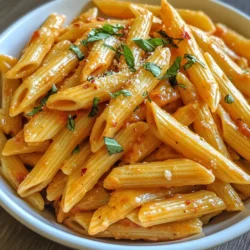 To make creamy tomato basil penne, you need simple yet fresh ingredients. Here&rsquo;s what you&rsquo;ll need: - 12 ounces penne pasta - 2 tablespoons extra virgin olive oil - 4 cloves garlic, finely minced - 1 can (14 ounces) crushed tomatoes, preferably San Marzano - 1 cup heavy cream - 1 cup fresh basil leaves, chopped - 1 teaspoon red pepper flakes (optional) - 1/2 cup freshly grated Parmesan cheese - Salt and black pepper to taste - Fresh basil leaves for garnish These ingredients come together to create a rich, flavorful dish. The penne pasta provides a nice bite, while the creamy sauce gives it a luxurious touch. The crushed tomatoes bring acidity and sweetness, and the garlic adds a lovely aroma. Fresh basil is key for that herbaceous note. When choosing your ingredients, opt for high-quality items. Use fresh basil that feels vibrant and fragrant. If you can find San Marzano tomatoes, they will enhance the sauce&rsquo;s flavor. This dish is not just quick; it&rsquo;s also packed with taste. Using freshly grated Parmesan cheese will elevate the dish further. The flavor is richer than pre-grated cheese. You can also adjust the amount of red pepper flakes based on your spice preference. With these ingredients, you can create a meal that feels special yet is easy enough for any weeknight. {{ingredient_image_2}} First, grab a large pot and fill it with water. Add a generous pinch of salt to the water. Place the pot on the stove over high heat. Once the water starts to boil, add 12 ounces of penne pasta. Cook it according to the package instructions. Usually, this takes about 10 to 12 minutes. You want the pasta to be al dente, which means it should still have a slight bite. Before draining, reserve half a cup of the starchy pasta water. This helps the sauce stick later. Drain the pasta in a colander and set it aside. Next, take a spacious skillet and heat 2 tablespoons of extra virgin olive oil over medium heat. Once the oil shimmers, add 4 cloves of finely minced garlic. Saut&eacute; the garlic for about 1 minute. Stir it often until it becomes fragrant and golden. Now, pour in a can of crushed tomatoes, about 14 ounces. Stir well to mix with the garlic. Let this simmer for 5 to 7 minutes. This process deepens the flavors and slightly thickens the sauce. Lower the heat to medium-low. Carefully stir in 1 cup of heavy cream. Mix it thoroughly until the sauce becomes velvety and smooth. Then, add in 1 cup of chopped fresh basil leaves. If you want a little heat, toss in 1 teaspoon of red pepper flakes. Stir well to blend the flavors. Now, gradually add the drained penne pasta to the skillet. Toss gently to coat each piece in that creamy sauce. If the sauce seems too thick, add a splash of the reserved pasta water. This helps to get your desired creaminess. Finally, fold in 1/2 cup of freshly grated Parmesan cheese. Stir until the cheese melts into the sauce. Taste and season with salt and freshly cracked black pepper as needed. Serve the creamy tomato basil penne warm, garnished with fresh basil leaves and a sprinkle of extra Parmesan cheese. - Tips for al dente pasta: Start with a large pot of salted water. Bring it to a rolling boil. Add the penne and cook for 10-12 minutes. Taste it a minute before the time is up. It should be firm but not hard. - How to properly saut&eacute; garlic: Use a spacious skillet and heat olive oil over medium heat. When the oil shimmers, add minced garlic. Stir it often for about one minute. You want it fragrant and golden but not burnt. - Suggestions for seasoning adjustments: Taste your sauce as you cook. Add salt and black pepper gradually. You can always add more, but you can't take it out. - Adding red pepper flakes for spice: If you like heat, sprinkle in red pepper flakes while mixing in the basil. This adds a nice kick to the creamy sauce. - Presentation tips for a restaurant-quality dish: Serve the pasta in a large bowl or individual plates. Top each with a fresh basil leaf. A drizzle of olive oil adds shine and flavor. - Best garnishes to complement the meal: Finish with extra grated Parmesan cheese. It not only looks good but also adds rich flavor. Fresh basil leaves can make the dish pop with color. Pro Tips Use Fresh Ingredients: Using fresh basil and high-quality tomatoes will elevate the flavors of your dish significantly. If possible, opt for San Marzano tomatoes for their sweet and rich taste. Don&rsquo;t Overcook the Pasta: Make sure to cook the penne until al dente. It will continue to cook slightly when mixed with the sauce, preventing it from becoming mushy. Adjust Creaminess: If your sauce is too thick, use the reserved pasta water to loosen it up. This starchy water not only thins the sauce but also helps it adhere better to the pasta. Garnish Wisely: For an elegant finish, garnish with a drizzle of high-quality olive oil and additional fresh basil leaves. This adds visual appeal and enhances the overall flavor. {{image_4}} If you want to switch things up, try different pasta shapes. Fusilli or farfalle work great too. For a lighter dish, consider using half-and-half instead of heavy cream. You can also use coconut milk for a dairy-free option. It adds a nice twist to the flavor. You can boost nutrition by adding vegetables. Spinach, zucchini, or bell peppers add color and flavor. If you want protein, grilled chicken or shrimp fits well in this dish. For extra flavor, try adding a pinch of oregano or thyme. These herbs will enhance the tomato sauce. If you are vegetarian, this recipe is perfect as is. Just skip any meat add-ins. For gluten-free options, choose gluten-free penne. Many brands offer great alternatives that taste just as good. Check the label to ensure they fit your diet. To keep your creamy tomato basil penne fresh, let it cool first. Then, transfer it to an airtight container. This helps lock in flavor and moisture. Use glass or BPA-free plastic containers for best results. These options seal well and make it easy to see your food. When reheating, the microwave works well. Use a microwave-safe dish and cover it with a damp paper towel. This helps keep the pasta moist. You can also reheat it on the stove. Add a splash of water or extra cream to the pan. Stir gently over low heat until warmed through. This helps refresh the sauce texture. Yes, you can freeze creamy tomato basil penne! To do this, let it cool completely. Then, portion it into freezer-safe bags or containers. Remove as much air as possible to prevent freezer burn. When ready to eat, thaw overnight in the fridge. Reheat on the stove or microwave, adding a bit of cream if needed. This keeps your dish creamy and delicious. You can use half-and-half as a lighter option. This will keep the dish creamy but less rich. Another choice is coconut milk for a dairy-free version. Silken tofu blended until smooth also works well. You can even try Greek yogurt, but add it off the heat to avoid curdling. Cooked penne lasts about three to five days in the fridge. Be sure to store it in an airtight container. This keeps it fresh and safe to eat. Always check for signs of spoilage before using. Yes, you can prepare the sauce ahead. Store it in the fridge for up to three days. Just cook the penne fresh before serving. This keeps the pasta from becoming mushy. Reheat the sauce on low heat before mixing in the pasta. You can serve it with a simple green salad. A Caesar salad adds a nice crunch. Garlic bread pairs perfectly too. For a light touch, try steamed vegetables like broccoli or green beans. They balance well with the creamy pasta. This blog post covered how to make creamy tomato basil penne. We discussed the key ingredients and provided clear steps for cooking. I shared tips for getting the best flavor and texture. You also learned about storage and ways to adapt the recipe for different diets. With these insights, you can create a delicious and satisfying meal. Enjoy making this dish and sharing it with others!