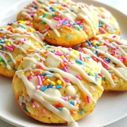 - 1 ½ cups all-purpose flour - 1 teaspoon baking powder - ½ teaspoon baking soda - ¼ teaspoon salt - ½ cup unsalted butter, softened to room temperature - 1 cup granulated sugar - 1 large egg - 1 teaspoon vanilla extract - 1 teaspoon almond extract - ½ cup rainbow sprinkles (plus extra for topping) - ¾ cup white chocolate chips When making Funfetti birthday cake cookies, you need the right mix of ingredients. The dry ingredients form the base. You will start with flour, baking powder, baking soda, and salt. These ingredients work together to give your cookies structure. Next, we have the wet ingredients. Softened butter and sugar create a light and fluffy mixture. The egg adds moisture and binds everything. The vanilla and almond extracts bring a sweet and nutty flavor. These flavors make the cookies taste special. Now, let’s talk about the fun part: the add-ins! Rainbow sprinkles bring color and joy to each cookie. They make each bite feel like a celebration. The white chocolate chips add creamy sweetness. Together, these ingredients make your cookies truly irresistible. Gather all these ingredients, and you're ready to create a batch of delightful Funfetti birthday cake cookies that everyone will love! {{ingredient_image_2}} - Preheat your oven to 350°F (175°C). - Line a baking sheet with parchment paper. This step helps with easy cleanup. - In a medium bowl, combine 1 ½ cups of all-purpose flour, 1 teaspoon baking powder, ½ teaspoon baking soda, and ¼ teaspoon salt. Whisk until mixed well. - In a large bowl, cream ½ cup of softened butter and 1 cup of granulated sugar. Beat until it is light and fluffy. This takes about 2-3 minutes. - Now, add 1 large egg, 1 teaspoon vanilla extract, and 1 teaspoon almond extract to the butter mixture. Mix until everything is smooth and well combined. - Gradually add the dry mixture to the wet mixture. Mix on low speed until just combined. Be careful not to overmix. - Gently fold in ½ cup of rainbow sprinkles and ¾ cup of white chocolate chips. Use a spatula to ensure they are mixed evenly. - Scoop out dough with a tablespoon. Roll each scoop into a ball and place them on the baking sheet. Leave about 2 inches between each cookie. Lightly flatten the tops and sprinkle with extra rainbow sprinkles. - Bake the cookies for 10-12 minutes. Look for lightly golden edges and soft centers. This keeps them chewy. - Once done, let the cookies cool on the baking sheet for about 5 minutes. This helps them set before moving them to a wire rack to cool completely. To make the best Funfetti cookies, avoid overmixing. When you blend the wet and dry ingredients, mix just until they come together. If you mix too much, the cookies can turn out tough. For the best baking time, set your oven to 350°F (175°C). Bake for 10-12 minutes. Look for lightly golden edges and soft centers. This keeps your cookies chewy and delicious. Make your cookies stand out! Stack them high on a colorful plate. Drizzle melted white chocolate over the top to add flair. You can use a spoon for this. Add some extra rainbow sprinkles on top for a fun touch. Want to change up the flavor? You can use different extracts. Try using lemon or coconut for a twist. If you love chocolate, swap the white chocolate chips for dark or milk chocolate chips. Each choice adds a new layer of taste to your cookies. Pro Tips Chill the Dough: For thicker cookies, chill the dough in the refrigerator for at least 30 minutes before baking. This helps the cookies retain their shape and prevents spreading. Use Room Temperature Ingredients: Ensure your butter and egg are at room temperature. This allows for better mixing and a smoother batter, resulting in tender cookies. Experiment with Sprinkles: Feel free to use different types or colors of sprinkles to match the occasion. Nonpareils, confetti, or chocolate sprinkles can add a unique twist to your cookies. Check for Doneness: To ensure perfect cookies, look for lightly golden edges with soft centers. They will continue to bake on the baking sheet once removed from the oven, achieving the ideal chewy texture. {{image_4}} You can change the flavors in your Funfetti birthday cake cookies. Try using different mix-ins. Instead of white chocolate chips, use dark chocolate or peanut butter chips. Each option adds a unique twist. You can also swap sprinkles for crushed candy or nuts for fun textures. If you're gluten-free, use almond flour or coconut flour. These flours work great and give nice flavors. Just keep in mind that the texture may be a bit different. You might need to adjust the liquid in your dough. Funfetti cookies can match any season! For holidays, use themed sprinkles. Red and green for Christmas or pastel colors for Easter make them festive. You can also add spices like cinnamon or nutmeg for a warm fall flavor. These subtle changes bring new life to a classic treat. Want a new way to enjoy these cookies? Try making cookie bars instead! Press the dough into a baking pan and bake it for a longer time. Once cooled, cut them into squares. You can also make sandwich cookies. Bake two cookies and spread frosting between them. This adds creaminess that pairs well with the cookie crunch. It’s a fun twist that kids and adults will love! To keep your funfetti cookies fresh, store them in an airtight container. This helps prevent them from getting stale. You can layer parchment paper between the cookies to avoid sticking. If you have more cookies than you can eat, use a clean, dry container for best results. You can freeze the cookies before or after baking. If freezing before baking, scoop the dough into balls and place them on a baking sheet. Freeze until solid, then transfer to a freezer bag. For freezing after baking, let the cookies cool completely. Place them in a freezer-safe container, adding parchment paper between layers. To reheat your cookies, use the oven for best results. Preheat your oven to 300°F (150°C). Place the cookies on a baking sheet for about 5-7 minutes. This warms them up while keeping them soft. You can also use a microwave, but be careful. Heat them for only 10-15 seconds to avoid making them tough. Funfetti cookies taste like birthday cake due to their sweet flavor and creamy texture. The mix of vanilla and almond extracts adds a rich taste. Rainbow sprinkles give them a festive touch, making every bite feel like a celebration. These cookies bring the joy of cake into a fun, bite-sized treat. Yes, you can use margarine instead of butter in this recipe. Make sure to choose a good quality margarine that has a similar fat content. This change may slightly alter the flavor and texture but will still yield tasty cookies. To prevent your cookies from spreading too much, chill the dough before baking. You can refrigerate it for at least 30 minutes. Also, be sure not to overmix the dough, as this can cause spreading. Finally, place the cookie balls on a cool baking sheet. Absolutely! You can use different types of sprinkles to customize your cookies. Try chocolate sprinkles, star shapes, or seasonal colors for various occasions. Each type will add its own unique touch and look to the cookies. To make these cookies vegan, replace butter with a vegan butter or coconut oil. Use a flax egg instead of the large egg. Mix 1 tablespoon of ground flaxseed with 2.5 tablespoons of water and let it sit for 5 minutes. This will give your cookies the right texture while keeping them plant-based. In this article, we explored how to make delicious Funfetti cookies that taste like birthday cake. We listed all the necessary ingredients and provided clear step-by-step instructions to simplify the baking process. I shared key tips for cookie texture, presentation ideas, and tasty variations. Lastly, I discussed storage and reheating methods to keep your cookies fresh. Baking these cookies can bring joy and deliciousness to any occasion. Enjoy making your batch and savoring each bite. Happy baking!