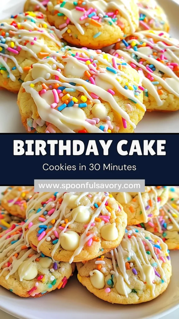 Indulge in these delicious Funfetti Birthday Cake Cookies that bring joy to any celebration! This easy cookie recipe combines the fun of rainbow sprinkle cookies and the sweetness of white chocolate chip cookies for a delightful treat. Perfect for birthdays or any festive occasion, these cookies are chewy and bursting with flavor. Try making these Funfetti cookies today and enjoy the vibrant taste! Save this recipe for your next celebration! #FunfettiCookies #BirthdayCakeCookies #RainbowSprinkleCookies #WhiteChocolateChipCookies