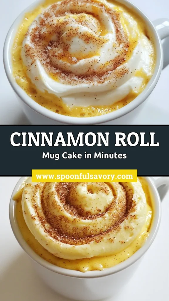 Craving something sweet? Try this easy microwave mug cake recipe for a delicious cinnamon roll mug cake! In just about 5 minutes, you can whip up a single serving of this delightful treat. Perfect for quick dessert recipes, this homemade cinnamon roll recipe will satisfy your sweet tooth without the hassle. Don't forget to save or share this tasty treat for your next coffee break! #CinnamonRollMugCake #EasyMicrowaveMugCake #QuickDessertRecipes #SingleServingMugCake