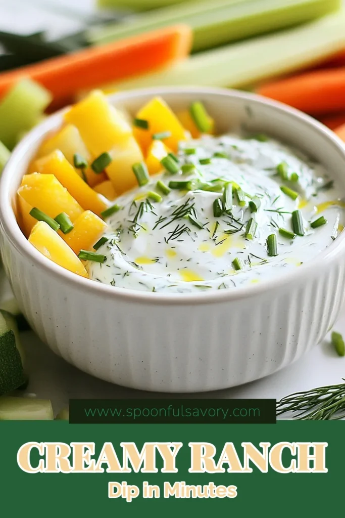 Discover the ultimate creamy ranch dip recipe with this healthy Greek yogurt ranch dip! Perfect for veggies, this homemade ranch dip is made with simple ingredients like plain Greek yogurt, fresh herbs, and zesty lemon juice. Enjoy it with your favorite crunchy vegetables for a guilt-free snack that&rsquo;s both delicious and nutritious. Try this easy Greek yogurt dip for vegetables and elevate your appetizer game! Save this recipe now! #GreekYogurtRanchDip #HealthyVeggieDip #HomemadeRanchDip #CreamyRanchDipRecipe