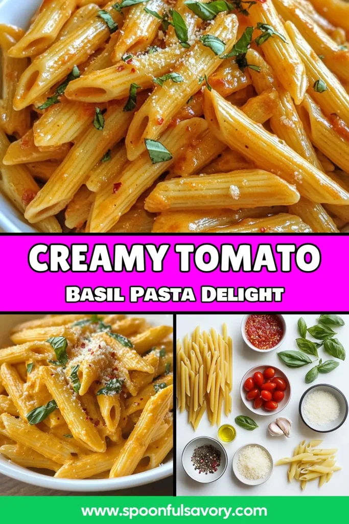 Discover the ultimate easy creamy tomato basil pasta with this delightful penne pasta recipe! Bursting with flavor, this quick Italian pasta dish features a velvety sauce made from San Marzano tomatoes and fresh basil. Perfect for weeknight dinners, this creamy tomato sauce will have everyone coming back for seconds. Try it today, and don't forget to save this recipe for later! #CreamyTomatoBasilPasta #PennePastaRecipe #QuickItalianPasta #EasyCreamyTomatoSauce