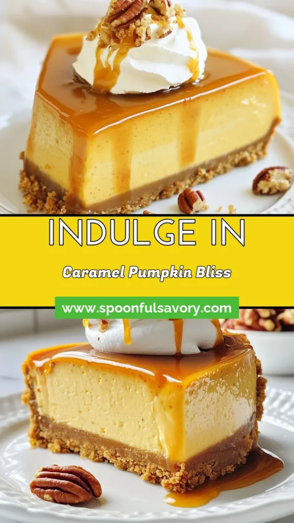 Indulge in the ultimate Fall dessert with this Caramel Pumpkin Cheesecake recipe. Creamy, rich, and topped with luscious caramel sauce, it&rsquo;s a must-try for any pumpkin lover. Perfect for gatherings, this cheesecake combines classic pumpkin flavors with cream cheese for a delightful treat. Impress your guests and save this recipe for cozy autumn nights! #CaramelPumpkinCheesecake #PumpkinCheesecakeRecipe #FallDessertRecipes #CreamCheeseDesserts