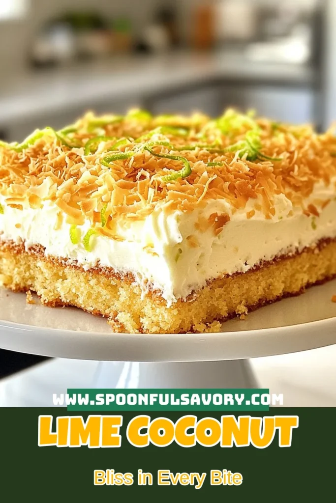 Discover the delightful Coconut Lime Sheet Cake, a tropical dessert perfect for any occasion! This easy coconut cake recipe features a vibrant lime coconut frosting that will tantalize your taste buds. With just the right hint of shredded coconut and zesty lime, it’s a must-try for dessert lovers. Bake up this refreshing treat and impress your guests! Save this Coconut Lime Sheet Cake recipe for your next gathering! #CoconutLimeSheetCake #TropicalDessertIdeas #EasyCoconutCakeRecipe #LimeCoconutFrosting