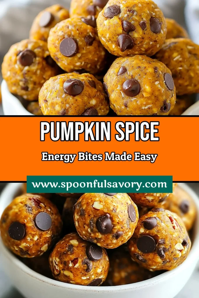 Looking for a delicious way to enjoy nutritious snacks? Try these Pumpkin Spice Energy Bites! Packed with all the warmth of fall, these healthy energy snacks are made with wholesome ingredients like oats, pumpkin puree, and almond butter. Perfect for a quick no-bake pumpkin energy ball treat, these pumpkin protein bites are delightful and easy to make. Save this recipe for your next snack craving! #PumpkinSpiceRecipes #HealthySnacks #NoBakeRecipes #PumpkinTreats